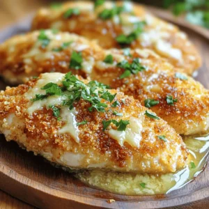 To make crispy Parmesan chicken, gather these key ingredients: - 4 boneless, skinless chicken breasts - 1 cup all-purpose flour - 2 large eggs, beaten - 1 cup breadcrumbs - 1 cup grated Parmesan cheese These items form the base of our dish. The chicken provides protein, while flour and eggs help the coating stick. Breadcrumbs give the chicken its crunch, and Parmesan adds a rich flavor. Next, enhance the taste with these seasonings: - 1 teaspoon garlic powder - 1 teaspoon Italian seasoning - Salt and pepper to taste Garlic powder gives a nice boost of flavor. Italian seasoning adds a mix of herbs. Salt and pepper are must-haves for any dish, sharpening all the other flavors. To finish off the dish, consider these garnishes: - 1/2 cup olive oil, for frying - 4 cloves garlic, minced - 1/2 cup chicken broth - 1 tablespoon fresh lemon juice - Fresh parsley, chopped (for garnish) The olive oil helps fry the chicken to golden perfection. Minced garlic and chicken broth create a tasty sauce. Lemon juice adds brightness, while parsley gives a fresh look and flavor. For the full recipe, check the details above. Start with the chicken breasts. Place each one between two sheets of plastic wrap. Use a meat mallet to pound the chicken. Aim for about 1/2 inch thick. This helps the chicken cook evenly. It also keeps it juicy. Now, let’s set up your breading station. You’ll need three shallow bowls. In the first bowl, add the flour. Season it with salt and pepper. In the second bowl, beat the eggs until mixed. In the third bowl, combine breadcrumbs, Parmesan cheese, garlic powder, and Italian seasoning. Mix it well. This makes the crust flavorful and crispy. Heat olive oil in a large skillet over medium-high heat. Once the oil is hot, it’s time to fry. Take a chicken breast and dredge it in the flour. Shake off the extra flour. Next, dip it in the beaten eggs, coating it well. Now, coat the chicken in the breadcrumb mix. Press down gently to help the crumbs stick. Carefully place the breaded chicken in the skillet. Fry each piece for about 5-6 minutes. Look for a nice golden brown color. Flip the chicken to cook the other side. Once done, transfer the chicken to a paper towel-lined plate. This helps drain the excess oil. For the full recipe, check the instructions above. To get that ideal crisp on your chicken, follow a few key steps. First, make sure the oil is hot enough before frying. If it's too cool, the chicken will absorb oil and become soggy. Use a deep skillet or pan that allows ample space for each piece. This way, the heat stays even around the chicken. Flip the chicken only once. This helps keep the crumb coating intact. To boost the flavor, add fresh herbs to the breadcrumb mix. Chopped parsley or thyme can add a nice touch. You can also sprinkle a little extra garlic powder into the coating for a stronger taste. A pinch of crushed red pepper can give it a slight kick. This adds depth to every bite. Remember, you can adjust seasonings based on your taste. You can fry, bake, or air-fry the chicken. Frying gives the crispiest results but adds oil. Baking is healthier but may not yield that same crunch. If you choose to bake, set your oven to 400°F (200°C) and place the chicken on a wire rack. This allows air to circulate and helps keep it crisp. Air-frying is a great middle ground, providing crispiness with less oil. Experiment with these methods to find your favorite. For the full recipe, check the earlier section. {{image_2}} You can boost flavor by adding herbs to your breadcrumbs. Mix in dried oregano, thyme, or rosemary. These herbs give your chicken a fresh taste. You can adjust the amount based on your likes. Try a tablespoon of each for a nice mix. This variation makes every bite more exciting! While garlic sauce is a star, you can try other sauces. A creamy Alfredo sauce adds richness. A tangy marinara brings a fun twist. Simply pour your chosen sauce over the crispy chicken. Each sauce changes the dish into a new experience. Experimenting with sauces keeps your meals lively! Adding vegetables makes this dish more colorful and healthy. You can sauté spinach, bell peppers, or zucchini. Toss them in the pan after cooking the chicken. This method adds nutrients and texture. Plus, it makes your plate look great! Don’t shy away from mixing in your favorite veggies. It’s all about making this dish your own. To keep your crispy Parmesan chicken fresh, store it in the fridge. Place it in an airtight container. This helps keep moisture in and air out. It stays good for about 3 to 4 days. Make sure to let it cool to room temperature first. This helps prevent sogginess and keeps it crispy longer. If you want to save some for later, freezing is a great option. First, let the chicken cool completely. Wrap each piece in plastic wrap, then place them in a freezer bag. Label the bag with the date. Frozen crispy Parmesan chicken lasts for about 2 to 3 months. When you’re ready to eat it, just take it out of the freezer and thaw in the fridge overnight. To reheat, preheat your oven to 375°F (190°C). Place the chicken on a baking sheet. Bake for about 15 to 20 minutes. This warms it up without losing the crispiness. You can also reheat in a skillet over medium heat. Just add a little oil and cook for about 5 minutes on each side. This method adds some extra crispiness. If you want to add the garlic sauce again, heat it separately and drizzle it on top. For the full recipe, check the details provided above. Yes, you can bake the crispy Parmesan chicken. Preheat your oven to 400°F (200°C). After breading the chicken, place it on a baking sheet lined with parchment paper. Spray the tops with cooking spray for added crispness. Bake for 20-25 minutes or until golden brown. Baking gives you a lighter option without losing the crunch. This dish goes well with many sides. Here are some great options: - Garlic mashed potatoes - Steamed broccoli or green beans - Caesar salad - Rice pilaf - Roasted vegetables Each side adds a nice balance to the meal and enhances the flavors. To check if the chicken is done, use a meat thermometer. The internal temperature should reach 165°F (75°C). You can also cut into the thickest part of the chicken. The juices should run clear, not pink. If you follow the cooking times in the recipe, you should be fine. Use these tips for perfectly cooked chicken every time. This blog covered all you need for Crispy Parmesan Chicken. You learned the key ingredients, step-by-step cooking instructions, and tips for the best results. We shared recipe variations and storage advice. Remember, cooking is fun! Adjust flavors and try new methods. Whether you bake or fry, enjoy your tasty chicken. Trust your taste buds, and make it your own.