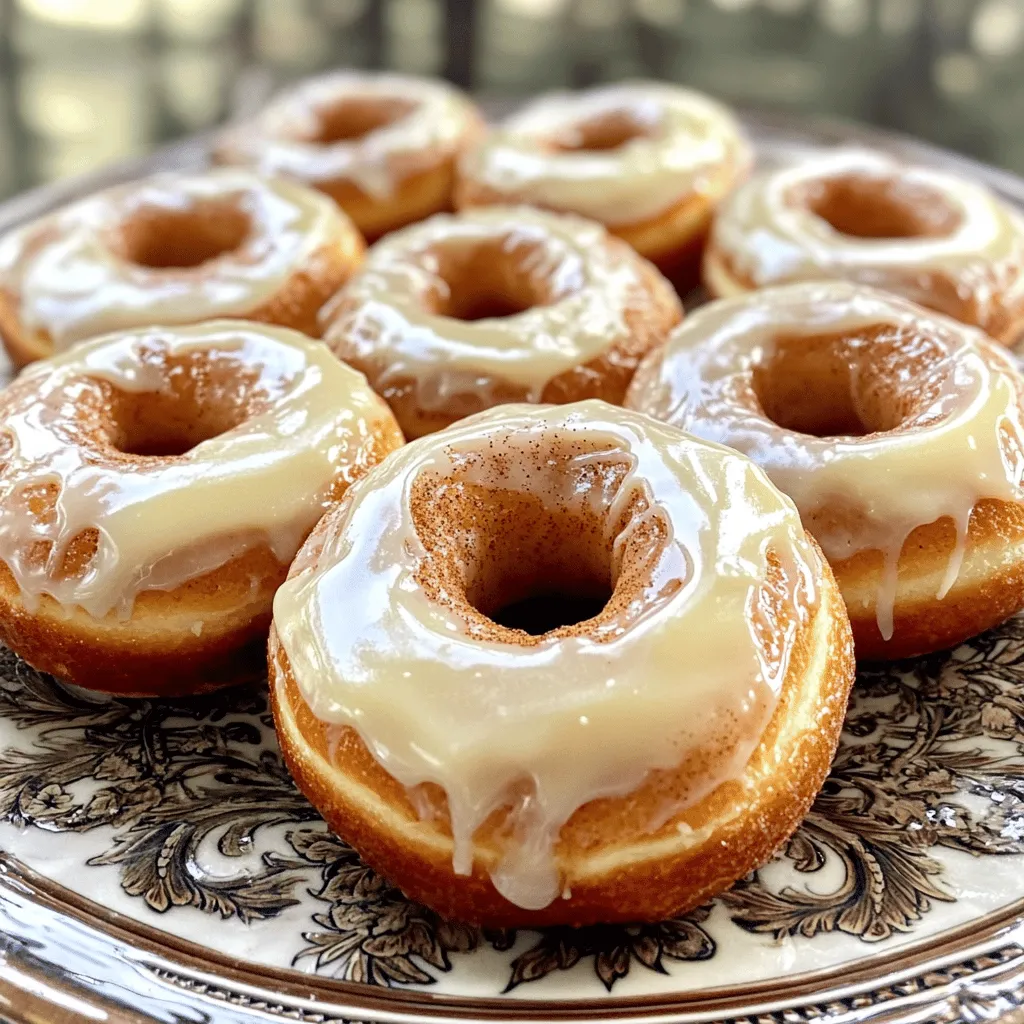 - 2 cups all-purpose flour - 1/4 cup granulated sugar - 1 tablespoon baking powder - 1/2 teaspoon salt - 1/4 cup unsalted butter, softened - 3/4 cup milk - 1 large egg - 1 tablespoon vanilla extract - 1 tablespoon ground cinnamon - 1/4 cup brown sugar - 1 cup powdered sugar - 2 tablespoons milk - 1/2 teaspoon vanilla extract - Vegetable oil (for frying) When making Buttery Cinnamon Roll Doughnuts, gathering the right ingredients is key. You want to start with the main ingredients. All-purpose flour forms the base, while granulated sugar adds sweetness. Baking powder gives the doughnuts that nice rise, and salt balances the flavors. The softened unsalted butter adds richness to the dough. Next, you will need additional ingredients. Milk keeps the dough moist, and the egg binds everything together. Vanilla extract gives a lovely aroma, while ground cinnamon adds that warm, cozy flavor. Brown sugar, when mixed in, brings a deeper sweetness. Finally, for the glaze, powdered sugar is essential. It creates that sweet coating we all love. Milk helps to thin the glaze, and a touch of vanilla extract enhances the flavor. Don't forget the vegetable oil for frying. It is crucial for that crispy outside and soft inside. This simple list helps you create the perfect doughnuts at home. For the full recipe, check out the details above. 1. In a large mixing bowl, whisk together the dry ingredients: - 2 cups all-purpose flour - 1/4 cup granulated sugar - 1 tablespoon baking powder - 1/2 teaspoon salt 2. Next, combine the wet ingredients. Add in: - 1/4 cup unsalted butter, softened - 3/4 cup milk - 1 large egg - 1 tablespoon vanilla extract Mix these until a smooth dough forms. 3. Now, roll out the dough on a lightly floured surface. Aim for a rectangle about 1/4 inch thick. 4. Prepare the filling by mixing together: - 1/4 cup brown sugar - 1 tablespoon ground cinnamon Spread this mixture evenly over the rolled-out dough. 5. Starting from one edge, tightly roll the dough into a log. 6. Slice the log into 12 equal pieces. Each piece will become a doughnut. 7. Heat vegetable oil in a deep pan over medium heat. The oil should reach 350°F (175°C) for frying. 8. Carefully place the sliced dough into the hot oil. Fry them for about 2-3 minutes on each side, until they turn golden brown. 9. Once golden, remove the doughnuts and place them on a paper towel-lined plate to drain excess oil. 10. For the glaze, whisk together in a bowl: - 1 cup powdered sugar - 2 tablespoons milk - 1/2 teaspoon vanilla extract Dip the warm doughnuts into the glaze, coating both sides. Place them on a wire rack to let the glaze set. For the complete method, check out the [Full Recipe]. Enjoy your homemade buttery cinnamon roll doughnuts! - Use softened butter for easy mixing. This helps blend the butter smoothly into the dough. - Don’t overwork the dough. Gently mix until just combined to keep it light and fluffy. - Keep an eye on the oil temperature. Aim for 350°F (175°C) for even cooking. - A thermometer gives you the best accuracy. This helps prevent doughnuts from burning or being undercooked. - Dip the doughnuts while they’re warm. This helps the glaze stick better and creates a shiny finish. - Let the glaze set for a beautiful look. Place them on a wire rack to allow the glaze to harden slightly before serving. For the full recipe, check out the Buttery Cinnamon Roll Doughnuts . {{image_2}} You can easily change the flavor of your doughnuts. Adding chocolate chips to the dough gives a sweet surprise. Just fold in about half a cup before you roll it out. You can also play with spices. Nutmeg and cardamom can add warmth and depth. A pinch of nutmeg can make your doughnuts feel cozy. Cardamom gives a nice twist, perfect for a special treat. Toppings can take your doughnuts to the next level. A sprinkle of cinnamon sugar is a classic choice. Just mix granulated sugar with cinnamon, then dust it over the warm doughnuts. For a richer taste, drizzle melted chocolate or caramel sauce on top. It creates a sweet layer that pairs well with the warm doughnut. You can also mix toppings for extra fun. Try a chocolate drizzle with a sprinkle of nuts for crunch. You don’t have to fry these doughnuts if you want a healthier option. Baking is a great way to enjoy them without the oil. Preheat your oven to 350°F and place the doughnuts on a baking sheet. Bake for about 12-15 minutes until golden brown. Another option is using an air fryer. It uses less oil while still giving crispy edges. Set your air fryer to 350°F and cook for 8-10 minutes. You’ll get delicious doughnuts with less guilt! To keep your leftover doughnuts fresh, store them in an airtight container. This helps lock in moisture and flavor. You can keep them at room temperature for up to two days. If you want to keep them longer, refrigerate them. Just remember, refrigeration may make them a bit firmer. You can freeze your doughnuts for later. Freeze them before or after glazing. If you freeze them after glazing, the glaze may change texture. To prevent freezer burn, wrap each doughnut tightly. Use plastic wrap or a freezer bag. This keeps them fresh for up to three months. When you're ready to enjoy your doughnuts again, reheat them in the oven. Preheat your oven to 350°F (175°C). Place the doughnuts on a baking sheet for about 5-10 minutes. This method keeps them soft and warm. Avoid using a microwave, as it can make them chewy and dry. Enjoy your warm, delicious treat! Yes, you can! If you want to skip the eggs, try using unsweetened applesauce. Use 1/4 cup of applesauce for every egg. Another option is to mix 1 tablespoon of ground flaxseed with 2.5 tablespoons of water. Let it sit for about 5 minutes to thicken. This will help bind the doughnuts together nicely. Both options work well and keep your doughnuts moist. To reduce the sweetness, cut down on the sugar in the dough. You can lower the granulated sugar from 1/4 cup to 2 tablespoons. If you want the glaze to be less sweet, use less powdered sugar. Start with 3/4 cup instead of 1 cup and add more if needed. You can also add a pinch of salt to balance the flavors. Taste as you go to find your perfect mix! If your glaze is too runny, don't worry! You can easily fix it. Add more powdered sugar, a little at a time, until you reach the right thickness. If it's too thick, add a splash of milk or water to thin it out. The glaze should coat the doughnuts well but not drip off completely. A good glaze should create a nice sheen without running everywhere! This post covered how to make Buttery Cinnamon Roll Doughnuts using simple steps. You learned about the key ingredients, like flour, sugar, and cinnamon. I shared tips for perfect dough, frying, and glazing. You also saw variations to try and how to store these treats. In the end, making doughnuts at home is fun and tasty. With a few simple steps, you can enjoy these sweet treats anytime. Happy cooking!