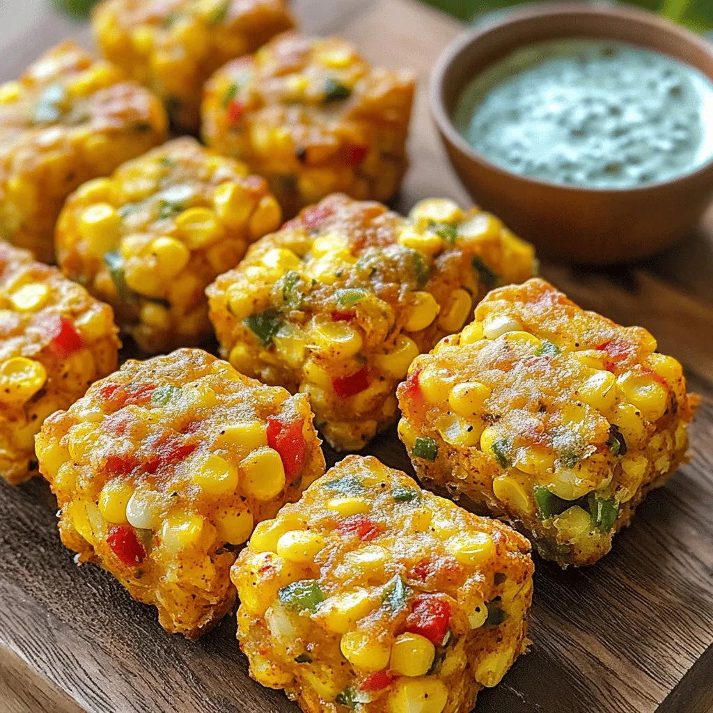 - 2 cups corn kernels (fresh or frozen) - 1/2 cup all-purpose flour - 1/2 cup cornmeal - 1/4 cup shredded pepper jack cheese - 1/4 cup finely chopped red bell pepper - 1/4 cup chopped green onions - 1 fresh jalapeño, finely chopped (seeds removed for less spice) - 1 teaspoon ground cumin - 1 teaspoon chili powder - 1/2 teaspoon baking powder - Salt and pepper to taste - 1/4 cup buttermilk (or regular milk) - Olive oil for frying To make Spicy Mexican Corn Bites, gather these ingredients first. The corn brings sweetness, while the jalapeño adds a kick. You can use fresh corn or frozen corn, depending on what's available. The flour and cornmeal form the base of the bites. Pepper jack cheese gives a creamy texture and some spice. Chop your vegetables finely. This helps them mix well with the batter. The red bell pepper adds color and sweetness. Green onions provide a fresh taste. Ground cumin and chili powder boost the flavor profile. Don't forget the baking powder. It helps the bites puff up while frying. For frying, use olive oil. This gives a nice crispiness. You can also garnish with fresh cilantro and lime wedges for serving. If you want to explore more details, check out the Full Recipe. - In a large mixing bowl, combine the corn kernels, flour, cornmeal, and baking powder. Mix well. - Next, add the shredded pepper jack cheese, chopped red bell pepper, green onions, and jalapeño. Sprinkle in the cumin, chili powder, salt, and pepper. Stir until mixed evenly. - Heat a good amount of olive oil in a skillet over medium heat. You need enough oil to cover the skillet’s bottom. - When the oil is hot, use a spoon to drop spoonfuls of the corn mixture into the skillet. Leave space between each one to flip them easily. - Cook each side for about 3-4 minutes until golden brown. Adjust the heat if needed to avoid burning. - Once cooked, remove the corn bites from the skillet. Place them on paper towels to drain excess oil. - While still hot, season them with a pinch of salt. Enjoy them warm with your favorite dipping sauce. For the complete recipe, visit [Full Recipe]. How can you make Spicy Mexican Corn Bites milder? Start by removing the seeds from the jalapeño. This action cuts down the heat. You can also use a smaller amount of jalapeño in your mix. If you want it even milder, replace the pepper jack cheese with a mild cheese like mozzarella. For those who crave a bolder flavor, try adding more jalapeño or using a spicier cheese. You can also mix in cayenne pepper or diced serrano peppers. These changes will give your bites that extra kick. What is the right batter consistency? Your batter should be thick but not dry. It should easily hold its shape when you scoop it. If it feels too thick, add a little more buttermilk until you achieve the right texture. For crispy edges, make sure your oil is hot enough before adding the batter. A good test is to drop a small spoonful of batter into the oil. If it sizzles right away, you're ready to go. Also, avoid overcrowding the pan. This will keep the oil temperature steady and help the bites crisp up nicely. What are the best dipping sauces to complement these bites? Creamy cilantro lime sauce pairs wonderfully. Its freshness balances the spice. Spicy salsa is another great choice, adding a zesty kick. When it comes to drinks, consider serving them with a cold cerveza, like a light lager or a pale ale. If you prefer non-alcoholic options, a refreshing limeade or sparkling water works well too. These drinks will enhance the flavors of your bites and make for a fun experience. For the full recipe, check out the detailed instructions above! {{image_2}} You can switch up the cheese in this recipe. Try using cheddar or feta cheese instead of pepper jack. Each cheese offers a unique taste. You can also change the vegetables. Zucchini or sweet corn peppers can add different textures. Feel free to experiment with what you have at home. If you want a healthier option, try air frying. It gives you a nice crunch without much oil. Set your air fryer to 375°F and cook for about 10 minutes. Flip halfway through for even crispiness. Baking is another option. Preheat your oven to 400°F. Spread the corn bites on a baking sheet and bake for 20 minutes or until golden brown. You can add spices for a new flavor. Smoked paprika gives a warm taste, while cayenne adds heat. Mixing in proteins is another great way to amp up the dish. Cooked chicken or shrimp can make these bites heartier. You might even try diced chorizo for a spicy kick. Don't hesitate to get creative with flavors! To keep your Spicy Mexican Corn Bites fresh, put them in an airtight container. They should go in the fridge within two hours of cooking. Use parchment paper between layers to avoid sticking. If you want to freeze them, let them cool first. Place them in a freezer-safe bag, removing as much air as possible. This helps prevent freezer burn. To reheat, you can bake or pan-fry them. If baking, preheat your oven to 375°F (190°C). Place the bites on a baking sheet and heat for 10-15 minutes. If pan-frying, use a little olive oil over medium heat. Heat for about 3-5 minutes until warm and crispy again. In the fridge, these bites last about 3-4 days. If frozen, they can last up to 2 months. Always check for signs of spoilage before eating. If they smell off or have a strange color, it’s best to throw them out. Fresh bites should smell sweet and corn-like, with a golden color. You can pair Spicy Mexican Corn Bites with fun dips. Here are some ideas: - Creamy cilantro lime sauce - Spicy salsa - Guacamole - Sour cream with lime These dips enhance the flavor and add a tasty twist. Pair with a refreshing drink like lemonade or a light beer for a great meal. Yes, you can make this recipe gluten-free. Here are some simple swaps: - Use gluten-free all-purpose flour instead of regular flour. - Ensure your cornmeal is gluten-free. These changes keep the taste but make it safe for those with gluten issues. You can prep these bites ahead of time. Here are some tips: - Make the batter and store it in the fridge for up to 2 hours. - Form the bites and freeze them for later use. When ready to cook, just fry them straight from the freezer. This saves time and keeps them fresh. Yes, Spicy Mexican Corn Bites are vegetarian-friendly. The ingredients include: - Corn - Vegetables - Cheese There are no meat products in this recipe, making it a great option for vegetarians. Enjoy these bites without worry! You just learned how to make Spicy Mexican Corn Bites. We covered the key ingredients, step-by-step cooking, and helpful tips. These bites are perfect for snacking or serving at parties. You can easily adjust the spice levels and try different flavors too. Plus, we discussed how to store leftovers properly. Experiment with different ingredients and cooking methods to suit your taste. Enjoy the deliciousness of these bites, and don’t hesitate to share with family and friends!