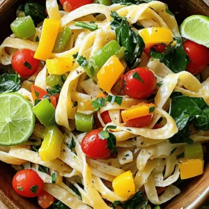 - 8 oz fettuccine or any pasta of choice - 2 tablespoons olive oil - 1 yellow bell pepper, diced - 1 red bell pepper, diced - 1 green bell pepper, diced - 1 medium onion, sliced - 2 cloves garlic, minced - 1 teaspoon jerk seasoning - 1 cup coconut milk - 1 cup cherry tomatoes, halved - 1 cup spinach leaves - Salt and pepper to taste - Fresh parsley, chopped (for garnish) - Lime wedges (for serving) - Additional spices (paprika, cayenne) - Protein options (chicken, shrimp, tofu) The best Jamaican Rasta pasta starts with simple yet vibrant ingredients. You'll want to choose fresh veggies for maximum flavor. The mix of bell peppers gives a bright touch to the dish. I use fettuccine for its wide surface, allowing the sauce to cling well. Olive oil adds richness and helps the veggies cook perfectly. Jerk seasoning brings that spicy kick, which makes this dish stand out. Coconut milk gives a creamy texture that balances the spices. Cherry tomatoes burst with juice, adding sweetness. Spinach adds color and nutrients. Don't forget salt and pepper to bring all the flavors together. For a heartier meal, you can add protein like chicken or shrimp. Tofu is a great plant-based option. This recipe is flexible, so feel free to mix and match your favorite ingredients. Check out the full recipe for precise measurements and cooking steps. Enjoy creating your own flavorful Jamaican Rasta pasta! Start by boiling water in a large pot. Add salt to the water for flavor. Cook the pasta according to the package instructions until it is al dente. This means it should be firm but not hard. Once cooked, drain the pasta and set it aside in a bowl. In a large skillet, heat two tablespoons of olive oil over medium heat. Add the diced yellow, red, and green bell peppers, along with the sliced onion. Sauté them for about five minutes. You want them to get tender and bright. This step adds great flavor to your dish. Now, it’s time to add more taste. Stir in the minced garlic and one teaspoon of jerk seasoning. Let this cook for about a minute until you smell the garlic. Then, pour in one cup of coconut milk. Bring it to a gentle simmer. This will take around three to four minutes. The coconut milk makes it creamy and rich. Next, mix in one cup of halved cherry tomatoes and one cup of fresh spinach leaves. Stir them until the spinach wilts. This adds color and nutrients. Finally, combine the cooked pasta with the sauce and veggies in the skillet. Toss everything together. Make sure the pasta is well-coated with the sauce. Season with salt and pepper to taste. For the full recipe, check below. - Use freshly minced garlic for stronger aroma. - Adjust jerk seasoning to taste for spice level. Start with a little, and add more if you like heat. This blend adds rich flavor to the dish. - Don't overcook the pasta for the best texture. Aim for al dente; it holds up better in sauce. - Reserve some pasta water for adjusting sauce consistency. This starchy water helps the sauce cling to the pasta. - Garnish with fresh parsley and lime wedges. This adds color and a bright taste. - Serve with a side of plantains or a fresh salad. These sides balance the meal and add nutrition. For the complete recipe, check out the [Full Recipe]. {{image_2}} You can use many types of pasta for Jamaican rasta pasta. Penne and spaghetti work well. They both hold sauce nicely and add a different bite. If you want a gluten-free option, try brown rice pasta or chickpea pasta. These options keep the dish tasty while being kinder to your diet. To make this dish vegan, swap coconut milk with cashew cream. This change keeps the creaminess and flavor. You can also add more veggies or legumes for protein. Think about adding black beans, chickpeas, or lentils. They boost nutrition without losing taste. For extra flavor, consider adding cooked chicken, shrimp, or tofu. These proteins enhance the dish's heartiness. Adding vegetables like zucchini or corn gives it a fresh twist. Each bite becomes more colorful and exciting. You can mix and match to create your perfect rasta pasta. Enjoy crafting your unique version! For the full recipe, refer to the earlier section. To keep your Jamaican Rasta Pasta fresh, refrigerate it. Place the pasta in an airtight container. This way, it lasts for up to 3 days. If you want to freeze it, do this right after cooking. Let it cool, then transfer it to a freezer-safe bag. Remove as much air as possible. You can freeze it for up to 2 months. When ready to eat, thaw it overnight in the fridge. To reheat your pasta, use a skillet on low heat. Add a splash of coconut milk or water. This helps keep the texture nice and creamy. Stir gently until heated through. You can also use the microwave. Place it in a bowl, cover with a damp paper towel, and heat in short bursts. Check and stir every 30 seconds. When serving, consider adding fresh lime juice or topping with extra spinach. These will enhance the flavor and freshness of the dish. Enjoy your meal! Rasta Pasta is a tasty dish from Jamaica. It blends Italian pasta with Jamaican flavors. The dish celebrates the Rastafarian culture, which values peace and love. The bright colors of bell peppers represent the Rastafarian flag, making it visually appealing. You get a mix of creamy coconut milk and spicy jerk seasoning. This creates a unique and vibrant meal that hits all the right notes. Yes, you can prep Rasta Pasta ahead of time. Start by cooking the pasta and sautéing the vegetables. Store them separately in airtight containers. When you're ready to eat, simply combine them and heat everything together. This keeps the pasta from getting mushy. It also helps the flavors stay fresh. You can add the coconut milk right before serving to keep it creamy. To add more heat, try these tips. First, use extra jerk seasoning. You can also add chopped fresh peppers like scotch bonnet for more kick. Another option is to sprinkle in some cayenne pepper. Finally, serve with hot sauce on the side for those who want it spicier. These additions enhance the flavor and make it more exciting. Yes, Rasta Pasta is vegetarian-friendly. The core ingredients are all plant-based. You have pasta, bell peppers, onions, garlic, and coconut milk, all of which are vegetarian. If you want to make it vegan, just skip any cheese garnishes. You can add protein options like tofu or chickpeas for more nutrition. This dish is perfect for everyone! In this blog post, we explored making Rasta Pasta with easy steps and tasty ingredients. We covered the essential components and some optional flavors to enhance your dish. I shared tips for perfect pasta and how to present it well. You learned about variations for different diets and how to store your leftovers. With these tips, you can create a delicious meal that suits your taste. Embrace the joy of cooking and make it your own!