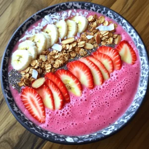 To make a great strawberry smoothie bowl, you need just a few key items. Here’s what you’ll need: - 2 cups fresh strawberries, hulled and sliced - 1 ripe banana, frozen - 1/2 cup Greek yogurt (plain or vanilla) These main ingredients create a creamy and delicious base that packs a fruity punch. Fresh strawberries bring a sweet and tart flavor. The frozen banana adds a smooth texture and natural sweetness. Greek yogurt gives you protein and creaminess. You can add a few more items to customize your smoothie bowl: - 1/2 cup almond milk (or milk of choice) - 1 tablespoon honey or maple syrup (optional) Almond milk helps adjust the thickness of your smoothie. If you want it sweeter, honey or maple syrup can enhance the flavor. Just mix and match based on your taste! To make your smoothie bowl even better, consider these tasty toppings: - Granola varieties - Nuts and seeds - Additional fruits and coconut flakes Granola adds crunch, while nuts and seeds offer healthy fats. You can also throw on more fresh fruits or sprinkle coconut flakes for extra flavor and fun! Check out the Full Recipe for all the details to create your own strawberry smoothie bowl! To start, gather all your ingredients. You will need: - 2 cups fresh strawberries, hulled and sliced - 1 ripe banana, frozen - 1/2 cup Greek yogurt (plain or vanilla) - 1/2 cup almond milk (or milk of choice) - 1 tablespoon honey or maple syrup (optional) In a blender, combine the sliced strawberries, frozen banana, Greek yogurt, and almond milk. If you like it sweeter, add honey or maple syrup. For the best texture, ensure your banana is frozen. This gives your smoothie bowl a creamy feel. You can also use fresh banana, but the result won't be as thick. Now, let’s blend! Set your blender to high speed. Blend until the mixture is smooth and creamy. Stop to check for any chunks of fruit. If you find any, blend a little longer. If your smoothie is too thick, add a splash more almond milk. This will help you reach your desired consistency. Once blended, pour the smoothie mixture into a bowl. Now it’s time for the fun part—toppings! Arrange your toppings artistically for a pretty look. You can use: - Granola - Sliced almonds - Chia seeds - Additional strawberries - Coconut flakes Try creating sections with each topping. This makes the bowl colorful and inviting. Serve it right away with a spoon. Enjoy your refreshing and nutritious Strawberry Smoothie Bowl! When picking strawberries, look for bright red color. The berries should feel firm. Avoid any that are soft or bruised. A sweet smell means they are ripe. To keep strawberries fresh, store them in the fridge. Place them in a container with air holes. Do not wash them until you are ready to eat. This helps them last longer. You can switch ingredients based on your needs. For a dairy-free option, use coconut yogurt. If you want a sweeter touch, try maple syrup or agave. To change the thickness of your smoothie, add less or more almond milk. For a thicker bowl, use more frozen banana. Blending longer can also help achieve your desired texture. Smoothie bowls are great with other breakfast foods. Pair them with toast or oatmeal for a full meal. You can also enjoy them as a snack or dessert. The best times to enjoy your smoothie bowl are in the morning or after a workout. They are refreshing and give you energy. For the full recipe, check the earlier section! {{image_2}} For a vegan strawberry smoothie bowl, you can swap out dairy. Use coconut yogurt instead of Greek yogurt. This keeps the creaminess and adds a nice flavor. Almond milk is a great choice too. You can also try oat or soy milk. These options are tasty and healthy. If you want low-carb, consider using unsweetened almond milk. You can add a low-carb sweetener like stevia or erythritol. These sweeteners help keep the taste without the carbs. Choose berries like raspberries or blackberries for toppings. They are lower in carbs than other fruits. Seasonal fruits add fun to your smoothie bowl. In summer, try adding peaches or blueberries. In the fall, mix in pumpkin or apples for a warm taste. You can even blend in greens like spinach for added nutrients. This keeps your bowl fresh and exciting all year round. For a complete recipe, check out the Full Recipe section. To store uneaten smoothie bowls, use an airtight container. This keeps the smoothie fresh. If you have leftovers, cover the bowl tightly with plastic wrap. For best results, eat them within one day. The longer it sits, the less tasty it becomes. If you add toppings, store them separately. This helps keep them crunchy. You can prepare smoothie packs in advance for easy use. Simply combine the sliced strawberries and frozen banana in a freezer bag. Add Greek yogurt and almond milk later when you blend. You can freeze packs for up to a month. This makes smoothies quick and easy on busy mornings. Just grab a pack, blend, and enjoy! To thaw your smoothie, place the pack in the fridge overnight. If you need it fast, run warm water over the bag. Once thawed, pour the mixture into a blender. Blend until smooth again. If it's too thick, add a splash of almond milk. This keeps your smoothie creamy and delicious. Try to re-serve it quickly for the best taste. To make your smoothie bowl thicker, adjust the ingredients. Here are some tips: - Use less liquid: Start with less almond milk. You can always add more if needed. - Add frozen fruits: Use more frozen banana or other frozen fruits. They help create a creamy texture. - Include more yogurt: Adding more Greek yogurt can also help thicken your smoothie bowl. - Chia seeds: These seeds absorb liquid and can add thickness. Mix them in before blending. Try these tips, and you'll have a perfect thick smoothie bowl! Yes, you can make a smoothie bowl without yogurt. Here are some alternative bases: - Coconut cream: This gives a rich texture and flavor. - Silken tofu: It adds creaminess and protein without dairy. - Avocado: This adds healthy fats and a smooth texture. - Nut butters: Almond or peanut butter can add creaminess and flavor. Feel free to experiment with these options to find what you like best! You can store your smoothie bowl for a short time. Here are some guidelines: - In the fridge: Keep it in an airtight container for up to 24 hours. The freshness will decline after that. - Separation: You may notice separation of ingredients. Stir it up before eating. - Toppings: Add toppings just before serving. This keeps them fresh and crunchy. For best taste, enjoy your smoothie bowl right after making it! This article covered how to make a delicious smoothie bowl. You learned about key ingredients, optional add-ins, and tasty toppings. The step-by-step guide showed you how to blend perfectly. I shared tips for choosing the best strawberries and customizing your dish. You can try different variations, store leftovers, and prepare smoothies in advance. Remember, your smoothie bowl is only limited by your imagination. Enjoy making and sharing your own creations!