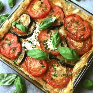 To make a great Tomato Eggplant Pie, you need fresh and simple ingredients. Here’s what you’ll need: - 1 large eggplant, sliced into ¼-inch rounds - 2 large tomatoes, sliced - 1 large onion, finely chopped - 2 cloves garlic, minced - 1 cup ricotta cheese - 1 cup shredded mozzarella cheese - 4 sheets of phyllo dough (or a pre-made pie crust) - 2 tablespoons olive oil - 1 teaspoon dried oregano - 1 teaspoon dried basil - Salt and pepper to taste - Fresh basil leaves for garnish These ingredients combine to create a delicious and hearty dish. You can change up the recipe based on your taste. Here are some tasty options: - Spinach or kale for added greens - Feta cheese for a tangy kick - Zucchini slices for extra texture - Red pepper flakes for heat - Fresh herbs like thyme or parsley for brighter flavors Feel free to mix and match these ingredients to make the pie your own. Having the right tools makes cooking easier. For this recipe, you will need: - A sharp knife for slicing - A cutting board for prep work - A skillet for sautéing - A mixing bowl for the cheese - A pie pan for baking - A pastry brush for olive oil - An oven for baking These tools will help you create the perfect pie without any stress. For the full recipe, check out the details above! To start, you need to prep your veggies. Slice one large eggplant into ¼-inch rounds. This makes it easy to cook. Next, slice two large tomatoes. Chop one large onion finely and mince two cloves of garlic. Heat two tablespoons of olive oil in a skillet over medium heat. Add the onion and garlic, stirring them until the onion turns soft and clear. This should take about five minutes. Then, add the eggplant to the skillet. Cook until it becomes soft, around eight to ten minutes. Season with salt, pepper, oregano, and basil. Then set the mixture aside to cool. Now it’s time to build your pie. In a bowl, mix one cup of ricotta cheese with salt, pepper, and half of the shredded mozzarella cheese. Stir this until it blends well. If using phyllo dough, layer two sheets in a pie pan, brushing each with olive oil. For a pre-made crust, just place it in the pan. Spread the ricotta mixture on the crust. Then, layer the sautéed eggplant mixture over it. Finally, place the sliced tomatoes on top and sprinkle the remaining mozzarella cheese. Now, let’s bake! If you used phyllo, add two more sheets on top, brushing with olive oil. Fold in any edges to seal the filling. Preheat your oven to 375°F (190°C). Bake the pie for 30 to 35 minutes, or until it is golden and bubbly. Once done, let it cool for about ten minutes before slicing. For a nice touch, you can add fresh basil leaves on top before serving. Enjoy your Tomato Eggplant Pie, a flavorful and simple delight! For the full recipe, check the earlier section. To keep your crust crisp, you must prepare it right. If using phyllo dough, brush each layer with olive oil. This adds flavor and helps seal in moisture. If you prefer a pie crust, pre-bake it for 10 minutes. This step makes it firmer, so it won’t get soggy. To really bring out the taste, season your veggies well. Salt and pepper are key, but don’t stop there. Use fresh herbs or even lemon zest for a bright touch. I love adding a pinch of chili flakes for a slight kick. Mix these flavors into the ricotta cheese for a richer taste. A beautiful pie makes any meal special. After baking, let it cool for 10 minutes. This helps the layers set. When you slice it, each piece should hold its shape. Garnish with fresh basil leaves for color and aroma. You can also drizzle olive oil or balsamic glaze on top. For more ideas, check out the Full Recipe! {{image_2}} You can easily make this pie more veggie-packed. Try adding zucchini, bell peppers, or spinach. Just slice them thin and layer them with the eggplant and tomatoes. If you want a bolder taste, add some fresh herbs like thyme or parsley. Each veggie brings a new flavor, making your pie unique every time. For a gluten-free version, swap out the phyllo dough or pie crust. Use gluten-free pie crusts that you can buy at stores or make your own from almond flour or coconut flour. Another tasty option is to skip the crust altogether and bake the filling in a greased pie dish. This keeps it simple and still delicious! To elevate your Tomato Eggplant Pie, think about extra toppings. You could sprinkle some feta or goat cheese on top for a salty kick. Try adding olives or sun-dried tomatoes for a Mediterranean twist. If you love crunch, add some toasted pine nuts or breadcrumbs on top before baking. These toppings can transform your pie into a gourmet dish! To store leftovers, let the pie cool completely. Then, wrap it tightly in plastic wrap. You can also place it in an airtight container. This keeps the pie fresh for up to three days in the fridge. Reheat slices in the oven for the best taste. Set your oven to 350°F (175°C). Place the pie on a baking sheet and cover it with foil. Heat for about 15-20 minutes. This helps keep the crust crispy. If you want to freeze the pie, slice it first. Wrap each slice in plastic wrap, then place in a freezer bag. Squeeze out as much air as possible. The pie can last up to three months in the freezer. When ready to eat, thaw in the fridge overnight. Reheat it in the oven as mentioned above for great results. Yes, you can try different cheeses. Feta adds a nice tang. Goat cheese has a creamy texture. You could even use cheddar for a sharper flavor. Remember, each cheese changes the taste. Mix and match to find your favorite! You can prep the pie a day before. Make the filling and assemble the pie. Cover it and store it in the fridge. Bake it the next day when you are ready to serve. This makes it super easy for gatherings! This pie pairs well with a fresh salad. A simple green salad with lemon dressing works great. You can also enjoy it with garlic bread or a side of roasted vegetables. These sides balance the flavors and add more color to your plate. For the full recipe, you can check out the detailed instructions above. This blog post covered everything you need to make a great Tomato Eggplant Pie. We looked at the ingredients, including optional ones for your taste. The step-by-step guide showed you how to prep, assemble, and bake the pie. I shared tips to avoid soggy bottoms and enhance flavor. You can even explore veggie and gluten-free options. Don’t forget how to store your pie for later. Use this guide to impress your friends and family with a delicious dish you made from scratch. Enjoy your cooking!