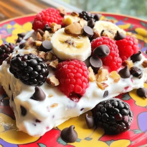 To make delicious frozen yogurt bark, you'll need a few key items: - 2 cups plain Greek yogurt - 2 tablespoons honey (adjust to taste) - 1 teaspoon vanilla extract - 1 cup mixed berries (strawberries, blueberries, raspberries) - 1 ripe banana, sliced - 1/4 cup dark chocolate chips or chunks - 2 tablespoons chopped nuts (almonds or walnuts) These ingredients give you a creamy base and a mix of sweet flavors. The Greek yogurt adds protein, while the honey sweetens it just right. You can easily customize your yogurt bark. Here are some fun add-ins: - Coconut flakes for a tropical twist - Dried fruit for extra chewiness - Peanut butter or almond butter for richness - Granola for crunch - Different fruits like kiwi or mango Feel free to mix and match! Each add-in brings a new taste and texture. Frozen yogurt bark is not just tasty; it's also good for you. Here’s a quick look at the nutrition: - High in protein from Greek yogurt - Contains vitamins from fresh fruits - Provides healthy fats from nuts - Lower in sugar than many desserts This treat lets you enjoy dessert while staying on track with your health goals. You can find the full recipe above to whip up this simple and tasty treat! To start, gather your ingredients for the frozen yogurt bark. You will need: - 2 cups plain Greek yogurt - 2 tablespoons honey (adjust to taste) - 1 teaspoon vanilla extract - 1 cup mixed berries (strawberries, blueberries, raspberries) - 1 ripe banana, sliced - 1/4 cup dark chocolate chips or chunks - 2 tablespoons chopped nuts (almonds or walnuts) First, mix the Greek yogurt, honey, and vanilla extract in a medium bowl. Use a whisk or spoon to blend them until smooth. This step makes the base creamy and tasty. Next, line a baking sheet with parchment paper. This will help you remove the bark easily later. Spread the yogurt mixture evenly on the sheet with a spatula. Aim for a thick layer, about half an inch. Now, sprinkle the mixed berries and banana slices over the yogurt. Distribute them evenly for a colorful look. After that, add the dark chocolate chips and chopped nuts on top. Press them down gently to help them stick. Once everything is in place, place the baking sheet in the freezer. Let it freeze for at least 4 hours or until it is solid. After it freezes, remove it from the freezer. Carefully peel off the parchment paper. Now, break or cut the bark into pieces. You can use your hands or a knife. Serve it immediately for a cool treat. If you want to store it, place the pieces in an airtight container and keep them in the freezer. To get a great texture, use full-fat Greek yogurt. This type gives the bark a creamier feel. If the bark is too hard, let it sit at room temperature for a few minutes before serving. You can also experiment with the thickness. A thicker layer yields chewier bark, while a thinner layer makes it crispier. Adjust based on your taste. For those who enjoy a little crunch, ensure the nuts are slightly toasted. This adds flavor and a delightful crunch to each bite. Try this simple recipe for fruity frozen yogurt bark. You can find the Full Recipe above for all the steps! You can create many fun flavors with frozen yogurt bark. Here are some ideas to get you started: - Tropical Delight: Use coconut yogurt, pineapple chunks, and shredded coconut. - Chocolate Berry Bliss: Mix in chocolate yogurt, strawberries, and raspberries. - Nutty Banana: Combine plain yogurt with banana slices and peanut butter swirls. - Pumpkin Spice: Add pumpkin puree, cinnamon, and nutmeg for a fall twist. Try these out and find your favorite! Making frozen yogurt bark is simple, but some mistakes can happen. Here’s how to avoid them: - Not Using Parchment Paper: Always line your baking sheet. This helps with easy removal. - Too Thin Layer: Spread the yogurt thick enough. A thin layer may not freeze well. - Skipping the Freezing Time: Leave it in the freezer long enough. It should be solid, not soft. By following these tips, you’ll make perfect bark every time. When it’s time to serve, here are some best practices to keep in mind: - Serve Right Away: The bark tastes best when fresh. Break it into pieces and serve. - Storage: Keep leftovers in an airtight container. This keeps them fresh and tasty. - Freezing: You can refreeze any leftovers. Just make sure they are well sealed. These steps help maintain flavor and texture, making your treat last longer. {{image_2}} You can make a tasty dairy-free version of frozen yogurt bark. Use coconut yogurt or almond yogurt instead of Greek yogurt. These options give you a rich, creamy texture. They also work well with the same flavors. Just follow the same steps in the Full Recipe. You can add maple syrup or agave for sweetness. Fresh fruits like mango or kiwi add a tropical twist. Changing the fruit based on the season can make your bark fun and fresh. In spring and summer, use berries like strawberries, blueberries, and raspberries. In fall, try apple slices or pears. Winter calls for citrus fruits like oranges or grapefruits. You can also mix dried fruits like cranberries or apricots. These choices add color and flavor to your bark. Always aim for ripe fruits for the best taste. Chocolate lovers will enjoy adding different types of chocolate. Try using white, milk, or even dark chocolate. You can sprinkle chocolate chips or drizzle melted chocolate over the top. Nuts add crunch and flavor. Almonds, walnuts, or pecans work well. You can also toast the nuts for more flavor. Mixing in coconut flakes or seeds like chia or flax can add fun textures. Experiment with these ideas to make your bark unique. To keep your frozen yogurt bark fresh, store it in an airtight container. This will help prevent freezer burn and keep the flavors intact. You can also wrap each piece in plastic wrap for extra protection. Just make sure to layer them with parchment paper if you stack them. Frozen yogurt bark can last up to three months in the freezer. After that, the taste may fade. Check for any ice crystals before eating; they can affect the texture. Always let it thaw for a few minutes before serving. This makes it easier to bite into. You don't need to reheat frozen yogurt bark. Simply take it out of the freezer, let it sit for a few minutes, and then serve. For a fun twist, top it with extra honey or fresh fruit just before serving. This adds color and flavor. If you want individual servings, cut the bark into squares before storing. This makes it easy to grab and enjoy anytime. For the full recipe, check out the Fruity Frozen Yogurt Bark section! To keep your Frozen Yogurt Bark soft, you can add a little fat. Try using full-fat yogurt or adding a splash of cream. This fat helps to create a creamier texture. You can also limit the freezing time. Check the bark after three hours. If it's firm, you can take it out and enjoy. If you want more sweetness, use honey or maple syrup, as they can help soften the mix. Yes, you can use different types of yogurt! Greek yogurt gives a thick and creamy texture. Regular yogurt will work too, but it may be thinner. If you want a dairy-free option, try almond or coconut yogurt. Each type will change the flavor. For a fun twist, you can even use flavored yogurt. Mix vanilla, berry, or even chocolate yogurt for new tastes. Frozen Yogurt Bark can be a healthy treat. It is low in calories and has protein from yogurt. The fruit adds vitamins and fiber. Dark chocolate provides antioxidants. Just be mindful of how much honey you add. Too much can raise the sugar content. You can control the healthiness by choosing fresh fruits and nuts. For a full breakdown of the nutrition, check the Full Recipe. Homemade frozen yogurt bark is simple and fun to make. We covered ingredients, preparation steps, and tips to get it just right. You can customize it with add-ins like fruit or nuts. Don’t forget to try different flavors! In the end, make this tasty treat your own. With the right storage and serving methods, your yogurt bark will impress friends and family. Enjoy your delicious creation anytime you want a cool snack!