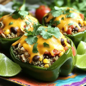 To make delicious chicken stuffed poblano peppers, gather the following ingredients: - 4 large poblano peppers - 1 lb cooked chicken breast, shredded - 1 cup quinoa, rinsed - 2 cups chicken broth - 1 cup black beans, drained and rinsed - 1 cup corn kernels (fresh or frozen) - 1 cup diced tomatoes (canned or fresh) - 1 cup shredded cheddar cheese - 1 teaspoon cumin - 1 teaspoon smoked paprika - Salt and pepper to taste - Fresh cilantro, chopped (for garnish) - 2 tablespoons olive oil - Lime wedges (for serving) These ingredients create a great blend of flavors and textures. The poblanos offer mild heat, while the chicken and quinoa provide protein. The mix of beans and corn adds fiber and sweetness. Don't forget the spices; they elevate the dish. Fresh cilantro and lime juice at the end brighten every bite. You can find the full recipe for cooking this amazing dish in the recipe section. - Preheat the oven to 375°F (190°C). - Cook quinoa in chicken broth. Bring the broth to a boil, then lower the heat. Cover and let it simmer for about 15 minutes. This makes the quinoa fluffy and tasty. - Cut slits and remove seeds from the peppers. Take care to keep the tops on if you like. This keeps them nice for serving. - Combine chicken, quinoa, beans, corn, tomatoes, cheese, and spices. Mix all these ingredients in a large bowl. Make sure they blend well. The spices add great flavor. - Fill the peppers with the mixture and pack gently. Press the filling down to make sure it fits well. This way, every bite will be full of flavor. - Bake covered for 25 minutes, then uncover to melt cheese. After 25 minutes, take the foil off and sprinkle more cheese on top. Bake for an extra 10-15 minutes until the cheese is melted and bubbly. These steps will lead you to a delicious meal. For the complete recipe, check the [Full Recipe]. Enjoy your cooking! - Ensure quinoa is fully cooked for the right texture. This makes it light and fluffy. - Go for fresh ingredients for better flavor. Fresh veggies and herbs enhance the taste. - Use a vibrant platter and fresh garnishes. A colorful display makes the dish more inviting. - Add lime wedges to the side. They brighten the plate and offer a zesty kick. - Customize the heat with peppers or spices. If you like it spicy, add jalapeños or hot sauce. - For less heat, remove seeds from the peppers. This helps control the spice level for everyone. {{image_2}} You can switch up the protein in your stuffed peppers. Use turkey or beef instead of chicken. This change keeps the dish tasty and adds a different flavor. Change the cheese, too. Try pepper jack for a spicy kick. It melts well and adds a creamy texture. If you want a meat-free option, replace chicken with lentils or mushrooms. Lentils offer great protein, and mushrooms add a savory depth. Both options still give you a hearty filling. You can mix in extra veggies for more color and nutrients. You don’t have to bake the peppers if you want a twist. Try grilling or smoking them for a unique flavor. Grilling brings out a smoky taste that pairs well with the filling. Smoking adds a rich essence to the dish. Both methods create a fun outdoor cooking experience. For the full recipe, don’t forget to check out the full recipe. To keep your chicken stuffed poblano peppers fresh, place them in an airtight container. This helps maintain their flavor and texture. Store them in the fridge for up to three days. When you're ready to enjoy them, you can easily reheat them. If you want to save some for later, freeze the cooked peppers. Wrap each pepper tightly in plastic wrap and place them in a freezer bag. This keeps them safe from freezer burn. They can last up to three months in the freezer. When you're ready to eat, just thaw in the fridge overnight before reheating. For the best taste, reheat stuffed peppers in the oven. Preheat your oven to 350°F (175°C). Place the peppers in a baking dish and cover with foil. Bake for about 20 minutes until warm. You can also reheat them in the microwave. Just place them on a microwave-safe plate and heat in short bursts until hot. Enjoy every bite of your delicious stuffed peppers! Yes, you can prep and bake later or store overnight. This makes it easy for busy days. Just make sure to cover the dish with foil to keep everything fresh. When you’re ready, bake it as directed for a quick meal. Pair with rice, salad, or a side of guacamole. These sides add great texture and flavor. A light salad can balance the spice of the peppers. Guacamole adds creaminess that complements the dish well. Look for tender peppers and melted cheese for doneness. The peppers should be soft, and the cheese should be bubbly and golden. If the cheese is not melted, bake for a few extra minutes. Yes, grilling adds a unique flavor to the dish. The smoky taste enhances the peppers. Just make sure to keep an eye on them to avoid burning. Grilled peppers also have a nice char that many love. Substitute with other chili peppers like Anaheim or bell peppers. They work well in this recipe. Adjust cooking times based on the size of the peppers you choose. Just make sure to keep the filling flavors intact for a tasty meal. In this blog post, we explored how to make stuffed poblano peppers. We covered ingredients, step-by-step instructions, and helpful tips. You can easily customize this dish with different proteins or spices. Remember to use fresh ingredients for better flavor and texture. Enjoy leftovers or freeze them for later. With these tips, your stuffed peppers will impress anyone at your table. Now, it’s time to gather your ingredients and get cooking!