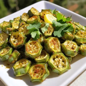 - 1 lb fresh okra, trimmed and halved - 2 tablespoons olive oil - 1 teaspoon garlic powder - 1 teaspoon smoked paprika - 1/2 teaspoon cumin - 1/2 teaspoon cayenne pepper (adjust for spice level) - Salt and black pepper to taste - 1 tablespoon lemon juice - Fresh cilantro for garnish (optional) Fresh okra is the star of this dish. Choose firm, bright green pods for the best taste. Olive oil helps the spices stick and gives a nice crisp. Garlic powder adds savory depth. For spices, smoked paprika brings warmth while cumin adds earthy notes. Cayenne pepper gives a kick, so adjust that based on your taste. Salt and black pepper enhance all flavors. A splash of lemon juice at the end brightens everything up. You can garnish with fresh cilantro for a splash of color and fresh taste. This combination creates a tasty roasted okra that you will love. For the full recipe, check out the Crunchy Spiced Roasted Okra section. - Preheat the oven: Start by setting your oven to 400°F (200°C). This high heat helps the okra get crispy. - Trim and halve the okra: Take 1 pound of fresh okra. Trim both ends, then cut each piece in half lengthwise. This helps the spices stick well. - Combine okra and spices: In a big bowl, add the halved okra. Pour in 2 tablespoons of olive oil, 1 teaspoon of garlic powder, 1 teaspoon of smoked paprika, 1/2 teaspoon of cumin, and 1/2 teaspoon of cayenne pepper. Add salt and black pepper to taste. - Ensure even coating: Toss everything together until the okra is fully coated with the oil and spices. This step is key to getting great flavor in every bite. - Arrange on a baking sheet: Line a baking sheet with parchment paper. Spread the spiced okra in a single layer. This helps them roast evenly. - Roast and monitor cooking time: Place the baking sheet in the oven. Roast for 20-25 minutes. Stir the okra halfway through to make sure they cook evenly. Watch for a golden color and tenderness. Once done, remove them and drizzle with lemon juice. Toss gently to mix. You can find the Full Recipe with more tips on how to enjoy this dish! To get the best roasted okra, aim for a high cooking temperature. Preheat your oven to 400°F (200°C). This heat makes the okra crispy. Remember, spreading the okra in a single layer is key. This way, every piece gets hot air and cooks evenly. If you crowd the pan, they will steam instead of roast. Want to spice things up? Try different spices! You can add onion powder or even curry powder for a new twist. If you like heat, adjust the cayenne pepper. Start with a small amount and taste as you go. This lets you control the spice level to suit your taste. For serving, consider adding a tasty dipping sauce. A spicy yogurt dip pairs well with the roasted okra. You can also sprinkle fresh cilantro on top. It adds color and a fresh taste. These small touches make your dish look great and taste even better. Check out the Full Recipe for more details! {{image_2}} You can change the taste of roasted okra by using different spices. For a Mediterranean twist, mix in herbs like oregano and thyme. You can also add some lemon zest for extra brightness. For an Asian-inspired flavor, try using soy sauce and sesame oil. A sprinkle of sesame seeds on top can give it a nice crunch. These options let you play with flavors and make your dish unique. Air frying is a great way to cook okra quickly. It gives you that crunchy texture without using much oil. Set your air fryer to 375°F (190°C) and cook for about 15 minutes. Shake the basket halfway through to ensure even cooking. If you want a smoky flavor, try grilling the okra. Brush it lightly with oil and grill on medium heat for about 5-7 minutes. Grilling adds a nice char that enhances the taste. If you are gluten-free, you can enjoy this roasted okra without worry. The ingredients listed are naturally gluten-free. For a vegan-friendly option, just skip the lemon juice garnish or replace it with your favorite vegan sauce. Roasted okra is a healthy side dish that fits many diets. The Full Recipe makes it easy to adapt to your needs while keeping it delicious. To keep your roasted okra fresh, follow these simple steps. First, allow the okra to cool completely after cooking. This helps prevent moisture buildup. Next, place the leftovers in an airtight container. This keeps them from drying out. Store the container in the fridge. Roasted okra can last up to three days in the fridge. When you want to enjoy roasted okra again, choose the best method. The oven is great for reheating. Preheat the oven to 350°F (175°C). Spread the okra on a baking sheet and heat for about 10 minutes. This method helps keep the okra crispy. If you're in a hurry, you can use the microwave. Heat in short bursts of 30 seconds, but this may make the okra softer. If you want to save some roasted okra for later, freezing works well. First, let the okra cool completely. Then, lay the pieces on a baking sheet in a single layer. Freeze them for about an hour. Afterward, transfer the frozen okra to a freezer bag, removing as much air as possible. For best quality, use it within three months. To thaw, place it in the fridge overnight. Reheat in the oven to maintain that crunchy texture. For the full recipe, check out the instructions above. Enjoy your cooking! The best way to prepare okra is to roast it. Roasting brings out the natural flavor and makes it crispy. Here are some cooking methods you can try: - Oven Roasting: This is the easiest way. Toss the okra in oil and spices, then roast at 400°F (200°C). - Air Frying: If you want a quick method, use an air fryer. It cooks the okra faster and keeps it crispy. - Grilling: Grilling adds a smoky flavor. Just toss the okra on the grill and cook until tender. Each method gives you a tasty dish. Experiment to find which you like best. Roasted okra can last about 3 to 5 days in the fridge. To keep it fresh, store it in an airtight container. Here are some shelf life tips: - Cool it down first: Let the okra cool before putting it in the fridge. - Don’t mix with dips: Keep dips separate to avoid sogginess. - Check for signs of spoilage: If it smells bad or looks slimy, throw it away. Following these tips will help you enjoy your roasted okra longer. Yes, you can make roasted okra ahead of time. It’s a great dish for meal prep. Here are some pre-preparation strategies: - Roast the day before: You can roast it a day in advance and store it in the fridge. - Reheat before serving: When ready to eat, reheat in the oven to restore crispiness. - Season just before serving: Add the lemon juice and fresh cilantro right before serving for the best flavor. These steps make it easy to enjoy roasted okra anytime. For the full recipe, check out the Crunchy Spiced Roasted Okra. Roasting okra is simple and fun. You need fresh ingredients like okra, olive oil, and spices. I shared steps to prepare, mix, and roast your okra to perfection. Remember to explore flavor variations and know how to store leftovers. Try different spices and cooking methods to keep things exciting. With these tips, you'll enjoy delicious okra every time. Happy cooking!