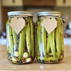 To start, you need fresh okra. Look for bright green pods that are firm to the touch. About 1 pound will work well. Trim the stems but leave the tips intact. This keeps the texture crunchy. Fresh okra gives the best flavor and crunch. The brine makes the pickling magic happen. You’ll need: - 1 cup distilled white vinegar - 1 cup water - 2 tablespoons kosher salt - 1 tablespoon sugar This mix balances tang and sweetness. The vinegar adds a nice zing, while the sugar softens the sharpness. Salt helps preserve the okra and enhances the taste. Flavor is key in pickling. For this recipe, gather: - 2 cloves garlic, sliced - 1 teaspoon black peppercorns - 1 teaspoon mustard seeds - 1 teaspoon red pepper flakes (optional for heat) - 1 bay leaf Garlic brings depth, while the mustard seeds add a unique crunch. Black peppercorns give a warm spice, and red pepper flakes can kick up the heat! The bay leaf rounds out the flavors nicely. Using these ingredients, you’ll create a crunchy and tangy delight. Try this full recipe for the best results! To start, gather your ingredients for the brine. You need distilled white vinegar, water, kosher salt, and sugar. Combine these in a medium saucepan. Heat it over medium heat while stirring. You want the salt and sugar to dissolve fully. This step is key for flavor. Once dissolved, take it off the heat and let it cool a bit. Next, you must prepare your jars. Sterilization is crucial to keep your pickles fresh. Wash two 16-ounce glass jars well. Rinse them with hot water. You can also run them through the dishwasher. Just ensure they are clean and dry before you fill them. Now it's time to pack the okra. Take your fresh, trimmed okra and stand them upright in the jars. Make sure they fit snugly but do not crush them. This keeps them crunchy. Next, divide the sliced garlic, black peppercorns, mustard seeds, red pepper flakes, and bay leaf evenly between the jars. Once the okra is in place, pour the cooled brine over it. Make sure the okra is fully submerged. Seal the lids tightly. Let them cool to room temperature. Store them in the fridge for at least 24 hours. You can eat them after a day, but they taste even better after a week! To keep your okra crunchy, start with fresh, young pods. Older okra can turn soft. Trim the stems, but leave the pods whole. Packing them tightly in jars helps maintain their shape. Pour the cooled brine over the okra quickly. This helps keep the crunch intact. Always sterilize your jars before pickling. Wash them in hot, soapy water. Rinse well to remove soap. You can also run them through the dishwasher for a deep clean. After washing, place the jars in a hot oven for 10 minutes to ensure they’re dry and sterile. This step prevents any unwanted bacteria. Want to amp up the flavor? Try adding dill seeds or coriander for a fresh twist. You can also toss in a few slices of fresh ginger for a zing. If you like it spicy, add more red pepper flakes or even fresh chili peppers. Experiment with herbs like thyme or oregano to find your perfect blend. For the full recipe, check out the detailed instructions and enjoy making your pickled okra! {{image_2}} You can change the heat of your pickled okra easily. If you like it spicy, add more red pepper flakes. For a milder touch, reduce the flakes or skip them. You can also try adding sliced jalapeños or a dash of hot sauce. This gives you control over the spice level. Experiment with different spices to create unique flavors. For a savory kick, add dill or coriander seeds. If you prefer a more herbal taste, try adding fresh thyme or oregano. This adds depth to your pickles and makes them more exciting. Don’t limit yourself to just okra! You can use other vegetables too. Try pickling carrots, cucumbers, or green beans. Each veggie brings its own crunch and taste. Mix and match for a colorful jar of pickled goodness. You can find the full recipe in this article to guide your pickling adventure. Store your refrigerator pickled okra in a cool place. The best spot is your fridge. Use clean glass jars with tight lids. Make sure the okra is fully submerged in the brine. This keeps it fresh and crunchy. Refrigerator pickled okra lasts for about two months. After that, the taste and texture may change. To enjoy the best flavor, eat it within four weeks. Always check the jar for any signs before eating. Look for any changes in color or smell. If the okra looks dull or has an off smell, it may be bad. You might also see mold or bubbles in the jar. If any of these happen, throw it away. Safety first! For the full recipe, check out the details above. You should refrigerate pickled okra for at least 24 hours. This time allows the flavors to soak in. If you can wait a week, that’s even better! The taste will grow richer and more complex. It’s best to use fresh okra for this recipe. Frozen okra can lose its crunch during freezing. If you must use frozen, thaw it first and drain any excess water. This can help maintain some crunch. Pickled okra holds many health perks. It is low in calories but high in fiber. This fiber aids digestion and keeps you full. Okra also contains vitamins like A and C, which support your immune system. The vinegar in the pickles may even help with blood sugar control. If your pickled okra is too salty, try adding more water to the brine. If it’s too soft, check your brining time. You may have kept it too long in the brine. For off flavors, ensure your jars and ingredients are clean and fresh. Always taste as you go! This article covered how to make pickled okra, including ingredients, instructions, and tips. Fresh okra, brine components, and seasoning create tasty picks. I also shared steps for brining, sterilizing jars, and packing okra. Remember to ensure your okra stays crunchy and consider variations in spice and flavors. Store your pickled okra properly for the best shelf life. Enjoy the health benefits and fun of pickling as you experiment with different ingredients and techniques. Happy pickling!