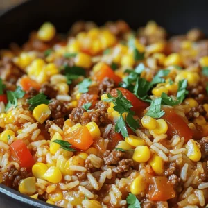 - 1 pound ground beef - 1 cup long-grain white rice - 1 medium onion, diced - 2 cloves garlic, minced - 1 bell pepper (red or green), diced - 1 can (14.5 oz) diced tomatoes, undrained - 2 cups beef broth - 1 teaspoon cumin - 1 teaspoon smoked paprika - 1/2 teaspoon dried oregano - Salt and pepper to taste - 1 cup corn (frozen or canned) - 1 tablespoon olive oil - Fresh parsley or cilantro for garnish In this recipe, I use simple and fresh ingredients. Ground beef is my main protein. It provides great flavor and keeps the dish hearty. The rice makes the meal filling and pairs well with the beef. I always add an onion, diced small, to bring sweetness and depth. Garlic gives a nice aroma and taste. A bell pepper, whether red or green, adds color and crunch. The diced tomatoes help keep the dish moist and flavorful. For seasonings, I use cumin and smoked paprika. They add warmth and a smoky flavor. Dried oregano brings a hint of earthiness. I season with salt and pepper to enhance all the flavors. Beef broth is key for cooking the rice and adding richness. Frozen or canned corn brings a sweet pop of flavor. Lastly, a drizzle of olive oil helps everything cook evenly. This recipe is versatile. You can adjust the ingredients based on what you have at home. For the full recipe, check out the [Full Recipe]. - Heat 1 tablespoon of olive oil in a large skillet over medium-high heat. - Add 1 pound of ground beef. - Cook until the beef is browned, about 5-7 minutes. - Break the meat apart with a spatula as it cooks. - Drain any excess fat if needed. - Add 1 medium diced onion, 1 diced bell pepper, and 2 minced garlic cloves to the skillet. - Sauté for 3-4 minutes. - Cook until the vegetables soften and the onion turns clear. - Stir in 1 cup of long-grain white rice. - Add 1 teaspoon of cumin, 1 teaspoon of smoked paprika, and 1/2 teaspoon of dried oregano. - Mix well to coat the rice with the spices. - Season with salt and pepper to taste. - Pour in 1 can of diced tomatoes (14.5 oz) and 1 cup of corn. - Then, add 2 cups of beef broth to the skillet. - Bring the mixture to a boil over high heat. - Once boiling, reduce the heat to low. - Cover the skillet with a lid. - Let it simmer for 20-25 minutes. - Stir occasionally until the rice is tender and the liquid is absorbed. - Once cooked, remove the skillet from the heat. - Fluff the rice with a fork gently. - Let it sit for a few minutes. - Garnish with fresh parsley or cilantro before serving. For the full recipe, check out the details above. Enjoy your savory ground beef and rice skillet! - Make sure the beef is well-browned for great flavor. This step builds a rich taste. - Use low-sodium broth for a healthier option. It helps control salt while keeping the dish tasty. - Stir occasionally to prevent sticking. This keeps the rice and beef from clumping. - Adjust the cooking time based on the rice type. Brown rice takes longer than white rice. - Pair your skillet dish with a side salad or crusty bread. This adds freshness and texture. - Top with shredded cheese for extra flavor. Melted cheese can make each bite more delightful. For more details, check the Full Recipe. {{image_2}} You can switch up the meat in this dish. Ground turkey or chicken works well. Both options keep it light and tasty. For a vegetarian choice, use lentils. Cooked lentils add a great texture. They soak up flavors just like beef. Adding vegetables makes this meal even better. Toss in peas, carrots, or spinach for color and nutrients. You can also swap the bell pepper for zucchini or mushrooms. These changes add different flavors and textures. Feel free to get creative with what you have! If you like heat, this dish can easily spice up. Add jalapeño or crushed red pepper flakes for a kick. Use spicy sausage instead of ground beef for a bold taste. These options will warm you up and make every bite exciting. For the full recipe, check out the details above! Store any leftovers in an airtight container. This keeps the food fresh and safe. It will last well for about 3-4 days in the fridge. Make sure to cool it down before putting it away. You can freeze the skillet in portions for quick meals. This makes it easy to grab a meal later. Just thaw it overnight in the refrigerator before reheating. This way, it stays tasty and safe. When you are ready to eat, reheat on the stove or in the microwave. To keep it moist, add a splash of broth. This helps bring back the flavor and texture. Enjoy your delicious meal again! Typically, this dish lasts 3-4 days when stored properly. Make sure to keep it in an airtight container. This helps keep the flavors fresh and safe to eat. Yes, you can make this recipe ahead of time. Cook it fully and let it cool. Then store it in the fridge. This way, you have quick meals ready for busy days. I recommend using long-grain white rice. It cooks evenly and stays fluffy, which makes it perfect for this dish. Other rice types may become sticky and mushy. Yes, it can be gluten-free. Just use gluten-free beef broth and check all other ingredients. Always read labels to ensure they meet your dietary needs. For the full recipe, check out the earlier section. This recipe for Ground Beef and Rice Skillet blends simplicity and flavor. We covered the main ingredients, seasonings, and easy steps to create this meal. Remember, you can customize it using different proteins and veggies. Store your leftovers well for busy days. Whether you're enjoying it fresh or reheated, this dish brings comfort to any table. Try it out, and make it your own!
