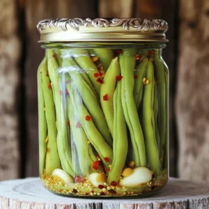 To make spicy pickled green beans, start with fresh green beans. You need 1 pound, trimmed. Choose bright green beans without blemishes. They should feel crisp and firm. For the pickling liquid, gather these ingredients: - 1 ½ cups distilled white vinegar - 1 cup water - 2 tablespoons sea salt - 1 tablespoon sugar The vinegar gives the beans their tangy flavor. The water helps balance the taste. Salt adds flavor and aids in preservation. Sugar softens the sharpness of the vinegar. Spices add depth to your pickles. Use: - 3 cloves garlic, sliced - 1 teaspoon mustard seeds - 1 teaspoon coriander seeds - 1 teaspoon red pepper flakes (adjust for heat preference) - 1 bay leaf - 1/2 teaspoon black peppercorns Garlic brings a savory note. Mustard seeds add a slight crunch. Coriander seeds give a warm flavor. Red pepper flakes offer heat; adjust them to your taste. The bay leaf adds a subtle aroma, while black peppercorns enhance the overall flavor. For the full recipe, check the details provided earlier. Start by cleaning your jars and lids. Place them in a pot of boiling water for 10 minutes. This kills any germs. After boiling, let them air dry completely. Clean jars keep your pickled green beans safe and fresh. Next, grab a medium saucepan. Mix the distilled white vinegar, water, sea salt, and sugar in the pan. Heat this mixture over medium heat. Stir it until the salt and sugar dissolve. Once it boils, take it off the heat. Add sliced garlic, mustard seeds, coriander seeds, red pepper flakes, a bay leaf, and black peppercorns. This blend gives your beans a bold flavor. Now, prepare your green beans. Wash them and trim the ends. Cut long beans in half if needed. Pack the green beans into your sterilized jars. Make sure they fit tightly but aren't crushed. Carefully pour the hot pickling mixture over the beans. Ensure they are fully submerged, leaving a little space at the top. Wipe the rims of the jars with a clean cloth. This helps the lids seal properly. Screw on the lids tightly. Let the jars cool for about an hour at room temperature. Then, move them to the fridge. Wait at least 24 hours before tasting. This gives the flavors time to blend. Your spicy pickled green beans will last up to 3-4 weeks in the fridge. For the complete recipe, check the [Full Recipe]. Enjoy these tangy treats as a side or snack! Sterilization keeps your pickled green beans safe to eat. Start by boiling your jars and lids for 10 minutes. This step removes germs and bacteria. After boiling, let them air dry completely. This ensures no water stays inside. Water can spoil your pickles. Always use clean tools when handling your jars. Spice levels can change the taste of your pickled green beans. If you like it hot, add more red pepper flakes. For milder beans, use less. Start with the recipe’s amount, then taste the brine before pouring. You can always add more spice later, but it's hard to take it out. Remember, the heat builds over time, so they may taste spicier after a day in the fridge. To develop great flavors, let the beans sit in the fridge for at least 24 hours. This time allows the spices to infuse. The longer they sit, the better they taste. You can also try adding herbs like dill or thyme for extra flavor. Experiment with different spices to find your favorite blend. Your taste buds will thank you for trying new things! For the full recipe, check out the detailed instructions above. {{image_2}} You can use many veggies in place of green beans. Carrots, cucumbers, and radishes all work well. Try using asparagus for a fun twist. Each vegetable brings its own taste, changing the final dish. Experimenting with different choices makes pickling exciting! Feel free to change the spice mix to suit your taste. Add dill for a fresh flavor. You could also try adding cumin for warmth. For a zesty kick, include some sliced jalapeños. Mixing spices allows you to create your perfect balance of heat and flavor. You can make pickled green beans sweet or savory. For a sweet version, add more sugar. You can also use honey or maple syrup for natural sweetness. If you prefer savory, skip the sugar and add more garlic or herbs. Each style gives you a different taste experience and complements various dishes. Explore these variations to make spicy pickled green beans your own. The full recipe will help guide your pickling adventure! To keep your spicy pickled green beans fresh, store them in the fridge. Use clean jars with tight-fitting lids. Make sure the beans are submerged in the pickling liquid to avoid spoilage. If you notice any mold or off smells, discard them. These spicy pickled green beans can last up to 3-4 weeks in the refrigerator. The longer they sit, the more flavor they develop. Use them in salads, on sandwiches, or as a crunchy snack. Always check for freshness before consuming. I do not recommend freezing pickled green beans. Freezing can change their texture, making them mushy. Refrigerating keeps them crisp and flavorful. If you plan to eat them soon, the fridge is the best option. For the full recipe, check the details above. Spicy pickled green beans can last up to 3-4 weeks in the fridge. Their sharp, tangy flavor makes them a tasty snack. The vinegar helps preserve them, keeping them fresh. Always check for any signs of spoilage. If they look or smell off, it’s best to toss them. Yes, you can make spicy pickled green beans without sugar. Removing sugar changes the taste, making it less sweet. However, it will still be tangy and spicy. If you want a touch of sweetness, try using honey or agave syrup instead. Adjust the amount to your taste. Pickled green beans offer several health benefits. They are low in calories and high in fiber. They also contain vitamins A, C, and K. The probiotics from the fermentation process can aid digestion. Enjoy these beans as a crunchy snack or side dish. They add flavor without many calories. For the full recipe, check the detailed instructions to make this vibrant treat. In this blog post, we explored how to make pickled green beans. You learned about key ingredients like fresh green beans, spices, and brine. I shared step-by-step instructions to help you pickle beans perfectly. We also covered storage tips and answered common questions. Pickled green beans are a great way to add flavor to your meals. With this guide, you can customize them to your taste. Enjoy your pickling journey and experiment with different ingredients!