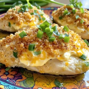 - 4 boneless, skinless chicken breasts - 8 oz cream cheese, softened - 1 cup shredded cheddar cheese - 1/2 cup green onions, chopped - 1 teaspoon garlic powder - 1 teaspoon onion powder - 1 teaspoon paprika - Salt and pepper to taste - 1 cup breadcrumbs (for topping) - 2 tablespoons olive oil The main ingredients in Baked Cream Cheese Chicken create a creamy and cheesy delight. Chicken breasts serve as the base, while the cream cheese and cheddar give it a rich flavor. The spices enhance the taste and make each bite special. - Additional vegetables - Different cheese varieties To make this dish even better, consider adding vegetables. Spinach or bell peppers would work well. You can also try different cheese varieties like mozzarella or pepper jack for a new flavor twist. - Mixing bowls - Baking dish - Oven thermometer You will need a few simple tools to prepare this dish. Mixing bowls help you combine the ingredients easily. A baking dish is essential for cooking the chicken. An oven thermometer ensures your oven is at the right temperature for perfect baking. For the full recipe, check out [Full Recipe]. First, preheat your oven to 375°F (190°C). This step makes sure your dish cooks evenly. While the oven heats, take a baking dish and lightly grease it. You can use non-stick spray or olive oil. This will help the chicken not stick to the dish. In a mixing bowl, combine the softened cream cheese, shredded cheddar cheese, and chopped green onions. Add garlic powder, onion powder, paprika, salt, and pepper to this mix. Use a fork or spatula to blend everything well. You want a smooth and creamy filling that combines all the flavors. Now, take your chicken breasts and place them in the greased baking dish. Season both sides with salt and pepper for great flavor. Next, use a spoon or spatula to spread the cream cheese mixture evenly over the top of each chicken breast. Make sure to cover them well for a tasty bite. Cover the baking dish with aluminum foil. Then, place it in the oven and bake for 25 minutes. This helps cook the chicken through. After this time, remove the foil. Bake for another 15-20 minutes until the chicken is cooked through. The internal temperature should reach 165°F (74°C). The topping should look golden brown. Let it rest for a few minutes before slicing. For the full details on this recipe, check the Full Recipe section. To keep the chicken moist, I recommend using a few simple steps. First, do not overcook the chicken. Use a meat thermometer to check for 165°F (74°C). You can also brine the chicken for about 30 minutes before cooking. This adds flavor and moisture. For browning the topping, use a mix of breadcrumbs and olive oil. This helps create a crispy crust. Make sure to spread the breadcrumbs evenly. You can broil the chicken for the last few minutes to get that golden-brown look. Adding herbs and spices will elevate your dish. I suggest using dried thyme or basil. Rosemary also works well. For a kick, try adding red pepper flakes. These enhance the cream cheese flavor. Feel free to get creative with toppings. You can add cooked bacon bits or sliced jalapeños. Chopped spinach mixed in the cream cheese adds color and flavor too. To plate your dish beautifully, use a colorful plate. Place the chicken in the center and fan the pieces slightly. This creates a nice effect. For garnishing, I like to sprinkle extra green onions on top. You can also add a squeeze of lemon juice for a fresh touch. Serve the chicken with steamed vegetables or a fresh salad for a balanced meal. This adds color and makes it look appealing. {{image_2}} You can make Baked Cream Cheese Chicken lighter. Swap the cream cheese for low-fat cream cheese. This keeps the dish creamy but cuts calories. You can also use Greek yogurt for a tangy twist. For breadcrumbs, choose gluten-free options if needed. Crushed cornflakes or almond flour work great too. Want to change up the taste? Try a Southwest twist. Add taco seasoning and diced jalapeños to the cream cheese mix. This adds a nice kick. If you prefer Italian flavors, mix in some Italian herbs like basil and oregano. You could even use mozzarella cheese instead of cheddar. Pair your baked chicken with tasty sides. Steamed veggies or a fresh salad complement this dish well. You can also serve it with a side of rice or quinoa for a hearty meal. Don't forget to add dips or sauces! A tangy ranch or zesty salsa can enhance the flavors. Enjoy creating your perfect meal with this Baked Cream Cheese Chicken recipe! After enjoying Baked Cream Cheese Chicken, store leftovers in the fridge. Use an airtight container to keep the chicken fresh. It will stay good for about 3 to 4 days. If you want it to taste great, try to eat it within this time frame. Always let the chicken cool before sealing it up to avoid condensation. If you want to keep it longer, freezing is a good option. Wrap the chicken tightly in plastic wrap, then place it in a freezer bag. This helps prevent freezer burn. Baked Cream Cheese Chicken can last for up to 3 months in the freezer. When you're ready to eat it, thaw it in the fridge overnight. This keeps the texture nice. To reheat, the oven is best. Preheat it to 350°F (175°C) and place the chicken in a baking dish. Cover it with foil to keep moisture in. Bake for about 20 minutes or until heated through. The microwave works too, but it might make the chicken a bit soggy. If you choose the microwave, heat in short bursts and check often. Enjoy your meal again with its creamy goodness! Can I use frozen chicken breasts? Yes, you can use frozen chicken breasts. Just be sure to thaw them first. This step is key for even cooking. You can thaw chicken in the fridge overnight or use the microwave. What can I substitute for cream cheese? If you need a substitute for cream cheese, try ricotta or Greek yogurt. These options still give a creamy texture. You might need to adjust the flavor a bit, so taste as you go. How do I know when the chicken is fully cooked? The chicken is fully cooked when its internal temperature reaches 165°F (74°C). A meat thermometer is the best tool for this. If you don’t have one, cut into the thickest part. The meat should be white and juices should run clear. Can I make this dish in advance? Yes, you can prepare it the night before. Just cover the baking dish and store it in the fridge. When you're ready to bake, let it sit at room temperature for about 30 minutes. This step helps it cook evenly. Caloric content and serving size Each serving of baked cream cheese chicken has about 400 calories. This can vary based on your cheese and breadcrumb choices. The recipe serves four, so plan accordingly for your family. Tips for making it healthier To make it healthier, you can use low-fat cream cheese. You can also add more veggies, like spinach or bell peppers, to boost nutrition. Serve it with a side salad for extra fiber! This recipe for baked cream cheese chicken features simple ingredients and easy steps. I shared tips to keep the chicken moist and ideas for tasty add-ins. You can make it healthier with substitutes or customize it with different flavors. Remember, proper storage helps maintain freshness. With the right techniques, you can create a delicious meal that impresses everyone. Enjoy exploring the variations and make this dish your own!