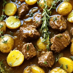 For this tasty dish, gather the following ingredients: - 2 lbs beef sirloin, cut into bite-sized pieces - 4 cups baby potatoes, halved - 1/2 cup unsalted butter, melted - 6 cloves garlic, minced - 1 tablespoon fresh rosemary, chopped - 1 tablespoon fresh thyme, chopped - 1 teaspoon onion powder - Salt and pepper to taste - 1 cup beef broth - 2 tablespoons olive oil This list gives you everything you need to create a delicious meal. Using fresh herbs adds a bright flavor. Fresh rosemary and thyme bring out the best in your dish. They have a vibrant taste that dried herbs cannot match. However, if you only have dried herbs, that's okay! Use one-third the amount of dried herbs as a substitute. The flavor will be different but still good. You can make this recipe your own with some simple swaps. For a different protein, try chicken or pork. If you want a vegetarian option, use mushrooms instead of beef. They soak up flavors well. If you don’t have baby potatoes, any potato variety works. Just chop them into similar-sized pieces. For a kick, add some red pepper flakes or a splash of hot sauce. These changes let you play with flavors while keeping the core recipe intact. Check out the Full Recipe for more tips! Start by gathering all your ingredients. This will help you stay organized. I recommend using fresh herbs for the best flavor. Measure out your beef, potatoes, butter, and spices. You will need 2 pounds of beef sirloin and 4 cups of baby potatoes. Make sure to cut the beef into bite-sized pieces. This will ensure they cook evenly. Searing the beef is a fun step. It adds a rich flavor. Heat 2 tablespoons of olive oil in a skillet over medium-high heat. Once the oil is hot, add the beef bites. Cook them for 2-3 minutes on each side. You want them browned but not fully cooked. If you skip this step, just add the beef directly to the slow cooker. In a large bowl, mix melted butter, minced garlic, rosemary, thyme, onion powder, salt, and pepper. Toss the beef bites in this mixture. Make sure they are well-coated. Next, transfer the beef to your slow cooker. Place the halved baby potatoes on top. Pour in 1 cup of beef broth. Ensure the beef and potatoes are submerged in the liquid. Now, cover your slow cooker and set it to low for 6-8 hours. If you are short on time, use the high setting for 3-4 hours. When the cooking time is up, check if the beef is tender and the potatoes are soft. Adjust the seasoning if needed. Serve hot, and don't forget to drizzle the garlic butter sauce over each serving. Enjoy this hearty meal! For the complete instructions, check the Full Recipe. To get that perfect tenderness in your beef bites, choose sirloin. This cut cooks well in a slow cooker. You should cook on low for 6-8 hours. This long cooking time helps break down the meat fibers. If you’re in a hurry, cook on high for 3-4 hours. Just remember, the longer you cook, the more tender the beef will be. To boost flavor, consider adding a splash of Worcestershire sauce. This sauce adds depth and richness. You can also toss in some vegetables like carrots or bell peppers. They add texture and taste. Fresh herbs like parsley or chives will brighten the dish. Add them just before serving for the best flavor. Serve your beef bites and potatoes on a large, beautiful platter. Drizzle the garlic butter sauce over the top. This makes the dish look inviting. Garnish with fresh rosemary or thyme for a pop of color. Serve with crusty bread to soak up the sauce. This makes for a cozy, hearty meal. For the full recipe, check the earlier sections. {{image_2}} You can easily adapt this recipe to be vegetarian or vegan. Instead of beef, use hearty vegetables like mushrooms, eggplant, or jackfruit. These options give you a similar texture. For the butter, swap it out with vegan butter or olive oil. Use vegetable broth in place of beef broth. The garlic and herbs will still bring great flavor to your dish. If you want to switch up the protein, try chicken or pork. Cut chicken breasts or thighs into bite-sized pieces. For pork, use tenderloin or shoulder. The cook times may change slightly. Chicken usually cooks faster than beef, so check for doneness after 4 hours on low. Always ensure your meat is fully cooked for safety. Feel free to play with different spices and herbs. Instead of rosemary and thyme, try Italian seasoning or a blend of paprika and cumin for a smoky taste. You can also add a splash of soy sauce or Worcestershire sauce for depth. Experimenting with flavors can lead to a new favorite version of this dish. For the full recipe, be sure to check the original version. After you enjoy your meal, store leftovers in an airtight container. Make sure to cool the beef bites and potatoes first. Place the container in the fridge. They will stay fresh for about 3 to 4 days. To reheat, take the beef and potatoes out of the fridge. You can warm them in the microwave. Use a microwave-safe dish and cover it loosely. Heat in short bursts for 1-2 minutes. Check if it’s hot enough, and stir if needed. You can also reheat on the stove over low heat. This helps keep the meat tender. If you want to keep your leftovers longer, freezing is a good option. Place the cooled beef and potatoes in a freezer-safe bag. Remove as much air as possible to avoid freezer burn. They can last for about 2-3 months in the freezer. To eat, let them thaw in the fridge overnight before reheating. For the complete recipe, check out the Full Recipe section above. The cook time depends on your slow cooker setting. For low heat, cook for 6-8 hours. For high heat, 3-4 hours works best. The beef should be tender, and the potatoes should be soft. I always check the meat with a fork. If it falls apart easily, it’s ready to eat! Yes, you can use frozen beef or potatoes. Just remember to add extra cooking time. If you cook on low, it may take 1-2 hours longer. For high heat, add about 30 minutes. Thawing them first is best, but if you’re in a hurry, throw them in frozen. Just keep an eye on the doneness. To make this recipe gluten-free, use gluten-free beef broth. Most brands offer gluten-free options. Check the labels to be sure. Also, avoid any sauces or seasonings that contain gluten. The rest of the ingredients are naturally gluten-free, so you can enjoy this dish worry-free! For the full recipe, check the link to make your cooking easier! In this blog post, we covered key ingredients and their importance in slow cooking. Fresh and dried herbs affect flavor, while suggested substitutions help you adapt. I shared step-by-step instructions for easy preparation and cooking. Tips helped ensure perfect tenderness and added flavor. Finally, don’t forget about the variations and storage tips. You can change proteins and seasonings to match your taste. With these ideas, your meals will be tasty and satisfying. Enjoy your cooking journey!