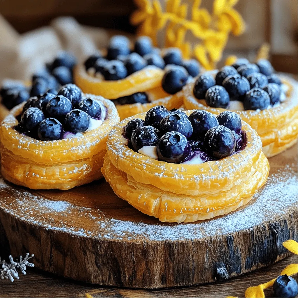 Blueberry Pastry Rings with Vanilla Cream Delight