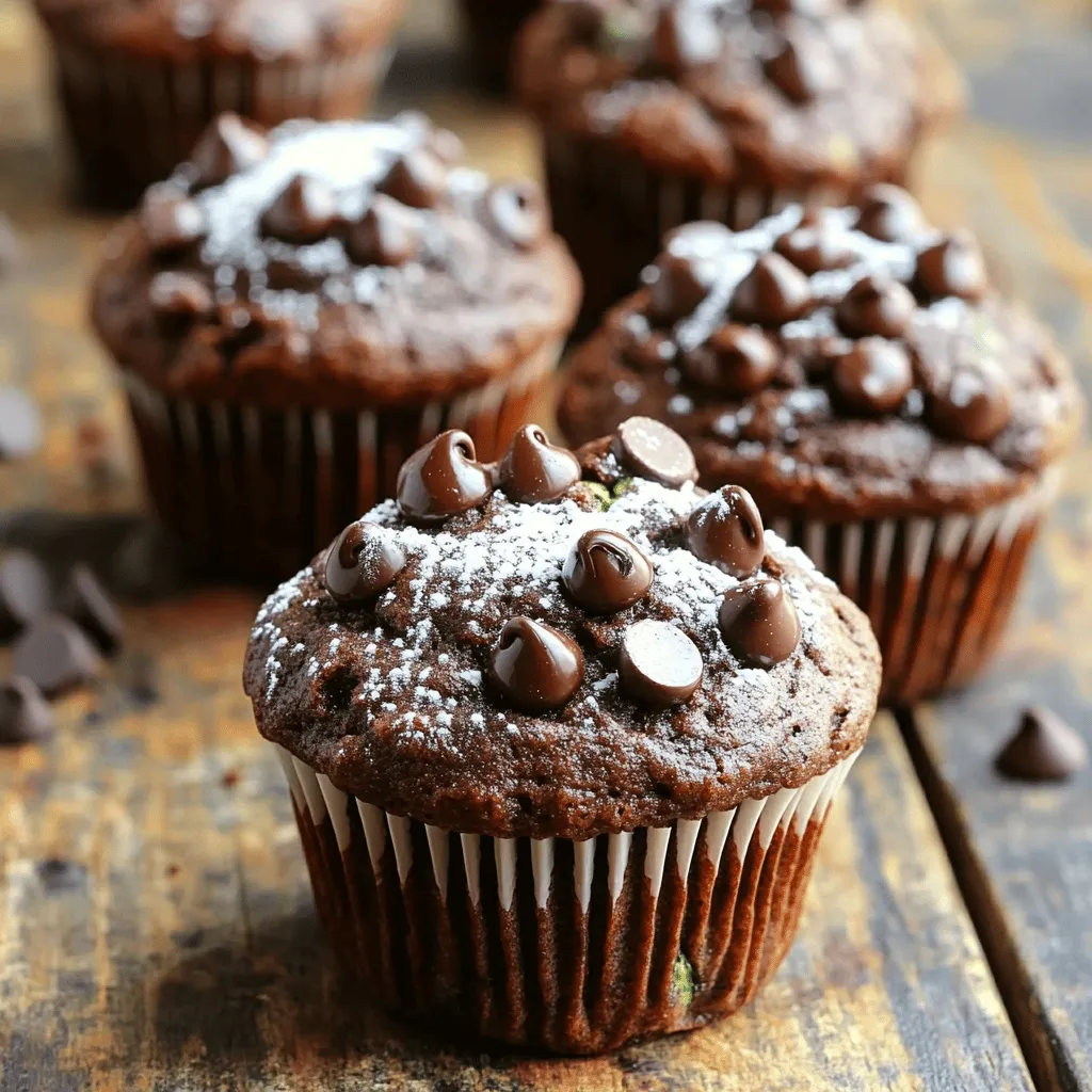 To make Healthy & Moist Chocolate Zucchini Muffins, you need fresh ingredients. Using fresh ingredients makes your muffins taste great and keeps them moist. Here’s what you’ll need: - 1 cup finely grated zucchini (about 1 medium zucchini) - 1 cup whole wheat flour - 1/2 cup unsweetened cocoa powder - 1/2 teaspoon baking soda - 1/2 teaspoon baking powder - 1/4 teaspoon salt - 1/2 teaspoon cinnamon - 1/2 cup honey or maple syrup - 1/4 cup unsweetened applesauce - 2 large eggs - 1 teaspoon vanilla extract - 1/2 cup dark chocolate chips (optional) - 1/4 cup chopped walnuts or pecans (optional) These ingredients work together to create a rich, flavorful muffin. The zucchini adds moisture, while the cocoa powder gives a deep chocolate taste. Each ingredient in these muffins has special health benefits: - Zucchini: High in fiber and low in calories, this veggie helps digestion. - Whole wheat flour: This flour is richer in nutrients than white flour. It gives you more fiber, which helps you feel full. - Cocoa powder: It adds not just flavor but also antioxidants that are good for your heart. - Honey or maple syrup: These natural sweeteners provide energy and have vitamins. - Applesauce: This ingredient replaces oil and keeps the muffins moist while adding vitamins. - Eggs: They provide protein and help with the muffin’s texture. - Dark chocolate chips: They add a sweet touch and contain antioxidants, too! - Nuts: If you add them, they give healthy fats and a nice crunch. Together, these ingredients make muffins that are tasty and good for you. If you have allergies or dietary needs, you can still enjoy these muffins. Here are some easy swaps: - Gluten-free: Use gluten-free flour blends instead of whole wheat flour. Almond flour or oat flour also works well. - Dairy-free: Replace eggs with flax eggs or chia seeds mixed with water. You can also use dairy-free chocolate chips. - Sweetener: If you want to cut sugar, consider using stevia or monk fruit sweetener. These substitutes keep the muffins healthy while meeting dietary needs. Enjoy your baking! Start by preheating your oven to 350°F (175°C). This heat helps the muffins rise well. Line your muffin tin with paper liners. If you don’t have liners, lightly grease each cup with cooking spray. This step keeps the muffins from sticking and makes cleanup easier. In a large bowl, combine the following dry ingredients: - 1 cup whole wheat flour - 1/2 cup unsweetened cocoa powder - 1/2 teaspoon baking soda - 1/2 teaspoon baking powder - 1/4 teaspoon salt - 1/2 teaspoon cinnamon Stir these ingredients well until they are evenly mixed. This step ensures your muffins rise nicely and taste great. In a separate bowl, whisk together the wet ingredients: - 1/2 cup honey or maple syrup - 1/4 cup unsweetened applesauce - 2 large eggs - 1 teaspoon vanilla extract Mix these until smooth. Then, add in the grated zucchini. Stir until the zucchini is fully combined. This mixture adds moisture and keeps the muffins soft. Gradually add the dry ingredients to the wet mixture. Stir gently until just combined. Be careful not to overmix; this can make your muffins tough. If you want, fold in 1/2 cup dark chocolate chips and 1/4 cup chopped nuts for extra flavor and texture. Scoop the batter into the prepared muffin tin, filling each cup about 2/3 full. This allows room for rising. Bake for 18-20 minutes. Check if they are done by inserting a toothpick into the center of a muffin. If it comes out clean, they are ready. Let the muffins cool in the tin for 5 minutes, then transfer them to a wire rack to cool completely. Enjoy your Healthy & Moist Chocolate Zucchini Muffins! For the complete recipe, check out the section above. To keep your muffins moist and fluffy, use fresh ingredients. The grated zucchini adds natural moisture. Applesauce also helps keep them tender. Make sure not to overmix your batter; this can make them dense. Mixing just until combined allows for a light, airy texture. Always preheat your oven before baking. This ensures even cooking. Use the right muffin tin size for your batter. Fill each cup about two-thirds full to avoid overflow. A toothpick test is key; it should come out clean. If you see wet batter, give them more time. Store your muffins in an airtight container. They stay fresh for about three days at room temperature. For longer storage, freeze them. Wrap each muffin in plastic wrap and then in foil. When ready to eat, reheat in the microwave for about 15 seconds. Enjoy the warmth! You can find the Full Recipe for more details. {{image_2}} You can easily make these muffins gluten-free. Use gluten-free flour instead of whole wheat flour. I prefer almond flour or a gluten-free all-purpose blend. These options keep the muffins moist and tasty. Just remember to check the flour mix for the right balance. To make this recipe dairy-free, swap out the eggs for flax eggs. Mix 1 tablespoon of ground flaxseed with 2.5 tablespoons of water. Let it sit for five minutes to thicken. Use dairy-free chocolate chips as a substitute for dark chocolate chips. This keeps the rich flavor without dairy. You can spice things up with different flavors! Add nutmeg or cardamom for warmth. Toss in dried fruits like raisins or cranberries for sweetness. If you like crunch, try adding sunflower seeds or pumpkin seeds. These small changes can create a new muffin experience each time! To get the full recipe, check out the section above. To keep your Healthy & Moist Chocolate Zucchini Muffins fresh, store them in an airtight container. This helps lock in moisture. If you plan to eat them in a few days, place them at room temperature. Use parchment paper between layers to avoid sticking. For longer storage, move them to the fridge. This can extend their life while keeping them tasty. Freezing is a great way to preserve muffins. First, let them cool completely. Once cooled, wrap each muffin in plastic wrap. Then, place them in a freezer-safe bag. Be sure to remove as much air as possible. When ready to enjoy, take out a muffin and let it thaw at room temperature. You can also warm it up in the microwave for a few seconds. When stored at room temperature, these muffins last about 3-4 days. In the fridge, they can last up to a week. If frozen, they stay fresh for about 3 months. So, you can enjoy these delicious treats anytime! For the full recipe, check out Healthy & Moist Chocolate Zucchini Muffins. Yes, you can use frozen zucchini. Thaw it first and drain excess water. This keeps your muffins from becoming too wet. Frozen zucchini works well because it retains moisture and flavor. Just make sure to squeeze out as much liquid as possible before adding it to the batter. To lower the sugar, use less honey or maple syrup. You can swap half of the sweetener for mashed bananas or unsweetened applesauce. This not only cuts sugar but also adds more moisture. You can also reduce the chocolate chips or use a sugar substitute that fits your diet. I love eating these muffins warm. Try them with a smear of almond butter or a drizzle of honey. You can also pair them with a glass of milk or a cup of coffee. They make a great snack or breakfast option. Enjoy them fresh for the best taste! Absolutely! Mini muffins are easy to make. Just fill each mini cup about halfway and reduce the baking time. Bake for 10-12 minutes instead. Keep an eye on them; they bake quickly! Mini muffins are perfect for kids and make great grab-and-go snacks. If your muffins are too dry, try adding more moisture. Increase the applesauce or zucchini next time. For muffins that don’t rise, check your baking powder and baking soda. They must be fresh for good results. If they stick to the pan, let them cool longer before removing. Follow the Full Recipe for best practices! In this post, we covered making Healthy & Moist Chocolate Zucchini Muffins. We explored fresh ingredients, their benefits, and allergen substitutes. You learned step-by-step instructions to bake perfect muffins and tips to keep them moist. We discussed flavor variations and best storage practices. Baking should be fun and rewarding. Enjoy these muffins as a tasty treat. Happy baking!