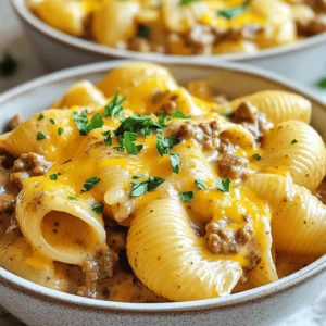 You need these simple ingredients for this dish: - 1 pound ground beef - 8 ounces shell pasta - 1 medium onion, diced - 2 cloves garlic, minced - 1 cup beef broth - 1 cup heavy cream - 1 cup shredded cheddar cheese - 1 teaspoon Italian seasoning - Salt and pepper to taste - Fresh parsley, chopped (for garnish) You can swap some items if you need to. For ground beef, try ground turkey or chicken. If you want a lighter option, use half-and-half instead of heavy cream. You can also use vegetable broth instead of beef broth for a vegetarian twist. If you do not have cheddar cheese, mozzarella or gouda can work well, too. Finally, fresh herbs like basil or thyme can replace Italian seasoning. Each serving provides about: - Calories: 550 - Protein: 28g - Carbohydrates: 45g - Fat: 30g - Fiber: 2g This meal gives you energy and keeps you full. You can enjoy it guilt-free by knowing it has a good mix of protein and carbs. First, take a large pot and fill it with water. Bring it to a boil. Add a pinch of salt to the water. Once it boils, add the shell pasta. Cook it until it is al dente, which usually takes about 7-9 minutes. Stir the pasta often to keep it from sticking. When it's done, drain the pasta in a colander. Set it aside for later. Now, use the same pot for the beef. Over medium heat, add the ground beef. Break it up with a spatula as it cooks. This should take about 5-7 minutes until it turns brown. Next, add the diced onion and minced garlic to the pot. Cook this mix for another 3-4 minutes. You want the onion to be soft and see-through. The smell will be amazing! Pour in the beef broth and stir. Let it simmer for about 3 minutes. This helps to reduce the broth a little. Lower the heat, then add the heavy cream and Italian seasoning. Mix it until it is smooth. Slowly add the shredded cheddar cheese, stirring until it melts. Season with salt and pepper to taste. Finally, gently fold in the cooked shell pasta. Make sure each shell is covered with the creamy beef sauce. Let it sit for a couple of minutes to thicken. You now have a delicious meal ready to serve! For the full recipe, check out the details above. To make your sauce creamy, use heavy cream. This gives it a rich texture. Stir the cream in after cooking the beef. Add the cheese slowly while mixing. This helps melt it evenly. If the sauce is too thick, add a splash of beef broth. This keeps it smooth and velvety. When cooking ground beef, use medium heat. This prevents the meat from burning. Break the meat into small pieces as it cooks. This helps it brown evenly. Make sure to drain any excess fat after browning. This step keeps your dish from becoming greasy. Serve Creamy Beef and Shells in shallow bowls. Top each bowl with chopped parsley for color. You can add extra cheese on top for a fun twist. Pair this dish with a simple salad or garlic bread. This adds freshness and crunch to your meal. {{image_2}} You can easily make a vegetarian version of this dish. Replace the ground beef with a plant-based option. Crumbled tofu or lentils work well. Use the same cooking steps to keep the flavors rich. You can still enjoy the creamy sauce with your choice of pasta. This version keeps the comfort but adds a healthy twist. Cheese adds a lot to this dish. You can use different kinds for unique flavors. Try mozzarella for a mild taste or pepper jack for a spicy kick. Cream cheese can also create a thicker texture. Mixing cheeses gives you a fun blend. Each choice changes the dish, so feel free to experiment. Adding veggies boosts the nutrition of Creamy Beef and Shells. Spinach, mushrooms, or bell peppers fit nicely. You can sauté these with the onions for added flavor. Try adding a cup of frozen peas at the end for color. This way, you make the dish healthier while keeping it tasty. You can store Creamy Beef and Shells in an airtight container. Make sure it cools down first. Keep it in the fridge for up to three days. Label the container with the date. This helps you remember when you made it. To reheat, place the leftovers in a pot. Add a splash of beef broth or cream to prevent drying. Heat it on medium until warm. Stir often to keep it creamy. You can also use the microwave. Just cover it to keep moisture in. Heat in 30-second bursts, stirring in between. You can freeze Creamy Beef and Shells for up to three months. Use a freezer-safe container or bag. Leave some space at the top, as it may expand. Thaw in the fridge overnight before reheating. This keeps the texture nice when you enjoy it later. You can use milk mixed with butter. For each cup of heavy cream, use 3/4 cup milk and 1/4 cup melted butter. This mix gives a creamy texture. You may also try coconut cream for a dairy-free option. It adds a nice flavor too. You can store Creamy Beef and Shells in the fridge for 3-4 days. Make sure to keep it in an airtight container. This helps keep the flavors fresh. If you want to store it longer, freeze it for up to 3 months. Just thaw it overnight in the fridge before reheating. Yes, you can make this recipe gluten-free. Just swap out the shell pasta for gluten-free pasta. There are many good options made from rice or corn. Be sure to check the labels for gluten-free certification. The rest of the recipe works well with gluten-free ingredients. This blog post covered everything you need for Creamy Beef and Shells. We explored the ingredients, from the complete list to tasty substitutions. You learned how to prepare the shell pasta and cook beef with aromatics. I shared tips for a creamy sauce and easy storage methods for leftovers. In the end, you can enjoy this dish however you like. Whether you want it vegetarian or with extra cheese, the options are endless. Happy cooking!