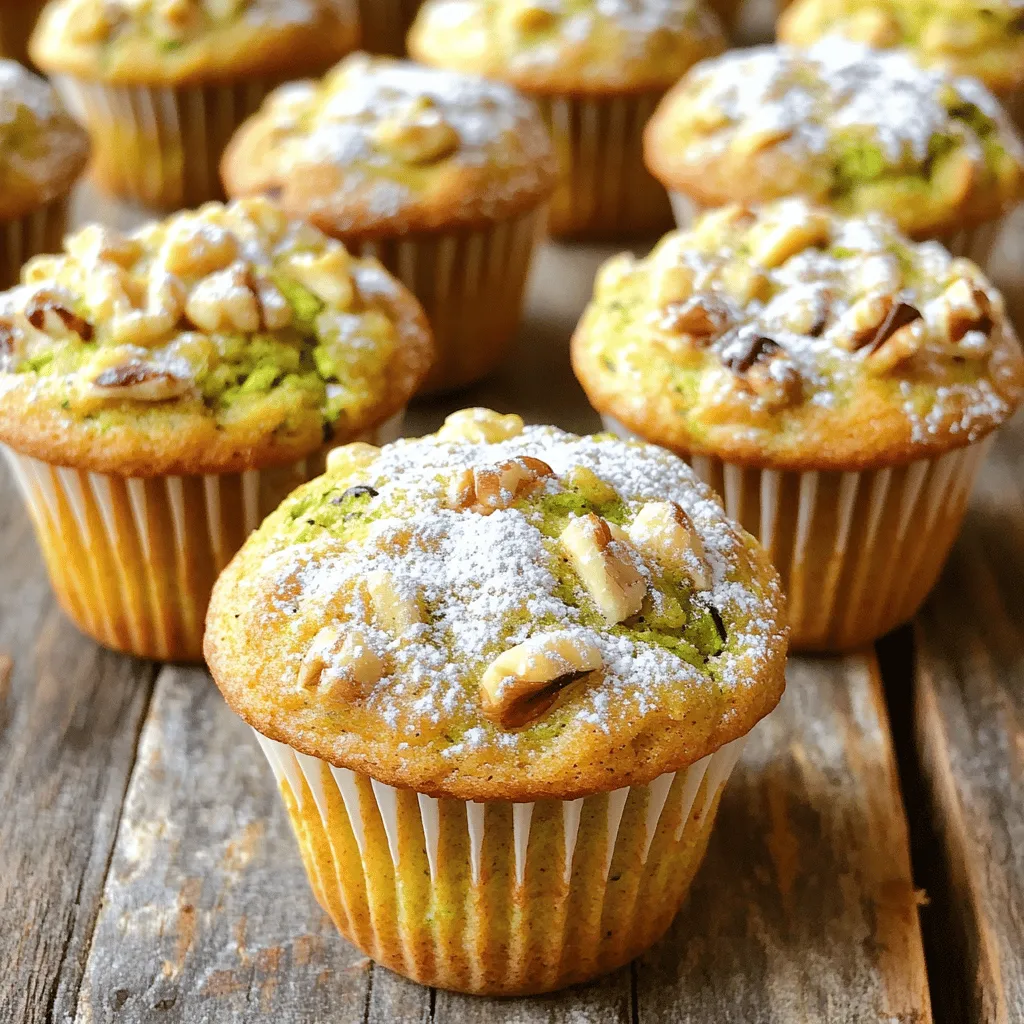 - 2 medium zucchinis, grated - 1 cup all-purpose flour - 1 cup whole wheat flour - 1 teaspoon baking powder - 1 teaspoon baking soda - 1 teaspoon cinnamon - ½ teaspoon nutmeg - ½ teaspoon salt - ½ cup granulated sugar - ½ cup brown sugar, packed - 2 large eggs - ½ cup vegetable oil - 1 teaspoon vanilla extract - 1 cup chopped nuts (walnuts or pecans) - ½ cup chocolate chips (optional) You need these simple ingredients to make tasty zucchini muffins. Start with two medium zucchinis. Grate them to get the right texture. The zucchini adds moisture and flavor to the muffins. Next, gather your flours. You will need one cup of all-purpose flour and one cup of whole wheat flour. This mix gives a hearty texture. For leavening, use one teaspoon each of baking powder and baking soda. These help the muffins rise well. To spice things up, add one teaspoon of cinnamon and half a teaspoon of nutmeg. Don't forget half a teaspoon of salt to balance the sweetness. For sweetness, use half a cup of granulated sugar and half a cup of packed brown sugar. The brown sugar adds a nice caramel flavor. You will also need two large eggs to bind everything together. For moisture, use half a cup of vegetable oil. One teaspoon of vanilla extract adds a lovely aroma. Finally, you can add one cup of chopped nuts like walnuts or pecans for crunch. If you like, throw in half a cup of chocolate chips for a sweet twist. Now you have all the ingredients you need. Check out the Full Recipe for more detailed steps to create these delicious zucchini muffins! First, preheat your oven to 350°F (175°C). Prepare your muffin tin by lining it with paper liners or lightly greasing it with cooking spray. This step keeps your muffins from sticking. Next, take two medium zucchinis and grate them. In a large bowl, combine the grated zucchini with both sugars. Let this mixture sit for about 10 minutes. This helps the zucchini release some moisture, making your muffins nice and moist. In another bowl, blend together one cup of all-purpose flour and one cup of whole wheat flour. Then, incorporate one teaspoon each of baking powder, baking soda, and cinnamon. Add in half a teaspoon of nutmeg and another half teaspoon of salt. Mixing these dry ingredients well ensures an even rise and flavor throughout your muffins. Now, go back to your zucchini mixture. Beat in two large eggs, half a cup of vegetable oil, and one teaspoon of vanilla extract. Mix these wet ingredients until they are well blended. Slowly add the dry ingredients to the wet mixture, stirring gently. Mix until just combined; be careful not to overmix. This keeps your muffins light and fluffy. Spoon the batter into your prepared muffin tin, filling each cup about three-quarters full. Bake the muffins for 18 to 22 minutes. They are ready when a toothpick inserted in the center comes out clean. Once baked, allow the muffins to cool in the tin for five minutes. Then, transfer them to a wire rack to cool completely. For the best taste, serve warm or at room temperature. For an extra treat, you can dust them with powdered sugar. For the full recipe, check out the Zucchini Bliss Muffins! To make the best zucchini muffins, start with fresh zucchinis. Look for firm, shiny zucchinis. Avoid those with soft spots or wrinkles. These signs mean they won’t taste great. Grate the zucchinis just before using them. This keeps them fresh and moist. Next, be careful not to overmix your batter. Overmixing can make your muffins tough. Mix until just combined. A few lumps are okay! This helps keep the muffins light and fluffy. When serving your muffins, presentation matters. Place them on a nice plate. You can even sprinkle powdered sugar on top for a fun touch. Serve them warm or at room temperature. Try pairing them with cream cheese spread. It adds a nice, creamy flavor. If your muffins turn out dry, don’t worry! You can fix this. Add a little more grated zucchini next time. This adds moisture. You can also reduce the baking time slightly. If your muffins are too sweet, cut back on the sugar a bit. You can also add more spices like cinnamon or nutmeg for flavor. Adjusting these can make your muffins just right for you. {{image_2}} You may want to change a few ingredients in your zucchini bread muffins. Here are some swaps that work great: - Gluten-free flour options: Use a 1:1 gluten-free flour blend. It works well and keeps the muffins tasty. - Sugar alternatives for healthier muffins: Try using honey or maple syrup instead of granulated sugar. These options add natural sweetness and moisture. Making your muffins unique can be fun! Here are some ideas to try: - Adding spices or zest: Add a teaspoon of nutmeg or a bit of lemon zest. This gives your muffins a fresh twist. - Mix-ins: fruits or seeds: You can add raisins, cranberries, or sunflower seeds. These add flavor and texture to your muffins. If you have dietary needs, don’t worry! You can still enjoy these muffins: - Vegan zucchini bread muffins: Replace eggs with flax eggs. Use plant-based oil instead of vegetable oil. Your muffins will still be soft and delicious. - Nut-free options: Simply omit the nuts. You can add more chocolate chips or other seeds for crunch. These variations will keep your zucchini bread muffins exciting and cater to everyone’s taste! For the complete recipe, check the Full Recipe section. Store your zucchini muffins at room temperature. Place them in an airtight container. This keeps them fresh for up to three days. If your kitchen is warm, consider using the fridge. Refrigeration helps keep them for up to a week. Freezing is a great way to save leftover muffins. First, let the muffins cool completely. Wrap each muffin in plastic wrap. Then, place them in a freezer bag. Remove as much air as possible to prevent freezer burn. They can last up to three months in the freezer. To thaw, take the muffins out and leave them at room temperature. You can also warm them in the microwave for about 15-20 seconds. Expect your zucchini muffins to stay fresh for about three days at room temperature. In the fridge, they last about a week. Watch for signs of spoilage. If you see mold or notice a sour smell, it’s time to toss them. These tips help you enjoy your muffins longer and reduce waste. For the full recipe, check out Zucchini Bliss Muffins. To keep your zucchini bread muffins moist, use fresh zucchini. Grate it finely and let it sit with sugar for about 10 minutes. This helps draw out moisture. Also, do not overbake your muffins. Check them with a toothpick around 18 minutes. If it comes out clean, they are done. You can also add extra oil or applesauce for more moisture. Yes, you can use frozen zucchini! First, thaw the zucchini and drain any excess water. Pat it dry with a clean towel. This prevents your muffins from getting too wet. Frozen zucchini works well, but fresh is best for flavor and texture. You have many options for leftover zucchini. You can make zucchini fritters, add it to salads, or sauté it with other veggies. Zucchini can also go into soups or be grilled as a side. If you want something sweet, try making chocolate zucchini cake or zucchini brownies! Absolutely! You can swap out the nuts for seeds if you prefer. Add spices like ginger or cardamom for a new twist. You can also mix in dried fruit or use different types of flour. This recipe is very flexible, so feel free to get creative. Serve your zucchini bread muffins warm or at room temperature. They taste great with a light dusting of powdered sugar on top. For a special touch, add a dollop of cream cheese spread. This adds richness and pairs well with the muffins' flavors. This blog post covered everything you need to make delightful zucchini muffins. We talked about the ingredients, step-by-step instructions, and tips for success. I shared ways to customize your muffins and how to store them. You now have a solid guide for baking and enjoying these tasty treats. Whether you're a beginner or seasoned baker, these muffins can fit anyone's taste. Embrace your creativity and let your zucchini muffins shine!