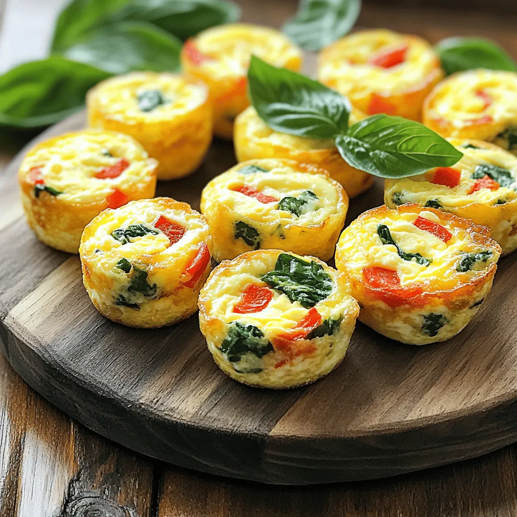 - 6 large eggs - 1 cup cottage cheese - 1/2 cup shredded mozzarella cheese - 1/2 cup spinach, chopped - 1/4 cup roasted red peppers, diced - 1/4 teaspoon garlic powder - 1/4 teaspoon onion powder - Salt and pepper to taste - Cooking spray or olive oil for greasing Gather these simple ingredients to make your egg bites. The eggs give a rich base. Cottage cheese adds creaminess and protein. Mozzarella gives a nice, melty texture. Spinach and roasted red peppers bring color and flavor. Use garlic and onion powder for extra taste. Lastly, season with salt and pepper to your liking. Don't forget to grease your muffin tin. This helps the egg bites come out easily. You can find the complete recipe in the [Full Recipe]. - Preheat your oven to 325°F (165°C). - Combine the following in a blender: - 6 large eggs - 1 cup cottage cheese - 1/2 cup shredded mozzarella cheese - 1/4 teaspoon garlic powder - 1/4 teaspoon onion powder - Salt and pepper to taste Blend until smooth and well mixed. - Stir in: - 1/2 cup chopped spinach - 1/4 cup diced roasted red peppers Grease a muffin tin with cooking spray or olive oil. Pour the egg mixture into the muffin tin, filling each cup about 3/4 full. - Place the muffin tin in the oven. - Bake for 25-30 minutes until the egg bites are set and slightly golden. Enjoy making this recipe, and for the full recipe, refer back to the earlier section. To get that creamy texture, blend all the ingredients well. Use a good blender. This makes sure everything mixes together. You want a smooth and velvety mix for your egg bites. Check if your egg bites are done by inserting a toothpick. Pull it out and see if it is clean. If it is clean, your bites are ready. If not, give them a few more minutes in the oven. For a great look, arrange your egg bites on a nice platter. Garnish with fresh herbs like basil or chives. This adds a pop of color and makes the dish more inviting. For a brunch, pair them with fresh fruit or a light salad for a well-rounded meal. {{image_2}} When you make Copycat Starbucks Egg Bites, you can easily change them up. Here are some fun ideas to try. You can swap mozzarella for feta or cheddar. Feta adds a tangy taste. Cheddar brings a sharp flavor. Both options will change the bite in a tasty way. Want more veggies? Add diced mushrooms or zucchini. Mushrooms give an earthy flavor. Zucchini adds moisture and nutrition. These veggies boost the health factor and taste great. For meat lovers, include cooked bacon or sausage. These options add protein and a savory touch. You can mix them in or layer them on top before baking. This change makes your egg bites more filling and satisfying. Try these variations to make your egg bites your own. You can create a new favorite each time you make them. Store egg bites in an airtight container in the fridge for up to 5 days. This keeps them fresh and safe to eat. Make sure they cool down before sealing them in the container. This way, they won’t sweat and lose their texture. Freeze cooked egg bites in individual portions for up to 3 months. This makes it easy to grab a quick breakfast. Use plastic wrap or freezer bags to prevent freezer burn. Label the bags with the date for best results. Reheat in the microwave or oven for best results. For the microwave, use a microwave-safe dish. Heat for about 30 seconds, then check if they are warm. If using the oven, preheat it to 350°F (175°C) and warm them for about 10 minutes. This helps keep their fluffy texture. You can enjoy these tasty bites any time! Yes, you can easily make these egg bites dairy-free. Just use dairy-free cheese. For cottage cheese, pick a non-dairy alternative like tofu or almond-based options. This way, you keep the texture smooth and creamy. You won’t lose flavor or fun with these swaps. To make low-carb egg bites, skip high-carb veggies. Focus on the eggs and cheese. You can use spinach or other low-carb greens. This keeps the taste great and the carbs low. You can still enjoy a filling bite without the extra carbs. Egg bites pair well with a side of fresh fruit. Try berries, slices of apple, or orange wedges. You can also add a light salad for a balanced meal. This makes your breakfast or brunch more colorful and tasty. It’s all about balance and flavor! These egg bites are easy and tasty. You blend six eggs with cottage cheese and veggies. Bake them at 325°F for about 30 minutes. Remember to check if they are done with a toothpick. You can add different cheeses or meats to change up the flavor. Store leftovers safely in the fridge or freezer. These bites make a great snack or meal. Try making them your own in fun ways. Enjoy your cooking!