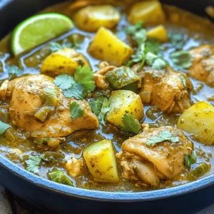 - 1.5 lbs boneless, skinless chicken thighs, cut into bite-sized pieces - 2 tablespoons olive oil - 1 medium onion, diced - 3 cloves garlic, minced - 1-2 fresh green chiles (jalapeño or serrano), diced (adjust for heat preference) - 2 cups roasted green chiles, peeled and chopped (canned or fresh) - 4 cups chicken broth - 1 large potato, peeled and diced - 1 bell pepper (green or red), chopped - 1 cup corn kernels (frozen or fresh) Chicken is the star of this stew. I use thighs for their rich flavor and tender texture. You can use breasts, but they may dry out. Green chiles add heat and depth. I love using a mix of fresh and roasted for that smoky taste. If you want more heat, add more fresh chiles. Vegetables complete the dish. Onions and garlic build a flavorful base. Potatoes and bell peppers add heartiness. Corn brings sweetness and color. - 1 teaspoon ground cumin - 1 teaspoon smoked paprika - Salt and pepper to taste Cumin gives a warm, earthy flavor. It pairs well with chiles. Smoked paprika adds a nice smokiness and enhances the stew's depth. Salt and pepper are key. They boost all the flavors. Taste and adjust as you cook to get it just right. - Fresh cilantro, chopped (for garnish) - Lime wedges (for serving) Fresh cilantro adds brightness and freshness. A squeeze of lime lifts the flavors. These garnishes make the stew pop! For the full recipe, check out the [Full Recipe] section above. To make this green chile chicken stew, follow a simple sequence. First, gather all your ingredients. Next, chop the vegetables and chicken. Then, heat your pot and start cooking the base. Finally, let it simmer to blend all the flavors. This method ensures each step builds on the last, leading to a tasty dish. Start by heating 2 tablespoons of olive oil in a large pot over medium heat. Add 1 diced onion and sauté it for about 5 minutes. You want the onion to turn soft and clear. Next, stir in 3 minced garlic cloves and 1-2 diced fresh green chiles. Cook this mix for another 2 minutes until you smell the flavors come alive. Now, add the chicken. Cook it for 5-7 minutes until it turns white and is no longer pink. This step builds a rich base for the stew. After the base is ready, add the rest of your ingredients. Stir in 2 cups of roasted green chiles, 4 cups of chicken broth, and 1 diced potato. Don’t forget 1 chopped bell pepper and your spices: 1 teaspoon of ground cumin and 1 teaspoon of smoked paprika. Season with salt and pepper to taste. Bring everything to a boil. Then, reduce the heat to low and cover the pot. Let it simmer for 25-30 minutes. This timing allows the chicken to cook fully and the potatoes to soften. Finally, stir in 1 cup of corn kernels and let it cook for another 5 minutes. Taste and adjust the seasoning as needed. Enjoy the warm, hearty stew! For the full recipe, check the earlier section. Using fresh ingredients can boost flavor. Fresh green chiles bring heat and zest. They add a crisp taste that canned chiles may lack. Canned chiles are still good. They are easy to use and save time. When you choose, think about your taste. Want more spice? Go fresh. Prefer milder? Canned works just fine. This stew is easy to make gluten-free. Just check your broth for gluten. Most chicken broths are gluten-free. If you want a low-carb option, swap potatoes for cauliflower. Cauliflower gives a nice texture and absorbs flavor well. You can feel good about these choices while enjoying a hearty meal. To avoid overcooking chicken, watch the time. Cook it just until it is no longer pink. This keeps the chicken juicy. For potatoes, cut them into even pieces. This helps them cook evenly. If they cook too long, they can become mushy. Keep an eye on the clock for the best results. {{image_2}} You can make this stew even spicier. Try using different green chiles. For a milder taste, use poblano chiles. They add flavor without too much heat. If you want more heat, use serrano chiles. You can also mix different chiles for a unique flavor. Just remember to taste as you go! If you want vegetarian or vegan options, you can swap the chicken. Use hearty veggies like mushrooms or butternut squash instead. You can also use plant-based protein, such as tofu or tempeh. These swaps keep the dish tasty and filling. For a more robust flavor, use vegetable broth instead of chicken broth. Pair your stew with tasty sides. Serve it with warm tortillas or crusty bread. You can also add toppings like avocado or shredded cheese. For a fresh touch, sprinkle lime juice over the stew. Fresh cilantro makes a great garnish too! These pairings bring out the flavors in the stew and make it even better. You can find the Full Recipe to help you create this delicious meal. To store leftovers, first let the stew cool to room temperature. Then, place it in an airtight container. You can keep it in the fridge for up to three days. If you want to save it longer, consider freezing it instead. Always label the container with the date to track freshness. For freezing, pour the cooled stew into freezer-safe bags or containers. Leave some space at the top to allow for expansion. This will help keep the flavor and texture intact. It’s best to use the stew within three months. When you want to eat it, thaw it overnight in the fridge before reheating. To reheat, pour the stew into a pot and warm it over medium heat. Stir it often to help it heat evenly. If the stew is too thick, add a bit of broth or water to reach your desired consistency. You can also microwave it in a covered bowl, stirring every minute until hot. Enjoy your warm, comforting bowl of Green Chile Chicken Stew! For the full recipe, check out the earlier section. You can use canned green chiles or poblano peppers. If you want a milder flavor, use bell peppers. For a spicy kick, try serrano or Anaheim peppers. These options work well and still add great taste. Add more fresh green chiles. You can also sprinkle in some cayenne pepper or red pepper flakes. Adjust the heat slowly. Taste as you go. This way, you can find the perfect spice level for you. Yes, you can use chicken breasts. They are leaner and cook faster. However, they can dry out if overcooked. Chicken thighs have more fat, making them juicy and tender. Choose based on your taste and cooking style. This stew will last about 3 to 4 days in the fridge. Store it in an airtight container. Make sure it cools before putting it in the fridge. This helps keep the flavor fresh. Serve it with warm tortillas, rice, or cornbread. A fresh salad or avocado slices make great sides too. You can also add sour cream or cheese on top for extra creaminess. These pairings enhance the stew's flavors and make a full meal. In this post, we covered how to make Green Chile Chicken Stew. We discussed essential ingredients like chicken, green chiles, and decisive spices. You learned the cooking steps, from sautéing to simmering, to build flavor. I also shared tips for adjusting the recipe to fit your needs. Remember, you can customize this stew to your taste. Whether spicy or mild, it’s a great meal. Enjoy making it your own!