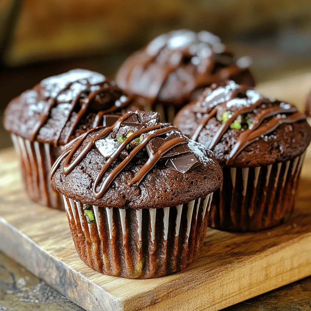 These chocolate zucchini muffins are rich and moist. They mix sweet chocolate with healthy zucchini. You can find the full recipe at the end of this section. To make these delightful muffins, gather the following ingredients: - 1 medium zucchini, grated (about 1 cup) - 1 cup all-purpose flour - 1/2 cup cocoa powder - 1/2 teaspoon baking soda - 1/2 teaspoon baking powder - 1/4 teaspoon salt - 1/2 cup granulated sugar - 1/4 cup brown sugar, packed - 1/3 cup vegetable oil - 2 large eggs - 1 teaspoon vanilla extract - 1/2 cup chocolate chips You can add a twist to your muffins with these optional ingredients: - 1/4 cup chopped walnuts or pecans Adding nuts gives a nice crunch and extra flavor. Feel free to experiment! Start by washing the zucchini well. Then, use a grater to shred it. You want about one cup of grated zucchini for this recipe. Place the grated zucchini in a bowl. Mix in the granulated sugar and brown sugar. Let this sit for ten minutes. This step helps the zucchini release some moisture. In a separate bowl, combine the dry ingredients. Whisk together the all-purpose flour, cocoa powder, baking soda, baking powder, and salt. This mixture will give your muffins the right texture. In the bowl with the zucchini, add the vegetable oil, eggs, and vanilla extract. Stir until everything is well mixed. Gradually add the dry mix to the wet mix. Be careful not to overmix. A few lumps are okay! Now it’s time to fill the muffin cups. Use a scoop to divide the batter evenly. Fill each cup about three-quarters full. You can sprinkle chocolate chips or nuts on top if you like. Place the muffin tin in the preheated oven. Bake for 20 to 25 minutes. Check if they are done by inserting a toothpick in the center. If it comes out clean, they are ready! Let the muffins cool for a few minutes before moving them to a wire rack. Enjoy your rich and moist chocolate zucchini muffins! For a full recipe, check out the earlier section. To make the best chocolate zucchini muffins, start with fresh zucchini. Grate it finely. This helps it blend well into the batter. Letting the zucchini sit with the sugars for ten minutes draws out moisture. This adds to the muffin’s richness. Use high-quality cocoa powder for a deep chocolate flavor. For extra indulgence, fold in chocolate chips right before baking. Keep an eye on your baking time. Every oven is different. Start checking at 20 minutes. Insert a toothpick; it should come out clean. Overbaking makes muffins dry. If you want softer muffins, add a bit more oil or yogurt to the batter. This extra fat makes a big difference. Remember to mix your wet and dry ingredients gently. Overmixing can lead to tough muffins. Store your leftover muffins in an airtight container. This keeps them fresh longer. You can also wrap them tightly in plastic wrap. For longer storage, freeze them. Place them in a freezer bag and remove as much air as possible. When you want one, just thaw it on the counter or warm it in the oven. Enjoy your muffins fresh anytime! For the full recipe, check the detailed instructions above. {{image_2}} You can easily add nuts to your chocolate zucchini muffins. Walnuts and pecans work great for this. Nuts add a nice crunch and extra flavor. To use them, chop about 1/4 cup of walnuts or pecans. Fold them into the batter when you add the chocolate chips. This small change makes a big difference. If you love nuts, this is a must-try! If you need gluten-free muffins, switch the flour. Use a gluten-free all-purpose flour mix instead. Many brands offer great options that taste just as good. Make sure the cocoa powder is also gluten-free. This simple swap keeps the muffins rich and moist, just like the original recipe. You won’t miss the gluten at all! Chocolate chips are key to a great flavor. You can mix and match different types of chips. Dark chocolate chips add a deeper flavor. Milk chocolate chips give a sweeter taste. White chocolate chips add creaminess. You can even use a mix of all three! Experiment with the types you love. This way, each batch can be a new delight. Check out the Full Recipe for more tips on how to customize your muffins! To keep your chocolate zucchini muffins fresh, place them in an airtight container. This will stop them from drying out. You can store them at room temperature for up to three days. If you want them to last longer, try refrigerating them. Just remember to let them cool completely first. Freezing is a great way to save your muffins. Place them in a freezer-safe bag or container. Make sure to remove as much air as possible. Label the bag with the date. They can last in the freezer for up to three months. When you're ready to eat them, just take out what you need. To enjoy your muffins warm again, preheat your oven to 350°F (175°C). Place the muffins on a baking sheet and heat them for about 10 minutes. If you’re in a hurry, use the microwave. Heat each muffin for about 15 to 20 seconds. Just be careful not to overheat them, or they may become tough. Yes, you can use frozen zucchini. Just thaw and drain it well. Frozen zucchini works well in baking. It adds moisture, just like fresh zucchini. The key is to squeeze out excess water. This helps keep your muffins from getting too wet. These muffins can be a healthy treat. They include zucchini, which adds fiber and nutrients. You can also control the sugars. Using less sugar or natural sweeteners boosts health. Adding nuts provides healthy fats and protein. Overall, they can fit into a balanced diet. Yes, you can use sugar alternatives. Try honey, maple syrup, or agave nectar. Adjust the amount since these are sweeter than sugar. You can also use stevia or monk fruit for a low-calorie option. Just ensure the texture remains moist and sweet. For the best results, follow the Full Recipe for ratios. In this post, I shared a simple and fun way to make chocolate zucchini muffins. I covered the ingredients, steps, and tips to ensure your muffins turn out delicious. You learned how to store them and explore variations too. These muffins are not just tasty; they pack in nutrients from zucchini. Enjoy baking and sharing these treats with others. I hope you find joy in making these muffins your own!
