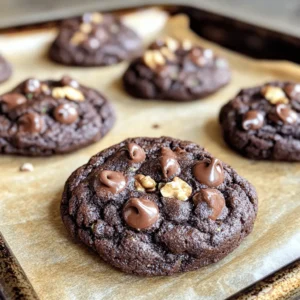 - 1 cup grated zucchini - 1 cup all-purpose flour - 1/2 cup cocoa powder - 1/2 teaspoon baking soda - 1/4 teaspoon baking powder - 1/4 teaspoon salt - 1/2 cup brown sugar - 1/4 cup granulated sugar - 1/2 cup unsweetened applesauce - 1/3 cup vegetable oil - 1 teaspoon vanilla extract - 1/2 cup semi-sweet chocolate chips - 1/4 cup optional nuts (walnuts or pecans) The main ingredients for these cookies are simple. The star is the grated zucchini. It adds moisture and a subtle flavor. You need to squeeze the zucchini first. This helps remove excess water. The cocoa powder gives a rich chocolate taste. The sugars add sweetness and help with texture. - Additional chocolate chips - Spices like cinnamon or nutmeg You can make these cookies even better. Consider adding more chocolate chips. They make the cookies extra gooey. Spices like cinnamon or nutmeg can add warmth. Just a pinch can enhance the flavor. - Mixing bowls - Whisk - Baking sheet - Parchment paper - Cookie scoop or tablespoon For making these cookies, gather your tools. You need mixing bowls for combining ingredients. A whisk will help mix wet and dry items smoothly. A baking sheet lined with parchment paper is essential. It keeps the cookies from sticking. A cookie scoop or tablespoon makes portioning easy. Using these tools will help you create perfect cookies every time. For the full recipe, check out the [Full Recipe]. - Preheat the oven to 350°F (175°C). - Line the baking sheet with parchment paper. This makes cleanup easy. - In a medium bowl, combine: - 1 cup all-purpose flour - 1/2 cup cocoa powder - 1/2 teaspoon baking soda - 1/4 teaspoon baking powder - 1/4 teaspoon salt - Whisk these ingredients together well. - In a large bowl, beat together: - 1/2 cup brown sugar - 1/4 cup granulated sugar - 1/2 cup unsweetened applesauce - 1/3 cup vegetable oil - 1 teaspoon vanilla extract - Mix until smooth and creamy. - Gradually add the dry mixture to the wet mixture. - Stir just until combined, but don’t overmix. - Fold in: - 1 cup grated zucchini - 1/2 cup semi-sweet chocolate chips - 1/4 cup chopped walnuts or pecans (if using) - The batter will be thick and rich. - Use a cookie scoop or tablespoon to drop dough onto the prepared baking sheet. - Leave about 2 inches of space between each cookie. - Bake in the preheated oven for 12-15 minutes. - The edges should look set and tops glossy. - Cool the cookies on the sheet for 5 minutes, then transfer to a wire rack. - Let them cool completely before enjoying their rich, chocolatey goodness. For the full recipe, check out the detailed instructions above! To make moist cookies, always squeeze the grated zucchini. This step removes extra water. If you skip this, your cookies may turn out soggy. I recommend using fresh zucchini for the best taste. Mix the wet and dry ingredients gently. This helps keep the cookies light and fluffy, not dense. For even baking, make sure to space the cookie dough on the sheet. Leave two inches apart. This allows heat to circulate properly. Rotate the baking sheet halfway through baking. This ensures all cookies bake evenly. You can add spices like cinnamon or nutmeg for warmth. These spices pair well with chocolate. If you want crunch, add chopped walnuts or pecans. They give a nice texture and flavor boost. Adjusting sweetness is easy. Taste the dough before baking. If you like sweeter cookies, add a bit more sugar. You can also use dark chocolate chips for a richer flavor. One mistake is overmixing the batter. This makes cookies tough instead of soft. Mix just until the ingredients combine. Another common error is not squeezing moisture from the zucchini. This will lead to cookies that are too wet. Always remember to squeeze your zucchini well before adding it. For the full recipe, check out the [Full Recipe]. {{image_2}} You can make these cookies gluten-free! Simply substitute all-purpose flour with gluten-free flour. This swap keeps the cookies tasty and fun while making them safe for those with gluten sensitivities. I recommend using a blend that includes xanthan gum for the best texture. Want to make these cookies vegan? Replace the eggs by using flaxseed meal or chia seeds. To do this, mix one tablespoon of either with three tablespoons of water. Let it sit for about five minutes until it thickens. This will create a perfect binding agent in your cookie dough. You can add unique flavors to your cookies. Try mixing in a bit of peppermint extract for a fresh twist. Alternatively, sprinkle in some orange zest for a bright, citrusy note. Both options will give your cookies a fun and exciting flavor boost that everyone will love. To keep your cookies fresh, store them in an airtight container. This helps maintain their moisture and flavor. I recommend using a plastic or glass container with a tight lid. You can also layer parchment paper between cookies to prevent sticking. Keep them at room temperature for the best taste. Freezing cookies is simple. First, let the cookies cool completely. Then, place them on a baking sheet and freeze for about an hour. Once frozen, transfer the cookies to a freezer bag or container. Squeeze out as much air as you can before sealing. To thaw, simply remove cookies from the freezer and let them sit at room temperature for about 30 minutes. These cookies last about a week at room temperature. Look for signs of spoilage, like an off smell or dry texture. If you see any mold, toss them. For the best flavor, enjoy them within a few days. Yes, you can skip the zucchini, but it changes the cookies. Without zucchini, the cookies become drier and less soft. Zucchini adds moisture and a slight sweetness. You might want to add more applesauce to help with texture. To make chewier cookies, adjust the baking time. Bake them for a shorter time, about 10 to 12 minutes. You can also add a little more brown sugar. Brown sugar has more moisture than white sugar, which helps with chewiness. If you need a substitute for applesauce, try mashed banana. It adds sweetness and moisture. You can also use yogurt or pumpkin puree as alternatives. These options will keep your cookies moist and tasty. Yes, these cookies can be healthy. They have zucchini, which is full of vitamins. The whole recipe contains less sugar than most cookies. You can even use whole wheat flour for more fiber. Enjoy these cookies as a treat without guilt! For the full recipe, check out the complete guide to making Chocolate Zucchini Cookies! This blog post covers how to make delicious zucchini chocolate chip cookies. We discussed main ingredients, optional additions, and tools you need. Step-by-step instructions showed you how to mix, bake, and store your cookies. Tips for perfect texture and common mistakes to avoid were also included. In the end, these cookies are tasty and fun to make. Whether you prefer a gluten-free version or want to try different flavors, the choices are endless. Enjoy baking and sharing these treats with friends and family!