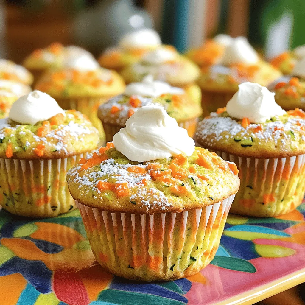 To make these tasty muffins, you need a few key items. Here’s what you’ll need: - 1 cup grated zucchini (excess moisture squeezed out) - 1 cup grated carrots - 1 cup all-purpose flour - 1/2 cup whole wheat flour - 1/2 cup brown sugar - 1/2 cup granulated sugar - 1 teaspoon baking powder - 1/2 teaspoon baking soda - 1 teaspoon ground cinnamon - 1/4 teaspoon nutmeg - 1/2 teaspoon salt - 1/3 cup vegetable oil - 2 large eggs - 1 teaspoon vanilla extract These ingredients work together to create a moist and flavorful muffin. The zucchini and carrots add natural sweetness and moisture. You can add extra flavors to make these muffins unique. Consider these options: - 1/2 cup chopped walnuts or pecans - 1/2 cup raisins or dried cranberries These add-ins give a nice crunch and chew. You can mix and match based on your taste. For a fun twist, try adding chocolate chips or coconut flakes. Each muffin has about: - Calories: 180 - Fat: 7g - Carbohydrates: 27g - Protein: 3g These muffins are not just tasty; they also pack a nutritional punch. The zucchini and carrots provide fiber and vitamins. You can enjoy them guilt-free as a snack or breakfast. For the full recipe, check out the details above! Start by gathering all your ingredients. You'll need fresh zucchini and carrots. Grate one cup of each. Make sure to squeeze out the extra moisture from the zucchini. This step helps keep the muffins from getting soggy. Next, measure out the flours, sugars, and spices. Having everything ready makes mixing easy and fun. In a large bowl, combine the grated zucchini and carrots. In a separate bowl, whisk together the all-purpose flour, whole wheat flour, brown sugar, granulated sugar, baking powder, baking soda, cinnamon, nutmeg, and salt. Mix until it looks even. In another bowl, blend the vegetable oil, eggs, and vanilla extract. Pour the wet mix into the zucchini and carrot bowl. Stir gently until combined. Then, slowly add the dry mix, stirring just until no dry spots remain. Avoid overmixing to keep the muffins light. Preheat your oven to 350°F (175°C). Line your muffin tin with paper liners or grease the cups. Spoon the muffin batter into the tin, filling each cup about two-thirds full. Bake for 18-22 minutes. To check if they’re done, insert a toothpick; it should come out clean. After baking, let the muffins cool in the tin for 5 minutes. Then, transfer them to a wire rack to cool completely. These zucchini carrot muffins are now ready to enjoy! For the full recipe, check the main article. Overmixing can ruin your muffins. When you mix too much, the muffins become tough. To avoid this, mix just until the dry ingredients disappear. It’s okay if there are a few lumps. Remember, gentle mixing is key. A soft, moist muffin is what we want. To get this, use room temperature eggs. They mix well and help the batter rise. Also, make sure to squeeze out excess moisture from the zucchini. This prevents soggy muffins. Lastly, fill muffin cups to about 2/3 full for the best rise. You can make these muffins fit various diets. For a gluten-free version, swap the flour with gluten-free flour blend. If you need a lower sugar option, use a sugar substitute like stevia. You can replace eggs with applesauce or flaxseed meal for a vegan option. Each swap can change the flavor and texture, so experiment to find your favorite! For the full recipe, check below. {{image_2}} You can change up the flavors in your zucchini carrot muffins. Try adding spices like ginger or cardamom for a warm touch. For a bit of zest, add lemon or orange zest to the batter. If you want a chocolate twist, fold in some mini chocolate chips. These small changes can make your muffins exciting and new. To make these muffins even healthier, consider some easy swaps. Use applesauce instead of oil to cut calories and fat. You can also replace half the sugar with mashed bananas or pure maple syrup. For a gluten-free option, use almond or coconut flour. These swaps keep the muffins tasty while boosting their nutrition. Seasonal ingredients can take your muffins to the next level. In fall, add diced apples or pumpkin puree for a cozy flavor. In spring, fresh herbs like basil or mint can brighten the muffins. During summer, use fresh berries like blueberries or strawberries for a fruity twist. These seasonal touches enhance the flavor and keep your muffins fresh and exciting. For the full recipe, check out the detailed steps to create these delightful treats. Store your zucchini carrot muffins in an airtight container. This keeps them fresh longer. You can keep them at room temperature for up to three days. For longer storage, place them in the fridge. They will last about a week when refrigerated. If you want to keep them even longer, freezing is a great option. To freeze your muffins, let them cool completely. Then wrap each muffin tightly in plastic wrap. Place the wrapped muffins in a freezer-safe bag. Remove as much air as possible. Label the bag with the date. These muffins will stay fresh in the freezer for up to three months. When you’re ready to eat, you can thaw them overnight in the fridge. Reheating muffins is easy. You can use the microwave for a quick option. Heat each muffin for about 15-20 seconds. For a crispier texture, use the oven. Preheat your oven to 350°F (175°C). Place the muffins on a baking sheet and warm them for about 5-10 minutes. Enjoy these muffins warm for the best taste! Check out the Full Recipe for more details. Yes, you can use frozen zucchini or carrots. However, make sure to thaw them first. Squeeze out excess moisture before using. This step helps keep your muffins from getting soggy. Fresh vegetables give the best flavor and texture, but frozen works in a pinch. These muffins last for about four days at room temperature. Store them in an airtight container to keep them fresh. If you want them to last longer, freeze them. They can stay in the freezer for up to three months. Just remember to wrap them well to avoid freezer burn. Yes, you can make these muffins vegan easily. Replace the eggs with flax eggs or applesauce. Use a plant-based oil, and choose a dairy-free milk for added moisture. These swaps keep the muffins tasty while being vegan-friendly. You can still enjoy all their yummy flavors! For the full recipe, check out the details above. Zucchini carrot muffins are tasty and healthy. We covered essential ingredients, mixing methods, and baking tips. You now know how to make them perfect every time. Explore variations to suit your taste or dietary needs. Proper storage keeps them fresh longer. Feel free to use frozen veggies or make vegan swaps. These muffins are simple to tweak for fun flavors. Enjoy baking and tasting your creations!