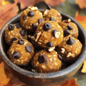 To make these simple and delicious energy bites, gather the following ingredients: - 1 cup rolled oats - 1/2 cup almond butter - 1/4 cup pure maple syrup - 1/2 cup pumpkin puree - 1 teaspoon pumpkin spice - 1/4 teaspoon sea salt - Optional ingredients for variation: mini chocolate chips, chopped walnuts or pecans These ingredients blend well to create a tasty treat. The oats give a nice texture, while the almond butter adds creaminess. Pumpkin puree brings moisture and flavor. The maple syrup sweetens the bites just right. Pumpkin spice gives that warm fall taste, making these bites perfect for the season. You can also add mini chocolate chips or nuts for extra crunch. Check out the Full Recipe for exact steps and more details! Start by gathering your ingredients. In a large mixing bowl, add 1 cup of rolled oats. Then, scoop in 1/2 cup of almond butter. Next, pour in 1/4 cup of pure maple syrup. Add 1/2 cup of pumpkin puree for that lovely fall flavor. Sprinkle in 1 teaspoon of pumpkin spice and 1/4 teaspoon of sea salt. Mix everything well until it forms a thick, sticky blend. If you want a sweet touch, fold in 1/4 cup of mini chocolate chips and 1/4 cup of chopped walnuts or pecans. Now it’s time to create the bites. Use your hands to scoop out small amounts of the mixture. Roll these into balls about 1 inch in diameter. Place each ball on a parchment-lined baking sheet. Make sure they have space between them so they don’t stick together. Continue this process until all the mixture is shaped into bites. After forming your bites, it's time to chill them. Place the baking sheet in the fridge for at least 30 minutes. This step helps the bites firm up and makes them easier to enjoy. Once they’re cool, you can store them in an airtight container. They will stay fresh in the fridge for up to a week. For longer storage, you can freeze them. Each bite is a tasty treat, perfect for fall! For the full recipe, check the previous section. To get the right texture for your energy bites, use thick almond butter. If it is too runny, the bites will not hold together. You want a mix that is sticky but not too wet. If it feels too dry, add a bit more maple syrup or pumpkin puree. This balance makes the bites soft yet firm. After mixing, let the mixture sit for a few minutes. This allows the oats to soak up moisture. For a lovely fall display, use a rustic bowl. Arrange the energy bites in a circle. This makes them easy to grab. You can also sprinkle chopped nuts or a light dusting of pumpkin spice on top. Add some small leaves or mini pumpkins around the bowl to enhance the fall theme. The colors of the treats and decorations will catch the eye and brighten any table. These energy bites are perfect for snacks or breakfast. Serve them with apple slices or a cup of tea. You can also pack them for school or work. They are great for on-the-go energy. Each bite gives you a tasty boost. Try them after a workout or as a quick pick-me-up. The cozy flavors will make you feel warm inside. For the full recipe, see above. {{image_2}} You can make these energy bites gluten-free with ease. Use certified gluten-free oats. Most oats contain gluten due to cross-contamination. By choosing certified oats, you can enjoy these bites without worry. To make these bites vegan, ensure you use pure maple syrup. This is a great sweetener that fits the vegan diet. Stick with almond butter or swap it for another nut or seed butter. Each option gives a unique flavor. You can easily change the flavor of your energy bites. Try adding spices like cinnamon or nutmeg for a warm taste. If you love peanut butter, switch almond butter for it. Add in some dried fruits for a chewy texture. You can even mix in seeds like chia or flax for extra nutrition. For a chocolatey twist, use cocoa powder or more chocolate chips. The options are endless, and you can make each batch unique. Check out the Full Recipe for more ideas! To keep your cozy pumpkin spice energy bites fresh, use an airtight container. This helps prevent them from drying out. Place the bites in the fridge for easy access. A glass or plastic container works well. Always make sure the lid is sealed tight. If you want to save some bites for later, freezing is a great option. First, place the bites in a single layer on a baking sheet. Freeze them for about an hour. This keeps them from sticking together. Once they are firm, transfer the bites to a freezer-safe bag. Squeeze out as much air as possible before sealing. You can enjoy these energy bites for up to three months. In the fridge, your energy bites last for about a week. If you store them in the freezer, they can last for three months. It’s a smart idea to label your container with the date. This helps you keep track of freshness. Enjoy using these bites as a quick snack or a healthy treat any time! For the full recipe, check out the earlier section. Yes, you can use other nut butters. Peanut butter works well and adds a different taste. Sunflower seed butter is a great choice for nut-free options. Just pick a nut or seed butter you enjoy. Each one will change the flavor a bit, so have fun with it! These energy bites last about one week in the fridge. Keep them in an airtight container to keep them fresh. You can also freeze them for longer storage. This way, you can enjoy them for a month or more! Absolutely! You can make these energy bites ahead of time. They are easy to prepare and perfect for meal prep. Just store them in the fridge or freezer. This makes it simple to grab a tasty snack when you need one. For the full recipe, check out the instructions above! These energy bites use simple ingredients like oats, almond butter, and pumpkin. We reviewed step-by-step instructions for making them, plus tips for the best texture and presentation. You can even explore gluten-free and vegan options. Storing them is easy, and they last well in the fridge. In conclusion, these energy bites are a tasty and healthy treat. Enjoy the fun of making them your own!