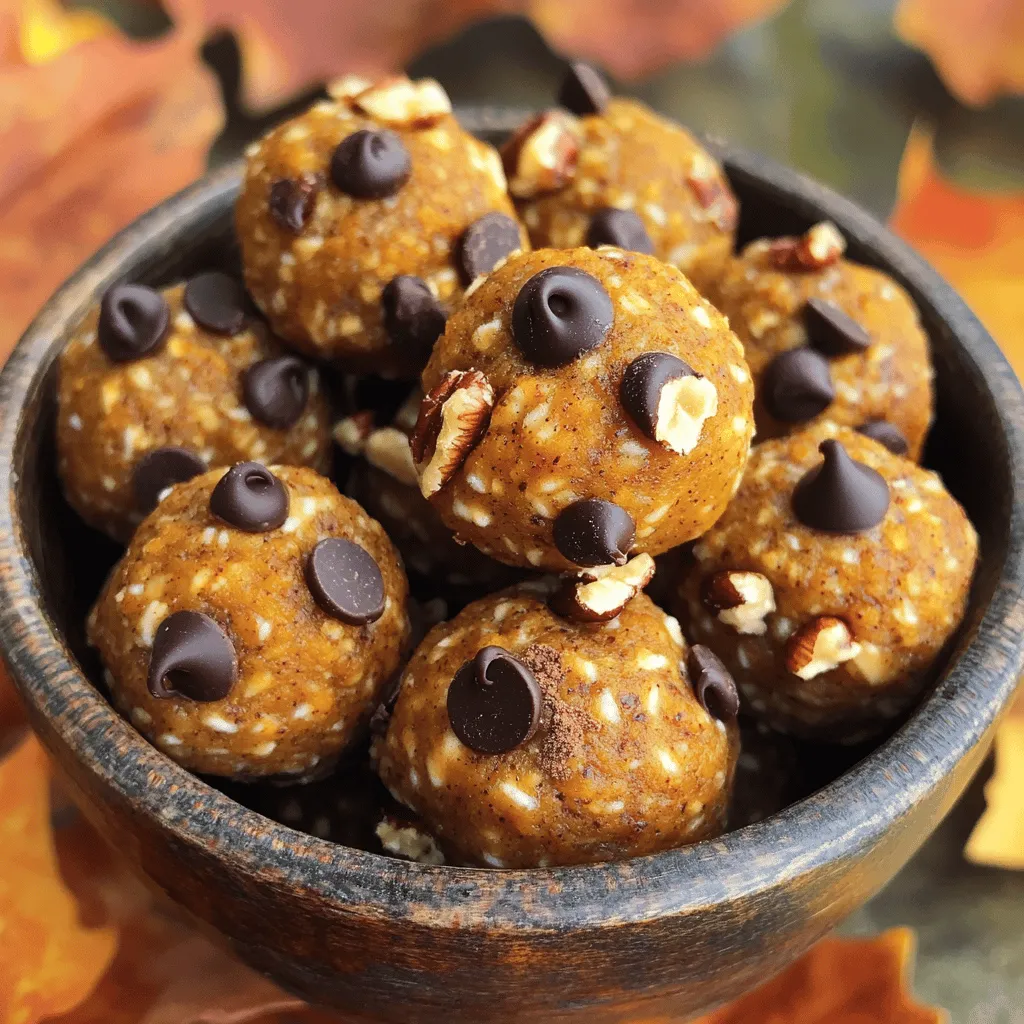 To make these simple and delicious energy bites, gather the following ingredients: - 1 cup rolled oats - 1/2 cup almond butter - 1/4 cup pure maple syrup - 1/2 cup pumpkin puree - 1 teaspoon pumpkin spice - 1/4 teaspoon sea salt - Optional ingredients for variation: mini chocolate chips, chopped walnuts or pecans These ingredients blend well to create a tasty treat. The oats give a nice texture, while the almond butter adds creaminess. Pumpkin puree brings moisture and flavor. The maple syrup sweetens the bites just right. Pumpkin spice gives that warm fall taste, making these bites perfect for the season. You can also add mini chocolate chips or nuts for extra crunch. Check out the Full Recipe for exact steps and more details! Start by gathering your ingredients. In a large mixing bowl, add 1 cup of rolled oats. Then, scoop in 1/2 cup of almond butter. Next, pour in 1/4 cup of pure maple syrup. Add 1/2 cup of pumpkin puree for that lovely fall flavor. Sprinkle in 1 teaspoon of pumpkin spice and 1/4 teaspoon of sea salt. Mix everything well until it forms a thick, sticky blend. If you want a sweet touch, fold in 1/4 cup of mini chocolate chips and 1/4 cup of chopped walnuts or pecans. Now it’s time to create the bites. Use your hands to scoop out small amounts of the mixture. Roll these into balls about 1 inch in diameter. Place each ball on a parchment-lined baking sheet. Make sure they have space between them so they don’t stick together. Continue this process until all the mixture is shaped into bites. After forming your bites, it's time to chill them. Place the baking sheet in the fridge for at least 30 minutes. This step helps the bites firm up and makes them easier to enjoy. Once they’re cool, you can store them in an airtight container. They will stay fresh in the fridge for up to a week. For longer storage, you can freeze them. Each bite is a tasty treat, perfect for fall! For the full recipe, check the previous section. To get the right texture for your energy bites, use thick almond butter. If it is too runny, the bites will not hold together. You want a mix that is sticky but not too wet. If it feels too dry, add a bit more maple syrup or pumpkin puree. This balance makes the bites soft yet firm. After mixing, let the mixture sit for a few minutes. This allows the oats to soak up moisture. For a lovely fall display, use a rustic bowl. Arrange the energy bites in a circle. This makes them easy to grab. You can also sprinkle chopped nuts or a light dusting of pumpkin spice on top. Add some small leaves or mini pumpkins around the bowl to enhance the fall theme. The colors of the treats and decorations will catch the eye and brighten any table. These energy bites are perfect for snacks or breakfast. Serve them with apple slices or a cup of tea. You can also pack them for school or work. They are great for on-the-go energy. Each bite gives you a tasty boost. Try them after a workout or as a quick pick-me-up. The cozy flavors will make you feel warm inside. For the full recipe, see above. {{image_2}} You can make these energy bites gluten-free with ease. Use certified gluten-free oats. Most oats contain gluten due to cross-contamination. By choosing certified oats, you can enjoy these bites without worry. To make these bites vegan, ensure you use pure maple syrup. This is a great sweetener that fits the vegan diet. Stick with almond butter or swap it for another nut or seed butter. Each option gives a unique flavor. You can easily change the flavor of your energy bites. Try adding spices like cinnamon or nutmeg for a warm taste. If you love peanut butter, switch almond butter for it. Add in some dried fruits for a chewy texture. You can even mix in seeds like chia or flax for extra nutrition. For a chocolatey twist, use cocoa powder or more chocolate chips. The options are endless, and you can make each batch unique. Check out the Full Recipe for more ideas! To keep your cozy pumpkin spice energy bites fresh, use an airtight container. This helps prevent them from drying out. Place the bites in the fridge for easy access. A glass or plastic container works well. Always make sure the lid is sealed tight. If you want to save some bites for later, freezing is a great option. First, place the bites in a single layer on a baking sheet. Freeze them for about an hour. This keeps them from sticking together. Once they are firm, transfer the bites to a freezer-safe bag. Squeeze out as much air as possible before sealing. You can enjoy these energy bites for up to three months. In the fridge, your energy bites last for about a week. If you store them in the freezer, they can last for three months. It’s a smart idea to label your container with the date. This helps you keep track of freshness. Enjoy using these bites as a quick snack or a healthy treat any time! For the full recipe, check out the earlier section. Yes, you can use other nut butters. Peanut butter works well and adds a different taste. Sunflower seed butter is a great choice for nut-free options. Just pick a nut or seed butter you enjoy. Each one will change the flavor a bit, so have fun with it! These energy bites last about one week in the fridge. Keep them in an airtight container to keep them fresh. You can also freeze them for longer storage. This way, you can enjoy them for a month or more! Absolutely! You can make these energy bites ahead of time. They are easy to prepare and perfect for meal prep. Just store them in the fridge or freezer. This makes it simple to grab a tasty snack when you need one. For the full recipe, check out the instructions above! These energy bites use simple ingredients like oats, almond butter, and pumpkin. We reviewed step-by-step instructions for making them, plus tips for the best texture and presentation. You can even explore gluten-free and vegan options. Storing them is easy, and they last well in the fridge. In conclusion, these energy bites are a tasty and healthy treat. Enjoy the fun of making them your own!