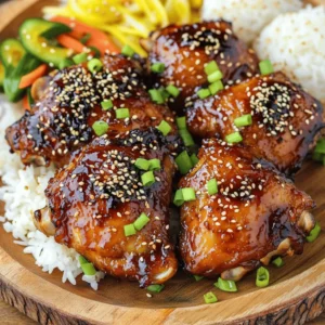 - 4 boneless, skinless chicken thighs - 4 tablespoons soy sauce - 3 tablespoons honey or maple syrup - 4 cloves garlic, minced - 2 tablespoons apple cider vinegar - 1 teaspoon ginger, grated - 1 teaspoon sesame oil - 1 tablespoon gochujang (optional) - Salt and pepper to taste - Sesame seeds for garnish - Chopped green onions for garnish Each ingredient plays a key role in this dish's flavor. The chicken thighs are juicy and tender. The soy sauce gives a rich umami taste. Honey or maple syrup adds a touch of sweetness. Garlic brings depth and aroma. For extra flavor, we add apple cider vinegar for tang. Ginger gives a nice warmth. Sesame oil adds a nutty note. Gochujang can bring heat if you like spice. Adjust it to your taste. Don't forget salt and pepper! They enhance all the flavors. Finally, garnish with sesame seeds and green onions for a fresh finish. These ingredients come together to create a delightful meal that you can enjoy any day. For the complete recipe with instructions, check out the Full Recipe! First, gather your marinade ingredients. In a medium bowl, whisk together: - 4 tablespoons soy sauce - 3 tablespoons honey or maple syrup - 2 tablespoons apple cider vinegar - 4 cloves garlic, minced - 1 teaspoon ginger, grated - 1 teaspoon sesame oil - 1 tablespoon gochujang (optional for spice) This mix gives the chicken a rich flavor. Next, season the chicken thighs with salt and pepper. Place them in a shallow dish or a resealable bag. Pour the marinade over the chicken. Ensure each thigh is well-coated. Marinate in the refrigerator for at least 30 minutes or up to 2 hours for deeper flavor. Now it's time to air fry. Preheat your air fryer to 375°F (190°C). Remove the chicken from the marinade, letting any excess drip off. Discard the remaining marinade. Place the chicken thighs in a single layer in the air fryer basket. You may need to cook in batches depending on your air fryer size. Cook the chicken for 18-20 minutes, flipping halfway through. The chicken should reach an internal temperature of 165°F (75°C) and be golden brown. Once cooked, remove the chicken from the air fryer. Let it rest for a few minutes. This step helps keep the juices inside. For a lovely finish, garnish with sesame seeds and chopped green onions. Serve the chicken on a platter with steamed rice and pickled veggies for an authentic Korean meal. You can find the full recipe attached to this guide for more details. To get that golden crisp on your chicken thighs, cook them at 375°F (190°C). This temperature helps them brown nicely. For cooking time, aim for 18-20 minutes. Flip the thighs halfway to ensure even crispiness. To avoid sogginess, make sure not to overcrowd the air fryer. Cook in batches if needed. Letting excess marinade drip off before cooking also helps keep them crispy. Marinating the chicken is key to great taste. Use the marinade for at least 30 minutes, but two hours gives the best flavor. You can add more spices like black pepper or red pepper flakes. Fresh herbs like cilantro or parsley also mix well. Experiment with different herbs to find your favorite flavor combination. Not all air fryers are the same. I recommend using one that has a basket style for even cooking. A model with a digital timer makes it easy to set cooking times. Essential tools include a whisk for the marinade and a meat thermometer to check doneness. A good set of tongs helps when flipping the chicken. For the complete version of this delightful recipe, check out the Full Recipe. {{image_2}} To spice things up, try adding more gochujang. This Korean chili paste brings a nice kick. Start with one tablespoon, then taste. You can always add a bit more if you want more heat. For spicy side dishes, consider serving kimchi or spicy pickled cucumbers. Both pair well with the chicken and add a refreshing crunch. You can also serve a hot chili sauce on the side for those who love extra spice. You can swap chicken thighs for other meats like chicken breasts or pork. If you prefer a veggie option, try tofu or tempeh. Just remember that cooking times will change. - Chicken breasts: Cook for about 15-18 minutes. - Pork: Aim for 20-25 minutes until cooked through. - Tofu: Cook for about 12-15 minutes, flipping halfway. Always check that your protein reaches a safe internal temperature. For a complete Korean meal, pair the chicken with traditional sauces. Ssamjang is a great choice. It’s thick and flavorful, perfect for dipping. You can also serve it with a drizzle of sesame oil for added richness. Recommended sides include: - Steamed rice: It balances the flavors and is a must. - Pickled veggies: They add a tangy crunch. - A simple salad with sesame dressing: It adds freshness to the plate. These sides will round out your meal beautifully. For the full recipe, check the earlier section. To store your leftover Air Fryer Korean Soy Garlic Chicken Thighs, let them cool first. Place the chicken in an airtight container. This keeps the chicken fresh for up to three days. For best taste, try to eat the leftovers within two days. - Make sure the chicken cools down to room temperature. - Use a clean fork to transfer chicken to the container. - Seal tightly to prevent air from getting in. If you want to freeze marinated chicken, it’s easy! Use a resealable bag. Pour the marinade and chicken in the bag. Remove as much air as possible before sealing it. You can freeze it for up to three months. - Label the bag with the date so you remember when you froze it. - To thaw cooked chicken thighs, place them in the fridge overnight. - If short on time, you can thaw them in cold water. To reheat the chicken, use your air fryer again. This keeps the skin crispy and the meat juicy. Set the air fryer to 350°F (175°C) and cook for about 5-7 minutes. - You can also use a microwave, but the texture may change. - Serve with fresh green onions and a sprinkle of sesame seeds. - Enjoy with rice or pickled veggies for a great meal! Yes, you can use chicken breasts. They are leaner but may dry out. Adjust the cooking time to about 15-18 minutes. Check the internal temperature. It should be 165°F (75°C). Marinate the breasts for at least 30 minutes to keep them juicy. To add heat, mix in more gochujang. You can also use cayenne pepper or red pepper flakes. Try adding sliced fresh chili peppers to the marinade. For a different flavor, add a dash of hot sauce. Taste as you go to get your desired spice level. Serve with steamed rice and pickled veggies. Kimchi makes a great side too. You can add a simple salad with sesame dressing. For a fun twist, try serving it with lettuce wraps. The wraps add crunch and freshness to the meal. In this article, we explored the tasty recipe for Air Fryer Korean Soy Garlic Chicken Thighs. We looked at the main ingredients, marinating tips, and cooking steps. I shared ways to enhance flavor and achieve perfect crispiness. We also discussed variations, storage, and common questions. Remember, using chicken thighs adds juiciness, and side dishes elevate the meal. Enjoy making this dish your own!