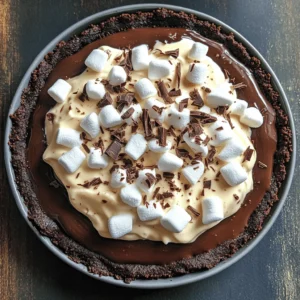 - 1 ½ cups chocolate cookie crumbs - ½ cup unsalted butter, melted - 1 tablespoon sugar - 1 cup granulated sugar - 1 cup packed brown sugar - ½ cup unsweetened cocoa powder - 4 large eggs - 1 teaspoon vanilla extract - ½ cup unsalted butter, melted - 2 cups whipped cream (store-bought or homemade) - ½ cup mini marshmallows - ¼ cup chocolate shavings or chocolate chips When I make Mississippi Mud Pie, I love gathering the ingredients first. For the crust, you need chocolate cookie crumbs, some melted butter, and a bit of sugar. This mix gives you a rich and crunchy base. For the filling, you’ll need both granulated and brown sugar for a deep flavor. Cocoa powder adds that chocolatey kick. The eggs bind everything together, while vanilla extract brings a sweet aroma. More melted butter adds to that creamy texture. Finally, we top it with whipped cream, mini marshmallows, and chocolate shavings. This makes the pie look fun and inviting. If you want the complete recipe, see the Full Recipe section. - Preheat your oven to 350°F (175°C). - In a bowl, mix chocolate cookie crumbs, melted butter, and sugar. - Press the mixture firmly into a 9-inch pie dish. - Bake the crust for 10 minutes and let it cool. - In a large bowl, whisk together granulated sugar, brown sugar, and cocoa powder. - Add the eggs, vanilla extract, and melted butter to the bowl. - Mix until the filling is smooth and well combined. - Pour the filling into the cooled crust. - Bake the pie for 30-35 minutes. It should be set but soft in the center. - Once done, let it cool completely at room temperature. Refrigerate for at least two hours before serving. For the full recipe, check out the ingredients list above. Enjoy the rich chocolate flavor! To get the right crust, use finely crushed chocolate cookies. You want a texture like sand. Mix the crumbs with melted butter and sugar. Press this mix firmly into the pie dish. This helps it hold together. For cookie brands, I recommend using Oreo or Famous Amos. They add great flavor and texture. Whisking eggs and sugar well is key. Start slowly to avoid splashes. Use a hand whisk or electric mixer for best results. Mix until the sugar fully dissolves. This step makes the filling creamy. To avoid lumps, sift the cocoa powder before adding it. This keeps the filling silky smooth. Creating a beautiful topping is simple. Start with a thick layer of whipped cream. Spread it evenly across the pie. For a fun look, use a spatula to create swirls. Scatter mini marshmallows and chocolate shavings on top. These add texture and flair. You can also try fresh berries or nuts for variety. They give a fresh twist to the classic pie. For the full recipe, check the details above. {{image_2}} You can switch up the crust in fun ways. A graham cracker crust works great. Just crush graham crackers and mix with butter and sugar. Press it into the pie dish like the chocolate crust. You can also try a nut crust. Use ground almonds or pecans for a tasty twist. If you need gluten-free options, almond flour is a good choice. Mix it with melted butter for a simple, tasty crust. You can find pre-made gluten-free crusts at stores. This makes it easy for anyone to enjoy this pie. The filling offers many ways to be unique. For a nutty flavor, add peanut butter swirls. Just swirl it in before baking. This gives a rich taste that many love. You can also try caramel. Drizzle it on top of the filling for a sweet surprise. Different types of chocolate can change the pie's flavor. Dark chocolate will make it rich and bold. Milk chocolate offers a sweeter taste. You can use semi-sweet chocolate for a middle ground. Every choice adds its charm to the pie. Toppings can be seasonal and fun. Fresh berries like strawberries or raspberries add color and flavor. They contrast well with the creamy topping. Sliced bananas or peaches also work nicely for a fruity touch. For whipped cream, consider alternatives too. Coconut cream is a great choice for a dairy-free option. You can whip it up just like regular cream. Another idea is to use flavored whipped cream, like vanilla or chocolate. This gives an extra flair to your pie. Enjoy experimenting with these variations to make your Mississippi Mud Pie your own. For the full recipe, check out the Mississippi Mud Pie Delight. Store your Mississippi Mud Pie in the fridge. Use a tight cover or plastic wrap. This keeps it fresh. The pie will last for about 3 to 4 days. After that, the flavors may fade. If you want it to last longer, consider freezing it. To freeze the pie, let it cool first. Wrap it well in plastic wrap and foil. This prevents freezer burn. It can stay in the freezer for up to 3 months. When ready to eat, take it out and place it in the fridge. Let it thaw overnight for the best results. After thawing, serve it cold or at room temperature. If you want to reheat the pie, do it gently. Preheat your oven to 300°F (150°C). Place the pie in an oven-safe dish. Heat it for about 10 to 15 minutes. This warms it without making the crust soggy. Enjoy it warm, but be careful not to overheat. The texture will stay nice and firm this way. Feel free to check out the Full Recipe for more tips! Mississippi Mud Pie is a rich chocolate dessert. It comes from the southern United States. The name reflects the muddy look of the pie. It has a chocolate crust, gooey filling, and whipped cream on top. This pie is loved for its deep, chocolate flavor. Many families serve it at gatherings and celebrations. Yes, you can make this pie ahead of time. It actually tastes better if it sits for a while. Bake the pie and let it cool. After cooling, cover it and place it in the fridge. You can make it up to two days in advance. Just add the whipped cream and toppings before serving. If you want a vegan option, there are good substitutes for eggs. You can use flaxseed meal or chia seeds. Mix 1 tablespoon of either with 2.5 tablespoons of water. Let it sit for 5 minutes until it thickens. You can also try using applesauce. Use ¼ cup of applesauce for each egg. To avoid cracks in your pie, bake it gently. Make sure your oven is not too hot. A lower temperature keeps the filling smooth. Do not overbake it; the center should still be soft. Let it cool slowly at room temperature. This helps to prevent cracks as it cools down. Serve Mississippi Mud Pie chilled for the best taste. Slice it into wedges for easy serving. You can add extra whipped cream on top for a nice touch. Chopped nuts or fresh berries also make great toppings. Pair it with a scoop of vanilla ice cream for extra indulgence. For the full recipe, check out the Mississippi Mud Pie Delight. This blog post covered everything you need for a delicious Mississippi Mud Pie. We looked at the crust, filling, and toppings, along with step-by-step instructions and tips. I shared variations for the crust and filling, plus smart storage advice. You can create this pie with confidence. Enjoy making it your own, and remember to share it with friends or family. This tasty dessert will surely impress everyone!