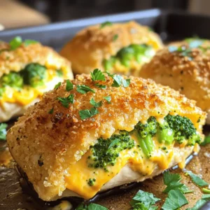 To make this tasty dish, gather these key ingredients: - 2 large chicken breasts - 1 cup fresh broccoli florets, steamed and chopped - 1 cup cheddar cheese, shredded - 1/2 cup cream cheese, softened - 1/4 cup breadcrumbs - 2 cloves garlic, minced - 1 teaspoon onion powder - 1 teaspoon paprika - Salt and pepper to taste - 1 tablespoon olive oil - Fresh parsley, chopped (for garnish) These ingredients blend well together. The chicken holds the filling, while the cheese adds creaminess. Broccoli brings color and nutrition to the plate. You can add more flavors to your dish with these optional items: - 1/2 teaspoon garlic powder - 1/2 teaspoon Italian seasoning - A squeeze of lemon juice These extras boost the taste and freshness of your meal. Feel free to play around with them to find your perfect mix. Using the right tools makes cooking easier. For this recipe, you need: - Sharp knife for butterflying the chicken - Mixing bowl for the filling - Oven-safe skillet for browning and baking - Spoon for stuffing the chicken - Toothpicks for sealing the pockets Having these tools ready lets you focus on making a delicious dinner. Enjoy the process and the tasty results! Start by preheating your oven to 375°F (190°C). Take the chicken breasts and place them on a cutting board. Carefully butterfly each breast. Slice them horizontally, but do not cut all the way through. Open them like a book to create a pocket. This pocket will hold our tasty filling. In a large mixing bowl, combine the following ingredients: - 1 cup fresh broccoli florets, steamed and chopped - 1 cup cheddar cheese, shredded - 1/2 cup cream cheese, softened - 1/4 cup breadcrumbs - 2 cloves garlic, minced - 1 teaspoon onion powder - 1 teaspoon paprika - Salt and pepper to taste Mix until everything is well combined. You want a thick and creamy filling that will melt in your mouth. Spoon the broccoli cheese mixture into each chicken pocket. Make sure to fill them evenly. If needed, use toothpicks to seal the edges securely. Heat 1 tablespoon of olive oil in a large oven-safe skillet over medium heat. Add the stuffed chicken breasts. Sear them for 3-4 minutes on each side until they turn golden brown. After browning, transfer the skillet to the preheated oven. Bake for 20-25 minutes, or until the chicken reaches an internal temperature of 165°F (75°C). Once done, take the chicken out and let it rest for a few minutes. Remove any toothpicks used for sealing. Garnish with freshly chopped parsley before serving. This dish is not just easy; it’s a delight for your taste buds! For the full recipe, refer back to the ingredients section. To butterfly chicken breasts, start with a sharp knife. Place the chicken on a cutting board. Hold the chicken steady with one hand. Carefully slice the breast horizontally, but don’t cut all the way through. Open it like a book to create a pocket. This helps you hold more filling. Take your time to avoid any accidents. Cheddar cheese shines in this dish, but you can mix it up! Try mozzarella for a gooey texture. Parmesan adds a nice sharp flavor. Cream cheese keeps the filling creamy and rich. Combine cheeses for a fun twist. Each cheese brings a unique taste, making your chicken even better. You can prepare this dish in advance. Stuff the chicken and store it in the fridge for up to 24 hours. This saves time for busy evenings. You can also freeze the stuffed chicken. Wrap each piece tightly in plastic wrap and then in foil. When ready to cook, thaw it overnight in the fridge. This way, you always have a tasty meal ready to go! {{image_2}} You can switch up the cheese in this recipe. Cheddar is great, but try mozzarella for a gooey texture. You might also like gouda, which adds a smoky flavor. For a tangy bite, use feta cheese. Each choice gives a new twist to the dish. Want to boost nutrition? Add spinach or kale to the filling. These greens blend well with cheese. You can also use bell peppers for a crunchy texture. Zucchini is another fun option. It keeps the filling moist and adds flavor. Enhance the taste with different spices. Italian seasoning brings a nice herb blend. You could also use a dash of cayenne for heat. If you love lemon, add zest to the filling for brightness. These small changes can make your dish shine. Check the full recipe for more ways to enjoy this meal! After enjoying your broccoli cheese stuffed chicken, let the leftovers cool. Place them in an airtight container. Store the chicken in the fridge for up to three days. This keeps it fresh and tasty for your next meal. To reheat your chicken, use the oven for best results. Preheat the oven to 350°F (175°C). Place the stuffed chicken in a baking dish and cover it with foil. Heat for about 15-20 minutes. This keeps the chicken moist and the cheese gooey. If you want to save the chicken for later, freezing works well. Wrap each stuffed chicken breast tightly in plastic wrap. Then, place them in a freezer bag or container. You can freeze them for up to three months. When ready to eat, thaw overnight in the fridge before reheating. Enjoy your meal any time! You can pair Broccoli Cheese Stuffed Chicken with many tasty sides. I love serving it with mashed potatoes or rice. You could also try a fresh salad for a light touch. Roasted veggies add great flavor too. For a fun twist, serve it with garlic bread. Each option complements the chicken well. Yes, you can use frozen broccoli. Just make sure to thaw it first. Drain off any excess water after thawing. This will help keep the stuffing from getting too soggy. Frozen broccoli is a great time saver. It still tastes good and works well in this dish. To check if the chicken is done, use a meat thermometer. Insert it into the thickest part of the chicken. It should read 165°F (75°C) for safe eating. If you don’t have a thermometer, cut into the chicken. The meat should be white, not pink. Also, the juices should run clear. In this blog post, we explored how to make Broccoli Cheese Stuffed Chicken. We talked about the main and optional ingredients, along with tools you need. You learned step-by-step instructions to prepare, fill, and cook the chicken. Using tips like butterflying and choosing the right cheese can help. We also covered variations, storage, and answered common questions. This dish is easy to customize and great for any meal. Enjoy trying out new flavors!