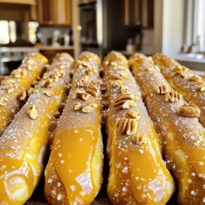 To make your Fall Pretzel Rods, gather these core items: - 1 cup warm water (about 110°F) - 1 packet active dry yeast (2 ¼ teaspoons) - 3 tablespoons brown sugar - 2 ½ cups all-purpose flour - 1 teaspoon salt - ½ cup baking soda (for boiling) These ingredients create a soft, chewy dough. The warm water helps the yeast activate. Brown sugar adds a touch of sweetness to balance the salt. Now, let’s talk toppings! You can make your pretzel rods festive with these: - ½ cup granulated sugar - 1 tablespoon ground cinnamon - ½ cup chopped pecans or walnuts (optional) - ½ cup caramel sauce (for drizzling) The sugar and cinnamon mix gives your pretzels a warm, spicy flavor. Chopped nuts add a nice crunch, while caramel sauce makes them even more delightful. For this fun activity, use these tools: - Large mixing bowl - Slotted spoon - Parchment paper - Baking sheet - Kitchen towel These items help you mix, shape, and bake your pretzel rods. The parchment paper keeps them from sticking, making cleanup easy too. With these ingredients, toppings, and tools, you are ready to create your Fall Pretzel Rods. For the full recipe, follow the instructions closely to ensure perfect results! Start by mixing warm water, yeast, and brown sugar in a large bowl. Let it sit for about five minutes. You should see bubbles form at the top. This shows the yeast is alive! Next, add all-purpose flour and salt to the yeast mixture. Stir it until a dough forms. If the dough feels too sticky, add a bit more flour. Knead the dough on a floured surface for about five minutes. It should feel smooth and elastic. Place the dough in a greased bowl, cover it, and let it rise for one hour. It will double in size. Once the dough has risen, preheat your oven to 425°F (220°C). Prepare a baking sheet with parchment paper. Now, bring eight cups of water and the baking soda to a gentle boil in a large pot. Divide the dough into twelve equal pieces. Roll each piece into a long rod, about six to eight inches long. Carefully drop each rod into the boiling water for about thirty seconds. Use a slotted spoon to remove them and place them on the prepared baking sheet. In a small bowl, mix granulated sugar and ground cinnamon. Sprinkle this mixture over each pretzel rod. If you like nuts, add them on top. Bake the pretzel rods in the preheated oven for twelve to fifteen minutes. They should turn golden brown. Once baked, let them cool slightly. Drizzle warm caramel sauce over the pretzel rods before serving. Enjoy these festive treats! You can find the Full Recipe for more details. To get a soft and chewy bite, knead the dough well. Aim for about five minutes. If the dough is sticky, sprinkle in a little more flour. This helps the dough hold its shape. After rising, it should feel smooth and elastic. Boiling the pretzel rods is key to their unique texture. Use a large pot with enough water. Add baking soda for that classic pretzel taste. Boil each rod for about 30 seconds. This step gives them a nice brown color when baked. Be sure to use a slotted spoon for easy removal. Toppings can make your pretzel rods pop! Mix granulated sugar and cinnamon for a sweet touch. For a nutty crunch, add chopped pecans or walnuts. Drizzle with caramel sauce for extra flavor. Get creative! You can even use sprinkles or melted chocolate to celebrate the season. For the full recipe, check above. {{image_2}} You can make fall pretzel rods even better with seasonal flavors. Try adding pumpkin spice to the sugar mix. Mix in 1 teaspoon of pumpkin pie spice for a warm taste. You can also dip the rods in white chocolate. This adds a sweet touch that pairs well with nuts. If you love caramel, drizzle more over the top. You can use different toppings like crushed candy corn or toffee bits. Each bite will taste like fall. Making vegan pretzel rods is easy. Replace regular butter with coconut oil or vegan butter. Use plant-based milk instead of water for a richer taste. For gluten-free options, swap all-purpose flour with gluten-free flour. Make sure to choose a blend that works for baking. Both options keep the pretzel rods tasty and fun for everyone. You will not miss the traditional versions. Decorating your fall pretzel rods is a fun way to impress guests. Use themed sprinkles like leaves or pumpkins. You can also wrap them in colored cellophane for a gift look. Tie the ends with twine or ribbon for a rustic feel. Arrange the rods in a festive basket with mini pumpkins. This creates a stunning centerpiece for your table. The fun designs will delight kids and adults alike. Enjoy making your fall treat even more festive! To keep leftover pretzel rods fresh, place them in an airtight container. Make sure to store them at room temperature. This keeps them from becoming soggy. You can also wrap them in plastic wrap for extra protection. They will stay fresh for about three days. If you want to store pretzel rods for longer, freezing is a great option. Wrap each rod in plastic wrap and place them in a freezer bag. They can last for up to three months in the freezer. To reheat, simply thaw the rods in the fridge overnight. Then, warm them in the oven at 350°F for about 5 minutes. This will help restore their crispiness. To maintain freshness, avoid storing pretzel rods in a humid place. Keep them away from direct sunlight as well. If you add toppings like caramel, eat them sooner. The moisture from the toppings can make the pretzels soft. For the best taste, consume your Fall Pretzel Rods soon after making them. For more details, check out the Full Recipe. Yes, you can use many types of chocolate. Dark, milk, or white chocolate all work well. Each type gives a unique taste and look. You might want to try chocolate melts for easy melting. They come in fun colors, too! Just melt the chocolate gently in a microwave or a double boiler. Dip your pretzel rods and let them cool until set. Freshly made pretzel rods last about 3 days at room temperature. Store them in an airtight container to keep them soft. You can also keep them in the fridge for up to a week. If you need to store them longer, freeze them. They can last for about 2 months in the freezer. Just wrap them well in plastic wrap. Serve pretzel rods on a nice plate or a festive tray. They look great at parties or gatherings. You can also place them in mason jars for a cute display. Pair them with dips like caramel or chocolate sauce for extra fun. Guests will love to dip and enjoy these tasty treats together! For a full recipe, check out the detailed instructions above. You learned how to make tasty fall pretzel rods. We covered the main ingredients, toppings, and tools. I shared step-by-step instructions, tips for texture, and variations. You can customize flavors and enjoy seasonal fun. Remember to store any leftovers properly to keep them fresh. These pretzel rods are simple and fun for everyone. I hope you try making them soon!