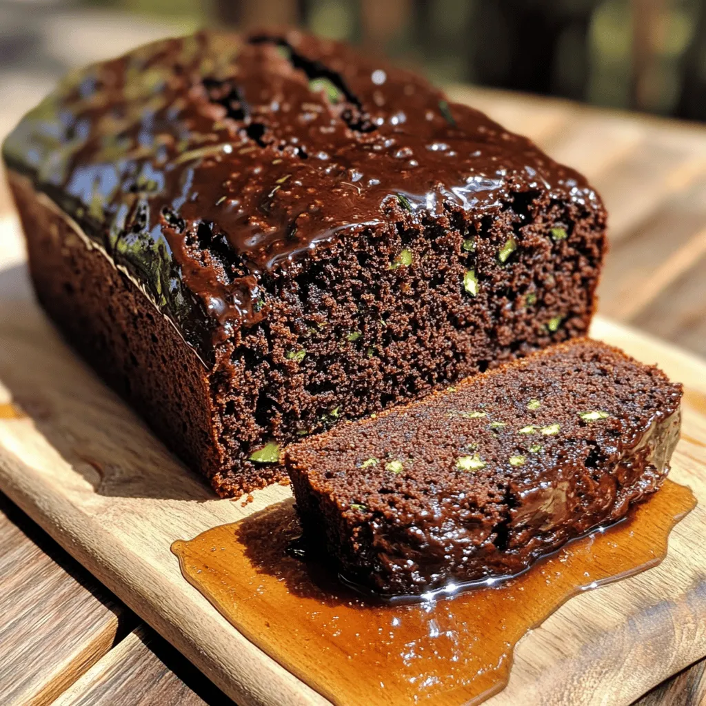 To make this loaf, you need just four simple ingredients: - 2 cups finely grated zucchini (about 2 medium-sized zucchini) - 1 cup unsweetened cocoa powder - 1 cup maple syrup - 2 cups all-purpose flour Each ingredient plays a key role. The zucchini adds moisture and keeps the loaf soft. Cocoa powder brings that rich chocolate taste. Maple syrup adds sweetness and a hint of flavor. Flour gives the loaf structure. Using fresh zucchini is important. Look for firm, shiny skin and no soft spots. This ensures your loaf will be moist. Choose high-quality cocoa powder for the best flavor. Pure maple syrup is better than pancake syrup. It has a deeper taste that enhances the loaf. For the flour, all-purpose works best. It balances the texture without being too dense. If you have dietary needs, don't worry! You can swap ingredients easily. For gluten-free eaters, use a gluten-free flour blend. This keeps the texture light and fluffy. If you want a lower-sugar option, try using agave syrup instead of maple syrup. It still adds sweetness without being too heavy. For a vegan version, ensure your flour is free from animal products. You can also use flax eggs if you need an egg substitute. This 4 Ingredient Chocolate Zucchini Loaf is versatile and fun to make. You can adjust it to fit your tastes and needs! For the full recipe, check out the details above. To start, gather your ingredients. You need zucchini, cocoa powder, maple syrup, and flour. Grate the zucchini finely. You want it to blend well in the loaf. In a large bowl, mix the grated zucchini with the maple syrup. Stir until they combine smoothly. Next, sift in the cocoa powder and flour. Mix gently. You want a smooth batter, so don’t overmix. Just combine until no dry flour remains. This step is key to a tasty loaf. Preheat your oven to 350°F (180°C). Grease a 9x5 inch loaf pan or line it with parchment paper. This makes it easy to remove the loaf later. Pour the batter into the pan. Spread it evenly with a spatula. Place the pan in the oven and bake for 50-60 minutes. The time may vary slightly based on your oven. To check if your loaf is done, use a toothpick. Insert it into the center of the loaf. If it comes out clean, your loaf is ready. If there is batter on the toothpick, bake for a few more minutes. Let the loaf cool in the pan for 10 minutes. Then, transfer it to a wire rack. This keeps the bottom from getting soggy. Enjoy your delicious creation! For the full recipe, refer back to the earlier section. Mixing the batter right will make your loaf great. Start by grating the zucchini finely. This helps it blend well with other ingredients. In a large bowl, combine the zucchini and maple syrup first. Stir until you see a smooth mix. Next, sift the cocoa powder and flour into the bowl. Sifting helps avoid lumps. Mix gently. Stop as soon as there is no dry flour left. Overmixing can make the loaf tough. One big mistake is not prepping the zucchini. Make sure to squeeze out extra water from the grated zucchini. Too much water will make the loaf soggy. Another mistake is baking at the wrong heat. Always preheat your oven to 350°F (180°C). If your oven runs hot, check the loaf early. You want a toothpick to come out clean after 50-60 minutes. To boost flavor, consider adding some spices. A pinch of cinnamon or nutmeg can work wonders. You can also mix in vanilla extract for a sweet note. For texture, try adding chopped nuts or chocolate chips. They add crunch and richness. Just fold them in gently at the end. For the full recipe, visit the [Full Recipe] link. {{image_2}} You can easily add nuts or chocolate chips to your loaf. Walnuts or pecans work great. They add a nice crunch and extra flavor. You can also use dark or milk chocolate chips for more sweetness. Just fold them into the batter before pouring it into the pan. This simple addition makes each slice even more delicious. If you need a gluten-free option, swap the all-purpose flour. You can use a gluten-free flour blend instead. Make sure it is a 1:1 substitute. This way, you keep the same texture and taste. Other options include almond flour or coconut flour. Just remember to adjust the liquid in your recipe. These flours absorb more moisture, so you may need to add a bit of water or milk. Spices can take your loaf to the next level. Try adding a pinch of cinnamon or nutmeg for warmth. You can also add a splash of vanilla extract for a lovely aroma. These small tweaks can make a big difference. Experiment with different flavors to find what you love best. Each twist can create a unique version of this already tasty loaf. To keep your chocolate zucchini loaf fresh, wrap it tightly in plastic wrap. You can also place it in an airtight container. This helps keep moisture in and prevents it from drying out. Store it at room temperature for up to two days. If you want to keep it longer, consider freezing it. To freeze your loaf, ensure it is completely cool. Wrap it in plastic wrap, then place it in a freezer bag. This helps prevent freezer burn. When you're ready to eat, take it out and let it thaw in the fridge overnight. You can also thaw it at room temperature for a few hours. Chocolate zucchini loaf stays fresh for about 3 days at room temperature. If you freeze it, it can last up to three months. Always check for mold or an off smell before eating. For the best taste, enjoy it within a week. The flavors will be at their peak. For more detailed steps, check the Full Recipe. Yes, you can. Honey or agave syrup works well too. These sweeteners add a nice flavor. Choose one that you like best. Keep in mind that this may change the taste a bit. If you use a different sweetener, adjust the amount to match your taste. Check the texture before you mix it in. If it feels very wet or mushy, it’s too watery. You can squeeze out some liquid using a clean cloth or paper towel. This helps keep your loaf from being too soggy. Remember, you want the zucchini to add moisture, not overwhelm it. Yes, this recipe is vegan-friendly! It uses no eggs or dairy. The main ingredients are all plant-based. This makes it a great option for vegans. You can enjoy a tasty treat without any animal products. For the full recipe, check out the details above. This blog post covered how to make a tasty, 4-ingredient chocolate zucchini loaf. We explored key ingredients, tips for mixing, and baking steps. I shared ways to customize the loaf for your diet and preferences. Plus, we discussed storage tips to keep it fresh longer. In closing, this recipe is simple and adaptable. Make it your own, and share it with others. Enjoy baking and savor the delicious results!
