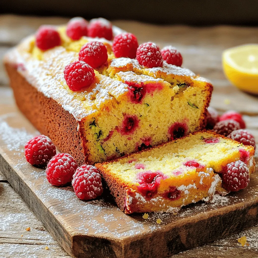 When crafting Lemon Raspberry Zucchini Bread, having the right ingredients is key. Here’s what you need: - Zucchini: 1 medium, grated (about 1 cup) - Raspberries: 1 cup, fresh or frozen - Flours: 1 cup all-purpose, 1/2 cup whole wheat - Leavening Agents: 1 teaspoon baking powder, 1/2 teaspoon baking soda - Seasonings: 1/4 teaspoon salt, 1/2 teaspoon ground cinnamon - Sugars: 1/2 cup granulated, 1/4 cup brown sugar, packed - Eggs: 2 large - Oils & Flavorings: 1/3 cup vegetable oil, 1 teaspoon vanilla extract - Citrus: Juice and zest of 1 lemon - Optional Add-ins: 1/4 cup chopped walnuts or almonds These ingredients bring together a delightful mix of flavors. The zucchini keeps the bread moist, while the raspberries add a burst of sweetness. The lemon juice and zest brighten up the loaf, making each bite refreshing. Using both all-purpose and whole wheat flour gives the bread a nice texture. The eggs bind everything together, ensuring a perfect rise. You can choose fresh or frozen raspberries based on your preference and what you have on hand. If you want some crunch, add walnuts or almonds. To make this treat, gather all these ingredients. I recommend prepping them ahead of time. It makes mixing easier and quicker. You can find the full recipe to see how to mix and bake these ingredients into a delicious loaf! Zucchini Grating Techniques To prepare the zucchini, wash it well and then grate it using a box grater. This method creates fine shreds that mix easily into the batter. You can leave the skin on for added color and nutrients. Make sure to squeeze out excess moisture using a clean kitchen towel. This step helps keep the bread from becoming too wet. Berry Handling: Fresh vs. Frozen If you use fresh raspberries, rinse them gently and let them dry on a towel. If you prefer frozen raspberries, thaw them first and drain any excess liquid. Frozen berries may break apart more easily, so handle them with care. Both fresh and frozen options work well, but fresh may give a brighter flavor. Measuring Dry and Wet Ingredients Use dry measuring cups for the flour and sugar. Spoon the flour into the cup and level it off with a knife for accuracy. For wet ingredients like oil and lemon juice, use a liquid measuring cup. Pour with care to ensure you get the right amounts. Combining Dry Ingredients In a medium bowl, whisk together the all-purpose flour, whole wheat flour, baking powder, baking soda, salt, and cinnamon. This mix helps evenly distribute the leavening agents and spices, ensuring a well-risen loaf. Set this bowl aside for later. Whisking Wet Ingredients In a large bowl, combine the granulated sugar, brown sugar, eggs, vegetable oil, lemon juice, lemon zest, and vanilla extract. Use a whisk to mix these ingredients until they look smooth and creamy. This step adds richness and flavor to your bread. Folding in Zucchini and Berries Gently fold the grated zucchini and raspberries into the wet mixture. Use a spatula to combine the ingredients without breaking the berries. Be careful not to over-mix, as this can make the bread tough. A few lumps are okay! Pouring Batter into Loaf Pan Once mixed, pour the batter into a greased 9x5-inch loaf pan. Use a spatula to smooth the top. This helps ensure even baking and a nice shape. Baking Time and Temperature Bake your bread in a preheated oven at 350°F (175°C) for about 50-60 minutes. Check for doneness by inserting a toothpick into the center. If it comes out clean or with just a few crumbs, your bread is ready. Cooling Instructions After baking, remove the pan from the oven and let it cool for about 10 minutes. Then, transfer the bread to a wire rack to cool completely. This step helps prevent soggy bottoms and allows for better slicing. Enjoy your Lemon Raspberry Zucchini Bread! For the exact recipe, check the Full Recipe above. Avoiding Over-Mixing for Texture When making Lemon Raspberry Zucchini Bread, mixing too much can ruin the texture. Mix just enough until the dry and wet ingredients blend. A few lumps are okay. This keeps the bread light and fluffy. Ensuring Proper Baking Time Baking time is crucial for perfect bread. Check at 50 minutes, but it may take up to 60 minutes. Insert a toothpick in the center. If it comes out clean, your bread is ready. If it has wet batter, give it more time. Serving Suggestions Serve the bread warm or at room temperature. Slice it into thick pieces. Placing it on a rustic wooden board adds charm. You can also pair it with tea or coffee for a delightful treat. Garnishing for Visual Appeal To make your bread look special, add a few fresh raspberries on top. A light dusting of powdered sugar adds a sweet touch. If you want extra flavor, drizzle a simple lemon glaze over the slices. Issues with Moisture Levels Too much moisture can make your bread soggy. Make sure to drain excess water from the grated zucchini before mixing. This ensures the right balance of moisture. Overbaking or Undercooking Tips Overbaking can dry out your bread. Keep an eye on it as it bakes. If you underbake, the center will be gooey. Always test with a toothpick to find the sweet spot for doneness. For the full recipe, click here [Full Recipe]. {{image_2}} You can change the berries to create new flavors. Strawberries or blueberries work great. If you want a twist, try mixing a few strawberries with the raspberries. You will enjoy a sweet and tart bread. Blueberries add a lovely burst of flavor too. You can also switch up the citrus. Instead of lemon, use orange or lime. Both add a unique taste that pairs well with the zucchini. Orange zest gives a sweet and bright flavor. Lime adds a nice tang. If you want a healthier bread, you can substitute the flour. Use Whole30 compliant or gluten-free flour instead. Almond flour or coconut flour can work well. They keep the bread moist and tasty. To cut down on sugar, use ripe bananas or unsweetened applesauce. You can reduce the granulated sugar by half. Your bread will still taste great without all the sweetness. For vegan options, replace eggs with flaxseed or applesauce. Mix one tablespoon of flaxseed meal with three tablespoons of water. Let it sit for a few minutes until it thickens. This mixture works well for binding the ingredients. You can also use dairy-free milk instead of regular milk. Almond milk or oat milk are great choices. They keep the bread moist without adding dairy. You can find the complete recipe in the full recipe section. Enjoy exploring these tasty variations! You can store leftover lemon raspberry zucchini bread in two ways: at room temperature or in the fridge. - Room Temperature: Wrap the loaf in plastic wrap or foil. This method keeps the bread soft and moist. - Refrigeration: If you want to keep it longer, place it in an airtight container in the fridge. This slows down spoilage. Best Storage Containers: Use a glass or plastic container with a tight lid. This helps keep moisture in and air out. Freezing is a great option for long-term storage of this bread. - How to Freeze for Long-Term Storage: First, let the bread cool completely. Then, wrap it tightly in plastic wrap. After that, place it in a freezer-safe bag. Label the bag with the date. - Thawing Tips for Best Quality: To enjoy your bread at its best, thaw it in the fridge overnight. This keeps it moist and fresh. You can also leave it out at room temperature for a few hours. Understanding shelf life helps you enjoy your bread at its best. - Duration for Storing at Room Temperature: When stored at room temperature, the bread stays fresh for about 2-3 days. Just make sure it stays wrapped. - Best Practices for Maintaining Freshness: Keep the bread in a cool, dry place. Avoid exposing it to heat or sunlight, as this can dry it out. Enjoy your lemon raspberry zucchini bread fresh and flavorful by following these storage tips! For the full recipe, check the earlier sections. Yes, you can use frozen raspberries. First, thaw them before adding to the batter. To thaw, place the frozen raspberries in a bowl at room temperature for about 30 minutes. This helps keep the berries soft and juicy. Just be sure to gently fold them in to avoid breaking them apart. You can easily make this recipe gluten-free. Use a gluten-free flour blend as a substitute. Look for blends that include xanthan gum for better texture. Almond flour and coconut flour can also work, but you may need to adjust the liquid in the recipe. Start with a 1:1 ratio and then tweak as needed. To keep Zucchini Bread moist and fresh, wrap it in plastic wrap or foil. Store it at room temperature for up to three days. If you want to keep it longer, place it in the fridge, where it can last for about a week. You can also freeze it for up to three months. Just slice before freezing for easy servings. In summary, this post shared a simple recipe using zucchini and raspberries. We covered ingredient preparation, mixing methods, and baking tips. You learned how to avoid common mistakes and enhance your bread with flavor variations. You now know how to store leftovers and keep them fresh. Baking should be fun and rewarding. Don’t hesitate to experiment with flavors and techniques. Enjoy your delicious creation and share it with friends or family!