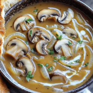 For the best flavor, choose fresh mushrooms. I like to use button and shiitake mushrooms. Button mushrooms are mild and soft. Shiitake mushrooms add a rich, earthy taste. Slice them evenly for a nice texture in the soup. You need about 2 cups total of these mushrooms, sliced. This mix creates a great depth of flavor. Spices make the soup pop. Use smoked paprika for a deep, smoky taste. It gives the soup warmth and richness. Dried thyme adds a hint of earthiness. You only need 1 teaspoon of each spice. Don’t forget to add salt and pepper to taste. These simple spices transform the dish into a comforting bowl of goodness. For creaminess, you can use milk or a dairy-free alternative. I recommend whole milk for a rich flavor. If you prefer dairy-free, almond or oat milk works well. You will need 1 cup in total. Flour helps thicken the soup for a hearty texture. Use 2 tablespoons of flour mixed with a bit of milk to create a slurry. This step makes sure your soup is smooth. For the complete recipe, check out [Full Recipe]. Start by washing your mushrooms well. I like to use both button and shiitake mushrooms for a mix of flavors. Slice them thinly. Next, finely chop the onion and mince the garlic. This step is key for a good base. The onion adds sweetness, while the garlic gives it depth. Heat olive oil in a large pot over medium heat. Once hot, add the chopped onion. Sauté for about five minutes until it turns translucent. Then, add the minced garlic. Stir for about a minute until you smell that lovely aroma. Now, toss in the sliced mushrooms. Cook them for about 7-10 minutes. Stir occasionally to brown them evenly. The mushrooms will release water, which helps build flavor. Sprinkle in smoked paprika and dried thyme. These spices give the soup its signature taste. Pour in the vegetable broth and soy sauce. Bring the mixture to a gentle simmer and let it cook for around 10 minutes. To thicken the soup, grab a small bowl. Mix the flour with a bit of milk to make a slurry. This helps avoid lumps. Slowly whisk this mixture back into the pot, followed by the rest of the milk. Stir continuously to blend everything well. Now, reduce the heat to low. Allow the soup to thicken for another 5-7 minutes. Season with salt and pepper to taste. After that, remove the pot from the heat and let it sit for a few minutes. Your hearty Hungarian mushroom soup is almost ready! Remember to check out the Full Recipe for all the details. Choose fresh mushrooms for the best taste. I like a mix of button and shiitake mushrooms. Button mushrooms add a mild flavor. Shiitake mushrooms bring a rich, earthy taste. Look for firm mushrooms with no dark spots. Fresh mushrooms should smell pleasant, not sour. You can change the soup's thickness easily. For a thicker soup, add more flour when cooking. Mix flour with a bit of milk first to avoid lumps. For a creamier texture, use more milk. If you want a lighter soup, use less milk or a dairy-free option. To boost flavor, I suggest adding fresh herbs like thyme or parsley. A splash of lemon juice can brighten the taste too. If you like spice, add a pinch of cayenne pepper. You can also use a splash of soy sauce for depth. Experiment with these tips to find your perfect flavor balance. For the full recipe, check out Mushroom Delight: Hungarian Comfort Soup. {{image_2}} If you want a vegan version of Hungarian mushroom soup, you can easily make some swaps. First, use vegetable broth instead of chicken broth. Replace the milk with a dairy-free option like almond or oat milk. These alternatives will keep the soup creamy and rich while being kind to your diet. You can also skip the flour or use cornstarch to thicken the soup. This way, you can enjoy all the flavors without any dairy. To change up the flavor, think about using different mushrooms. Try adding portobello or enoki mushrooms for a new twist. You can also mix in some fresh herbs like dill or tarragon to add depth. If you like heat, toss in a pinch of cayenne pepper or some red pepper flakes. For a more savory taste, consider adding a splash of balsamic vinegar. Each ingredient can give your soup a fresh touch. Seasonal ingredients can make this soup even better. In the fall, add some pumpkin or squash for sweetness. In the spring, throw in some fresh peas or asparagus for a pop of color and freshness. You can also mix in some cooked grains like barley or quinoa to make it heartier. These add-ins not only boost the nutrition but also make the dish more filling. By using seasonal ingredients, you can enjoy the soup all year round, each time with a new flavor. After making Hungarian mushroom soup, let it cool. Cooling helps keep it safe to eat later. Place the soup in a shallow bowl to cool quickly. Once it is at room temperature, cover it well. Use an airtight container or plastic wrap. Store the soup in the fridge. It will stay fresh for about three days. If you want to save the soup for longer, freezing is a great option. First, let the soup cool down completely. Then, pour it into freezer-safe containers. Leave some space at the top for expansion. You can also use freezer bags for easy storage. When you are ready to eat, simply thaw it overnight in the fridge. It will stay good for up to three months in the freezer. To reheat your soup, use a pot on the stove. Heat it over medium-low heat. Stir it often to keep it from sticking. You can also use the microwave. Pour the soup into a microwave-safe bowl. Heat it in short bursts, stirring in between. If the soup seems too thick, add a splash of water or broth. This will help bring back its creamy texture. Always taste it before serving to adjust the seasoning if needed. Enjoy this flavorful dish again! Check out the full recipe for more tips. I prefer using fresh button and shiitake mushrooms. Button mushrooms add a mild taste. Shiitake mushrooms bring a rich, earthy flavor. Together, they create a well-rounded base for the soup. You can also try cremini mushrooms for a deeper flavor. Mixing different types adds more depth to your dish. Yes, you can make this soup ahead of time. It tastes even better after resting. Make the soup, let it cool, and store it in the fridge. You can keep it for up to three days. Just reheat on the stove before serving. If you want, you can also freeze it for later use. Thaw it overnight in the fridge before reheating. This soup pairs well with crusty bread or a simple salad. A fresh garden salad can balance the richness of the soup. You can also serve it with a sprinkle of fresh parsley for color. For a heartier meal, add a side of roasted vegetables. This combination makes for a comforting and satisfying experience. You can find the full recipe and more tips to enhance your meal. In this blog post, we explored the key ingredients for Hungarian Mushroom Soup. I shared how to select fresh mushrooms and essential herbs. You learned step-by-step instructions on preparing and cooking, plus tips for thickening the soup. Finally, I highlighted variation ideas, storage tips, and answered common questions. Making this soup is fun and rewarding. Enjoy trying new flavors and techniques in your kitchen. Your next batch of soup will be a hit!