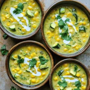 - Zucchini: Use 2 medium zucchinis. Chop them into small pieces. They add a mild flavor and nice texture. - Corn Kernels: You need 1 cup of fresh or frozen corn. Corn adds sweetness and a pop of color. - Onion and Garlic: One small onion, diced, and 2 garlic cloves, minced. These give the chowder depth and aroma. - Vegetable Broth: Use 4 cups of vegetable broth. This forms the base of the chowder. It enhances flavor and makes it hearty. - Coconut Milk: One cup of coconut milk gives a creamy texture. It also adds a subtle sweetness. - Spices: You will need 1 teaspoon of smoked paprika and 1 teaspoon of cumin. These spices give warmth and a smoky note. Add salt and pepper to taste. - Fresh Cilantro: Use fresh cilantro for garnish. It adds brightness and color. - Drizzle of Coconut Milk: A little extra coconut milk on top looks nice. It also enhances the creaminess of the dish. For the full recipe, be sure to check the complete cooking instructions and ingredient details. Sautéing the Onions and Garlic Start by heating two tablespoons of olive oil in a large pot over medium heat. Add one small diced onion and cook it for about five minutes. You want it to turn soft and translucent. Next, add two minced garlic cloves. Stir for one minute until you smell that lovely garlic aroma. Adding Zucchini and Potatoes Now, it’s time for the star veggies! Toss in two medium chopped zucchinis and one medium peeled and diced potato. Sauté these for about five to seven minutes. They should start to soften but still hold their shape. Incorporating Corn and Spices Once your veggies are ready, stir in one cup of corn kernels. You can use fresh or frozen corn, whichever you have. Then add one teaspoon of smoked paprika and one teaspoon of cumin. Season with salt and pepper to taste. Mix everything well so the spices coat the veggies. Simmering the Mixture Pour in four cups of vegetable broth and bring the chowder to a boil. Once it’s bubbling, reduce the heat. Let the chowder simmer for 15 to 20 minutes. The goal is for the potatoes and zucchinis to become tender but not mushy. Using an Immersion Blender After simmering, it’s time to blend! Remove the pot from heat. Use an immersion blender to puree about half of the chowder. This gives it a creamy texture while keeping some chunks. Returning Chowder to the Pot If you don’t have an immersion blender, carefully transfer half of the chowder to a regular blender. Blend it well, then return it to the pot. Stir in one cup of coconut milk and heat for an additional five minutes. This will meld all the flavors together. Enjoy the chowder warm, garnished with fresh cilantro and a drizzle of extra coconut milk. For the full recipe, check the earlier section. Adjusting Spices Start with the spices in the recipe. You can add more or less smoked paprika or cumin to match your taste. If you love heat, try adding a pinch of cayenne pepper. This will give your chowder a nice kick. Always taste as you go. Small adjustments can make a big difference. Using Fresh Corn vs. Frozen Fresh corn adds a sweet crunch. If you use frozen corn, it’s just as good. Frozen corn is sweet and convenient. Both options work well, but fresh corn shines in flavor. If it’s in season, go for fresh! Blending Techniques To get the right texture, blend the chowder carefully. I like to use an immersion blender. It lets you control how smooth or chunky your chowder is. Blend half of it for a creamy base, but leave some chunks for texture. If you don’t have an immersion blender, pour half into a regular blender, then mix it back. Cooking Time Variations Cooking times can change based on your stove and pot. Always check your veggies. They should be tender, but not mushy. If you need more time, keep simmering. Just be careful not to overcook the zucchini. Best Accompaniments Crusty bread pairs nicely with your chowder. It helps soak up all that creamy goodness. You can also serve it with a light salad for balance. A sprinkle of fresh cilantro on top adds a lovely touch. Presentation Ideas Serve your chowder in deep bowls. This makes it look inviting. Top with fresh cilantro and a drizzle of coconut milk. This adds color and makes it pop. Don’t forget to enjoy it warm for the best taste! {{image_2}} You can change the vegetables in this chowder. Try adding diced bell peppers, carrots, or even spinach. Each swap brings a new taste. You can also use other squash, like yellow squash. Mix and match to find your favorite blend. Using cream instead of coconut milk is another option. Cream will give the chowder a rich flavor. If you want a dairy-free choice, stick with the coconut milk. Both work well, so choose what you like best! To spice things up, add jalapeños or red pepper flakes. Chop fresh jalapeños and stir them in while cooking. For a milder heat, add red pepper flakes. Adjust the amount based on your spice level. Using spicy sausage also adds great flavor. Cook the sausage first, then add it to the chowder. This gives the dish a hearty touch. Be sure to choose a sausage with the right spice for your taste. If you want a vegan version, skip the cream. Use vegetable broth and coconut milk instead. This keeps the chowder creamy and dairy-free. For gluten-free options, check your broth. Most vegetable broths are gluten-free, but always read labels. You can enjoy this chowder without worry. It’s hearty and safe for gluten-free diets. These variations will help you get creative. Customize this chowder to suit your tastes or needs. Enjoy exploring different flavors! For the full recipe, check out the main section. Refrigeration Tips You can store leftover chowder in an airtight container. Keep it in the fridge for up to three days. Let it cool before sealing. This keeps the flavor fresh. Freezing the Chowder If you want to save it longer, freezing is a great option. Pour the cooled chowder into freezer-safe bags. Remove as much air as you can. It can last for up to three months in the freezer. Best Practices for Quality When you reheat chowder, do it gently. Use low heat to avoid burning. Stir it often to keep the texture nice and smooth. Microwave vs. Stovetop You can use either method. For the microwave, heat in short bursts. Stir after each burst. For stovetop, use low heat and stir frequently. This way, you maintain the chowder's creamy goodness. Freshness Duration When stored properly, chowder lasts about three days in the fridge. If you freeze it, you can enjoy it for up to three months. Signs of Spoilage Check for off smells or changes in color. If it looks or smells bad, it’s best to toss it. Always trust your senses! Yes, you can use almond milk or regular dairy milk in this chowder. Both options will work well. If you're looking for a rich flavor, regular milk is great. Almond milk is a good choice for a lighter option. It may change the taste slightly, but it will still be delicious. To thicken your chowder without using flour, try these tips: - Blend more of the chowder to make it creamy. - Add mashed potatoes for extra body. - Use less broth for a thicker base. These methods keep the chowder smooth without losing flavor. Yes, you can make this chowder ahead of time. Here are some best methods: - Cook the chowder and cool it completely before storing. - Place it in an airtight container in the fridge for up to three days. - You can also freeze it in portions for longer storage. Just thaw and reheat when ready to serve. For detailed cooking and ingredient information, check the Full Recipe section. You learned how to make a delicious chowder with simple ingredients. Zucchini, corn, and spices create great flavor. Blending gives it a smooth texture. You can tweak it with extra veggies or spice for more kick. Remember to store leftovers properly and reheat carefully. This chowder makes for a hearty meal. Making it your own is part of the fun. Try different flavors and enjoy every spoonful. Happy cooking!