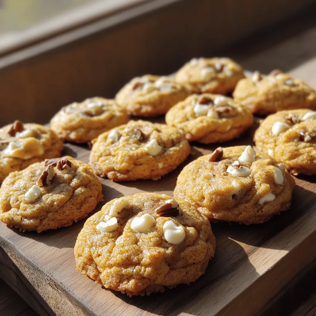 To make Pumpkindoodle cookies, you will need some simple ingredients. Here is the list: - 1 cup pumpkin puree - 1/2 cup unsalted butter, softened - 1 cup brown sugar, packed - 1/2 cup granulated sugar - 1 large egg - 1 teaspoon vanilla extract - 2 cups all-purpose flour - 1 teaspoon baking soda - 1 teaspoon ground cinnamon - 1/2 teaspoon ground nutmeg - 1/4 teaspoon ground ginger - 1/4 teaspoon salt - 1/2 cup white chocolate chips (optional) - 1/2 cup chopped pecans or walnuts (optional) These ingredients create a cozy and warm flavor. The pumpkin puree gives the cookies a lovely color and taste. Butter adds richness. Brown sugar makes them soft and chewy. Granulated sugar helps them spread nicely. The egg binds everything together. Vanilla adds a sweet touch. Spices like cinnamon and nutmeg bring warmth. You can choose to add white chocolate or nuts for extra texture. Both options make the cookies even more delightful. For the full recipe, check the instructions later in this article. Enjoy gathering your ingredients; each one plays a role in making these cookies special! Start by preheating your oven to 350°F (175°C). This step is key for even baking. While the oven heats, line a baking sheet with parchment paper. This keeps the cookies from sticking. In a large bowl, combine 1/2 cup softened butter, 1 cup brown sugar, and 1/2 cup granulated sugar. Use an electric mixer to beat them together until light and fluffy. This should take about 2-3 minutes. Next, add 1 cup pumpkin puree, 1 large egg, and 1 teaspoon vanilla extract. Mix until everything is well combined. In another bowl, whisk together 2 cups all-purpose flour, 1 teaspoon baking soda, 1 teaspoon ground cinnamon, 1/2 teaspoon ground nutmeg, 1/4 teaspoon ground ginger, and 1/4 teaspoon salt. Gradually add this dry mixture to the wet ingredients. Stir just until everything is mixed. Don’t overmix, or your cookies may be tough. Use a cookie scoop or a spoon to drop tablespoon-sized balls of dough onto your prepared baking sheet. Leave about 2 inches between each ball. Bake in your preheated oven for 10-12 minutes. The edges should be set, and the centers will look soft. After baking, let the cookies cool on the baking sheet for about 5 minutes. Then, transfer them to a wire rack to cool completely. Enjoy your cozy treat! For the full recipe, check out the details above. To get the best texture, start with room temperature butter. This helps the butter mix well with sugar. Cream the butter and sugars until light and fluffy. This step adds air and keeps cookies soft. Don’t overmix the dough. Mix just until you see no dry flour. This helps the cookies stay tender. You can swap pumpkin puree for applesauce if you want a lighter cookie. For a dairy-free option, use coconut oil instead of butter. If you need to avoid gluten, use a gluten-free flour blend. You can also use maple syrup instead of sugars for a unique flavor. Set your oven to 350°F (175°C) for even baking. Bake the cookies for 10-12 minutes. Watch closely as baking times can vary by oven. The edges should be set, but the centers can look soft. This will create a chewy texture. Let them cool on the sheet for a few minutes before moving them. {{image_2}} You can make your pumpkindoodle cookies even more fun! Adding mix-ins gives each cookie a unique taste. Consider using: - White chocolate chips - Dark chocolate chips - Chopped pecans - Chopped walnuts - Dried cranberries - Raisins These mix-ins add texture and surprise. Just fold them in gently after mixing your dough. This step makes your cookies special and personal. If you have dietary needs, don't worry! You can still enjoy these cookies. For a gluten-free version, replace all-purpose flour with a gluten-free blend. Many blends work well. Just ensure it has a binding agent. For a vegan option, swap the butter with coconut oil or vegan butter. Use a flax egg instead of a regular egg. To make a flax egg, mix one tablespoon of ground flaxseed with three tablespoons of water. Let it sit for a few minutes until it thickens. You can play with spices to make these cookies your own. If you like a stronger kick, add more cinnamon or nutmeg. For a twist, try adding: - Pumpkin spice mix - Allspice - Cardamom These spices bring warmth and depth to the cookies. You can also experiment with extracts. A splash of almond or maple extract can create a whole new flavor profile. Feel free to try your ideas! Each change can lead to a new favorite cookie. Discover the joy of personalizing your pumpkindoodle cookies! For the full recipe, check out the earlier section. You want to keep your pumpkindoodle cookies fresh and tasty. Let them cool completely first. Then, place them in an airtight container. This keeps them soft and chewy. You can store them at room temperature for up to five days. If you live in a humid area, use the fridge. It helps prevent them from getting too soft. Freezing is a great way to save extra cookies. Start by cooling the cookies as before. Then, place them on a baking sheet in a single layer. Freeze them for about an hour. After that, move them to a freezer-safe bag. They can last up to three months in the freezer. When you want to eat one, just take it out and let it thaw. To keep your cookies fresh, avoid mixing them with other types. Different cookies can share their flavors. If you want to keep them longer, use parchment paper between layers. This helps prevent sticking. Check your cookies often to make sure they stay soft. For the full recipe, refer back to the ingredients and steps listed earlier. Pumpkindoodle cookies stand out due to their warm fall flavors. They blend pumpkin puree with spices like cinnamon and nutmeg. This mix creates a cozy taste perfect for autumn. The soft texture makes each bite feel like a hug. Adding white chocolate chips or nuts adds a delightful crunch. This combination of flavors gives these cookies a unique twist on classic snickerdoodles. Yes, you can make these cookies ahead of time! Prepare the dough and chill it in the fridge for up to 24 hours. Chilling helps the flavors meld, making the cookies even better. You can also freeze the dough in balls for up to three months. When ready to bake, just pop them in the oven from frozen. This makes it easy and fun to enjoy fresh cookies anytime! Pumpkindoodle cookies pair well with several drinks. A warm cup of chai tea complements the spices nicely. Hot apple cider adds to the fall vibe. You could also enjoy these cookies with a scoop of vanilla ice cream for a treat. For a cozy snack, serve them with a glass of milk. Each combo enhances the cookie's cozy flavors. To know when your cookies are done, look for golden edges. The centers should be slightly soft and look puffy. If the cookies start to crack on top, they are almost ready. Bake them for about 10-12 minutes at 350°F. The aroma will fill your kitchen, making it hard to wait! For the best results, let them cool slightly before enjoying. You learned how to make delicious Pumpkindoodle cookies. We covered the key ingredients, step-by-step instructions, and tips for perfecting your cookies. Remember, you can always add your own twist with mix-ins or try gluten-free options. Storing them well keeps your treats fresh longer. Enjoy baking these tasty cookies for yourself or to share with others. Happy baking!