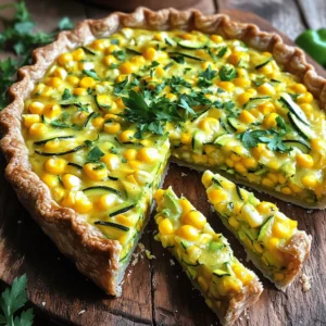 To make a Sweet Corn and Zucchini Pie, you will need a few simple ingredients. Here’s what you’ll need: - 2 cups fresh corn kernels (or 1 can of corn, drained) - 2 medium zucchinis, grated - 1 small onion, finely chopped - 2 cloves garlic, minced - 3 large eggs - 1 cup heavy cream - 1 cup shredded cheddar cheese - 1 teaspoon dried thyme - 1 teaspoon paprika - Salt and pepper to taste - 1 pre-made pie crust (store-bought or homemade) - 2 tablespoons olive oil These ingredients come together to create a pie that is both tasty and satisfying. Fresh corn gives the dish a sweet crunch, while the zucchini adds moisture and nutrition. The cheeses melt wonderfully, giving the pie a rich flavor. When you mix these together, you get a dish that is great for any meal! 1. Preheat the oven and prepare ingredients: First, set the oven to 375°F (190°C). Gather all your ingredients. This makes cooking easier. 2. Sauté onions and garlic until fragrant: In a large skillet, heat 2 tablespoons of olive oil over medium heat. Add 1 small chopped onion. Cook for about 3-4 minutes until it looks clear. Then, add 2 minced cloves of garlic. Stir for 1 more minute until it smells great. 3. Cook the zucchini and corn mixture: Next, grate 2 medium zucchinis and add them to the skillet. Cook for about 5 minutes until they are softer. Now, add 2 cups of fresh corn kernels. Season with 1 teaspoon of dried thyme, 1 teaspoon of paprika, salt, and pepper. Cook for another 2-3 minutes. Remove the mix from heat and let it cool a bit. 1. Whisk together eggs and cream: In a large bowl, whisk 3 large eggs and 1 cup of heavy cream. Mix well until everything blends together. 2. Combine with cooled vegetable mixture: Slowly add the cooled corn and zucchini mix to the egg and cream. Also, add 1 cup of shredded cheddar cheese. Stir until all is mixed well. 3. Pour the filling into the pie crust: Take 1 pre-made pie crust. Pour the filling into it, making sure it spreads evenly. 1. Baking time and tips to check for doneness: Place the pie in the preheated oven. Bake for 35 to 40 minutes. To check if it's done, insert a toothpick into the center. If it comes out clean, your pie is ready. 2. Cooling time before serving: Let the pie cool for a few minutes. This helps it set. Slice it into wedges and enjoy! To make a great sweet corn and zucchini pie, texture matters. You want a smooth filling that holds together. Cook the zucchini just right—soft but not mushy. If overcooked, it can turn watery. Drain excess moisture before mixing it into your filling. To enhance the flavors, use fresh corn if possible. Fresh corn brings a sweet burst that canned corn cannot match. When sautéing, let the onions become translucent; this step builds a rich base. Season your mixture well with salt and pepper, and don't skip the thyme and paprika. They add depth and warmth. When serving your pie, slice it into wedges. This makes it easy for guests to grab a piece. Serve warm or at room temperature. Garnish each slice with fresh herbs, such as parsley or basil. This adds color and a fresh taste. You can even drizzle a bit of olive oil on top for extra flair. Remember, we eat with our eyes first, so make it look good! For the full recipe, check out the [Full Recipe]. {{image_2}} You can easily change the cheese in this recipe. Here are some options: - Feta cheese: It adds a salty and tangy flavor. - Goat cheese: This option gives a creamy and rich texture. - Mozzarella: It melts well and keeps the pie light. For those who need dairy-free options, try these: - Plant-based cream: Use coconut or cashew cream for a creamy base. - Nutritional yeast: This gives a cheesy flavor without dairy. - Almond milk: Replace heavy cream with unsweetened almond milk. For gluten-free needs, you can swap the pie crust: - Gluten-free crust: You can find ready-made options at many stores. - Cauliflower crust: A fun and healthy alternative that works well. To make your pie even tastier, think about adding herbs and spices: - Basil: Fresh basil adds a nice touch. - Oregano: This herb brings a warm flavor to the mix. - Cumin: A small amount can add a nice earthy taste. You can also mix in other vegetables for extra nutrition: - Spinach: Adds color and a healthy boost. - Bell peppers: They add a sweet crunch. - Mushrooms: They provide a savory depth to the pie. Feel free to get creative! These variations allow you to make this dish your own. Check the Full Recipe for the basics and then explore your ideas. To keep your Sweet Corn and Zucchini Pie fresh, refrigerate it soon after serving. Place it in an airtight container or cover it tightly with plastic wrap. This helps keep the pie moist and prevents it from absorbing any odors in the fridge. You can store the pie in the fridge for up to 3-4 days. If you want to enjoy it later, freezing is a great option. To freeze your pie, let it cool completely first. Wrap it tightly in plastic wrap, then cover it with aluminum foil. This double layer protects it from freezer burn. You can freeze the pie for up to 2-3 months. When you're ready to enjoy it, thaw the pie in the fridge overnight. For reheating, bake it in a 375°F (190°C) oven for about 20-25 minutes or until it's heated through. This method keeps the crust crispy and the filling creamy, so you get the best quality. What can I serve with Sweet Corn and Zucchini Pie? You can serve this pie with a fresh salad. A simple green salad works well. You can also pair it with a light soup. Try a tomato basil soup for a tasty combo. Can I make this pie ahead of time? Yes, you can prepare the pie a day in advance. Just bake it and let it cool. Store it in the fridge. Reheat it when you are ready to serve. How do I know when the pie is done baking? The pie is done when the top is golden brown. A toothpick inserted into the center should come out clean. If it’s still wet, bake it a little longer. Is it possible to use frozen corn or zucchini? Yes, you can use frozen corn and zucchini. Just thaw and drain them first. Squeeze out any excess water from the zucchini to avoid a soggy pie. What is the best way to reheat leftovers? To reheat leftovers, place the pie in the oven. Set it to 350°F (175°C). Heat for about 15 minutes or until it’s warm. This keeps the crust crispy. Can I use another type of crust for this pie? Absolutely! You can use a whole wheat crust or a gluten-free crust. A puff pastry crust adds a nice flaky texture too. Just make sure it fits your pie dish. We explored a tasty Sweet Corn and Zucchini Pie recipe. You learned about the key ingredients, from fresh corn to cheddar cheese. I laid out each step, making it easy to prepare and bake. I've shared tips for perfecting the pie and ways to present it beautifully. You also found variations and storage tips to enjoy this dish longer. Now, it’s your turn to make this pie and impress everyone! Happy cooking!