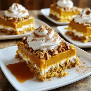 To make a Pumpkin Crunch Cake, you need simple ingredients. This cake mixes pumpkin, spices, and cake mix. It creates a tasty dessert that is easy to prepare. You can find the full recipe with detailed steps in the listed sections. Here is what you will need: - 1 can (15 oz) pumpkin puree - 1 cup granulated sugar - 1 teaspoon ground cinnamon - ½ teaspoon ground nutmeg - ½ teaspoon ground ginger - 4 large eggs - 1 cup evaporated milk - 1 box (about 15 oz) yellow cake mix - 1 cup chopped pecans or walnuts - 1 cup unsalted butter, melted - Whipped cream for serving (optional) These ingredients come together to create a warm and cozy dessert. The pumpkin puree offers moisture and flavor. The spices add warmth and depth. You can customize this recipe with a few changes. Here are some ideas: - Nuts: If you dislike pecans or walnuts, use almonds or skip them. - Cake Mix: Use spice cake mix for more flavor. - Milk: Swap evaporated milk for regular milk or coconut milk. - Sweetness: Adjust sugar to make the cake less sweet, if desired. Feel free to experiment with these options! Each change can give your cake a unique twist. Enjoy making it your own! Start by gathering your ingredients. You need pumpkin puree, sugar, spices, eggs, and evaporated milk. These will create a rich base for your cake. Preheat your oven to 350°F (175°C). This helps the cake bake evenly. Grease and flour a 9x13 inch baking pan. This step keeps the cake from sticking. In a large mixing bowl, combine the pumpkin puree, sugar, cinnamon, nutmeg, ginger, and eggs. Mix them well until everything blends together. Gradually pour in the evaporated milk. Keep mixing until the mixture is smooth. This will be your pumpkin layer. Next, pour the pumpkin mixture into your prepared baking pan. Spread it out evenly with a spatula. Now, take your yellow cake mix and sprinkle it over the pumpkin layer. Make sure to cover it completely. This forms a crunchy topping for your cake. In a small bowl, mix the chopped pecans or walnuts with the melted butter. This adds a nice crunch and flavor. Sprinkle this mixture over the cake mix on top. Now, it’s time to bake! Place the pan in the preheated oven. Bake for 45-50 minutes. The cake should rise and turn golden brown. To check if your cake is done, insert a toothpick into the center. If it comes out clean, your cake is ready. If it has batter on it, bake for a few more minutes. Once done, allow the cake to cool for at least 10 minutes before serving. Enjoy it warm or at room temperature. You can add whipped cream on top if you like. For the full recipe, refer back to the ingredients section. To make your pumpkin crunch cake stand out, follow these tips: - Use fresh pumpkin puree if possible. It gives a richer taste. - Measure your ingredients carefully. Precision matters in baking. - Mix well but don’t overmix. Combine until it’s smooth. This keeps the cake light. - Spread the cake mix evenly. This ensures even baking and a nice crunch. - Add a touch of salt to enhance the flavors of the cake. Avoid these common pitfalls when making your cake: - Skipping the greasing step. Always grease and flour your pan to prevent sticking. - Not letting it cool. Give the cake at least 10 minutes to cool before slicing. - Using cold eggs or milk. Room temperature ingredients mix better and rise well. - Forgetting to check doneness. Use a toothpick to test the center before removing it. Serve your pumpkin crunch cake with these ideas for extra flair: - Top with whipped cream. It adds a creamy texture that balances the cake. - Drizzle with caramel sauce. This adds sweetness and a lovely visual touch. - Sprinkle cinnamon or nutmeg on top for added spice and aroma. - Pair with a scoop of vanilla ice cream. It creates a delightful contrast. For the full recipe, check out the earlier section. Enjoy your baking adventure! {{image_2}} Pumpkin Crunch Cake fits well in fall and winter. You can serve it at Thanksgiving or Halloween. For Halloween, add spooky decorations. Use toppings like candy corn or chocolate spiders. At Thanksgiving, serve it warm with whipped cream and cinnamon. This makes it festive and fun for family gatherings. You can easily make this cake gluten-free. Use gluten-free cake mix instead of regular. This way, everyone can enjoy it. For a vegan version, swap the eggs and evaporated milk with flax eggs and coconut milk. It still tastes amazing! Always check the labels for gluten-free or vegan options. Want to mix it up? Add chocolate chips or cranberries for a twist. Chocolate chips add richness, while cranberries give a tartness that contrasts nicely. You can also add spices like cloves or allspice for more warmth. These small changes can take your Pumpkin Crunch Cake to the next level. For the full recipe, refer to the previous section. To keep your pumpkin crunch cake fresh, store it in an airtight container. This helps prevent it from drying out. You can place it in the fridge if you want it to last longer. It will stay good for about four to five days. If you plan to eat it later, cover it with plastic wrap before sealing it in the container. You can freeze pumpkin crunch cake for up to three months. First, let the cake cool completely. Then, cut it into slices. Wrap each slice tightly in plastic wrap. After that, place the wrapped slices in a freezer bag. Make sure to label the bag with the date. When you're ready to enjoy it, just take out the slices you want. To reheat your pumpkin crunch cake, remove it from the fridge or freezer. If frozen, let it thaw in the fridge overnight. Preheat your oven to 350°F (175°C). Place the slices on a baking sheet. Heat for about 10 to 15 minutes until warm. You can also use the microwave for quick reheating. Just warm each slice for 30 seconds. Enjoy it warm for the best taste. Pumpkin Crunch Cake lasts about 3 to 4 days when stored properly. Keep it in an airtight container at room temperature. If you want it to last longer, you can store it in the fridge. This helps it stay fresh but may change the texture slightly. Yes, you can make Pumpkin Crunch Cake ahead of time. It tastes great after a day or two. Make it the day before your event for the best flavor. Just store it in the fridge until you are ready to serve. Some great toppings for Pumpkin Crunch Cake include: - Whipped cream - Caramel sauce - Chopped nuts (like pecans or walnuts) - A sprinkle of cinnamon - Vanilla ice cream These toppings can add extra flavor and a nice touch to your cake. For a special treat, try drizzling caramel over whipped cream for a delicious combo. Enjoy your cake! You can find the full recipe above for more details. In this blog post, I shared a complete guide to making Pumpkin Crunch Cake. We covered the ingredients, preparation steps, and baking instructions. I also shared tips for perfect results and common mistakes to avoid. You can even try seasonal variations or dietary substitutions to suit your needs. Lastly, I outlined the best storage practices and answered common questions. Now, you know how to bake a delicious Pumpkin Crunch Cake. Enjoy every bite, and impress your friends and family!