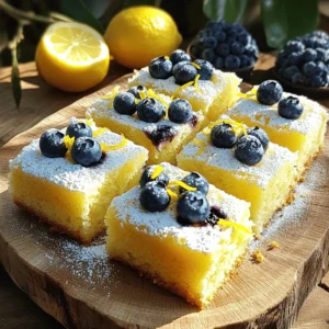 - 200g unsalted butter - 200g caster sugar - 4 large eggs - Zest of 2 lemons - 200g self-raising flour - 1 tsp baking powder - 100g fresh blueberries - 100ml milk - Pinch of salt - Icing sugar for dusting - Whipped cream for serving - Additional toppings (e.g., lemon zest, mint leaves) Gathering your ingredients is key to a great bake. You want everything fresh and ready. Unsalted butter gives the cake a rich flavor. Caster sugar blends well for that perfect sweetness. Large eggs add moisture and help the cake rise. Lemon zest brightens every bite and pairs nicely with blueberries. Self-raising flour helps the cake get fluffy. Baking powder gives it a boost, making sure it rises well. Fresh blueberries add a burst of flavor. Milk keeps the batter smooth and moist. A pinch of salt balances the sweetness. For serving, whipped cream makes each slice feel special. You can also add lemon zest or mint leaves for a fresh touch. I hope you enjoy this delightful recipe! For the complete guide, check out the Full Recipe. First, preheat your oven to 180°C (350°F). While it warms up, get your traybake tin ready. Line it with baking paper so the cake does not stick. This helps with easy serving later. Now, let’s make the batter. In a large bowl, cream together the softened butter and caster sugar. Use an electric mixer for about 3-5 minutes. You want it to be light and fluffy. This step is key for a soft cake texture. Next, beat in the eggs, one at a time. Make sure to mix well after each egg. Add a tablespoon of flour with the last egg. This helps prevent curdling. It keeps your batter smooth and creamy. Then, stir in the lemon zest. This adds a bright flavor that pairs well with blueberries. Now, sift in the self-raising flour, baking powder, and a pinch of salt. Fold these dry ingredients gently into the wet mixture. Be careful not to over-mix; you want it just combined. Finally, gradually fold in the milk until you have a smooth batter. Once that is ready, gently fold in the fresh blueberries. This step is fun, and it ensures they are evenly spread throughout the cake. Pour the batter into your prepared tin. Use a spatula to smooth the top. For a lovely touch, scatter a few extra blueberries on top. Place it in the preheated oven. Bake for 25-30 minutes. To check if it's done, insert a skewer into the center. If it comes out clean, your cake is ready! After baking, remove it from the oven. Let it cool in the tin for 10 minutes. Then, transfer it to a wire rack to cool completely. Once it is cool, dust the top with icing sugar. This adds a nice, sweet finish. Enjoy your Lemon & Blueberry Traybake! For the full recipe, check out the details above. Using room temperature ingredients helps your cake mix well. Cold butter or eggs can make the batter lumpy. Let butter and eggs sit out for about 30 minutes before you start. This small step makes a big difference. To prevent over-mixing, fold the batter gently. When you add the flour, mix just until combined. Over-mixing can lead to a dense cake. Use a spatula to carefully mix in the blueberries, too. This keeps them whole and juicy. Want more lemon flavor? Add extra lemon zest to the batter. You can also add a splash of lemon juice. This gives your cake a bright and fresh taste. If you want to try different fruits, go for raspberries or blackberries. Both pair well with lemon. They add a nice tartness and make the cake colorful. For a beautiful finish, garnish your cake with fresh blueberries. A sprinkle of lemon zest on top adds a nice touch, too. When serving, arrange the slices on a lovely platter. This makes your cake look inviting. If you like, add a dollop of whipped cream on the side. It adds creaminess and makes each bite even better. You can find the full recipe for this delightful Lemon & Blueberry Traybake Cake in the previous section. {{image_2}} You can switch up your Lemon & Blueberry Traybake to keep things fresh. Here are two tasty ideas: - Blueberry Lemon Loaf Cake: This recipe is similar but in loaf form. You bake it in a loaf pan instead of a traybake tin. The texture is denser and perfect for slicing. - Lemon & Raspberry Traybake: Swap blueberries for raspberries. This change offers a nice tartness that pairs well with lemon. The bright color makes it look fantastic! You can also adapt the recipe to fit your needs: - Gluten-free option: Use almond flour or a gluten-free blend instead of self-raising flour. This keeps the cake light and fluffy without gluten. - Vegan option: Substitute eggs with flax eggs or applesauce, and replace butter with coconut oil or vegan butter. This way, everyone can enjoy a slice! For the full recipe, check out the Lemon & Blueberry Bliss Traybake 🫐. To keep your Lemon & Blueberry Traybake fresh, store it in an airtight container. This will help prevent it from drying out. If you leave it at room temperature, it lasts about 3 days. However, if you put it in the fridge, it can last up to a week. Just remember, cold air can change the texture a bit. If you want to keep your traybake for longer, freezing is a great option. First, wrap the cooled cake tightly in plastic wrap. After that, put it in a freezer bag. This method helps keep out air. You can freeze it for about 2 to 3 months. When you’re ready to enjoy it, take it out and thaw in the fridge overnight. For best results, let it come to room temperature before serving. To check if your traybake is done, insert a skewer into the center. If it comes out clean, the cake is ready. You can also gently press the top. It should spring back. If it leaves an imprint, give it a few more minutes. Yes, you can use frozen blueberries. They hold up well in baking. However, they may make the batter a bit wet. This can change the cake's texture slightly. If you use frozen berries, do not thaw them first. Add them straight to the batter. This helps keep the color vibrant. Lemon and blueberry pair well with many flavors. Here are some great suggestions: - Lavender: Adds a floral note that enhances lemon. - Almond: A touch of almond extract can deepen the flavor. - Coconut: Adds a tropical twist that complements both flavors. - Mint: Fresh mint brings a bright touch to the cake. - White chocolate: For a sweet contrast to the tart lemon and blueberry. Feel free to mix and match these flavors to create your perfect cake! For the full recipe, check the details above. This article outlined how to make a delicious lemon and blueberry traybake cake. From gathering your ingredients to baking and storing, each step is easy to follow. I shared tips for improving texture and flavor, along with variations and storage advice. You now have a great recipe to impress your friends and family. Enjoy your baking adventure!