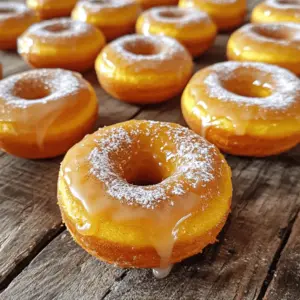 To make easy baked pumpkin donuts, you need simple ingredients. Here’s what you need: - 1 cup pumpkin puree - 1/2 cup granulated sugar - 1/4 cup brown sugar - 1/4 cup vegetable oil - 2 large eggs - 1 teaspoon vanilla extract - 1 1/2 cups all-purpose flour - 1 teaspoon baking powder - 1/2 teaspoon baking soda - 1 teaspoon ground cinnamon - 1/2 teaspoon ground nutmeg - 1/2 teaspoon salt - 1/4 teaspoon ground ginger Using fresh pumpkin puree can add flavor. But canned is convenient and works well. Toppings make these donuts even better. You can sprinkle powdered sugar on top. A maple glaze adds sweetness, too. For a twist, try adding chocolate chips or nuts to the batter. This adds texture and flavor. If you need substitutes, here are some ideas: - Instead of granulated sugar, use coconut sugar. - For vegetable oil, try melted coconut oil. - If you’re out of eggs, use applesauce (1/4 cup per egg). These swaps will still give you tasty donuts. For the full recipe, check out the details above. Start by preheating your oven to 350°F (175°C). Grab a donut pan and lightly grease it. In a large bowl, mix together the pumpkin puree, granulated sugar, brown sugar, vegetable oil, eggs, and vanilla extract. Use a whisk to blend everything until it is smooth. In another bowl, combine the all-purpose flour, baking powder, baking soda, cinnamon, nutmeg, salt, and ginger. Slowly add this dry mix to your wet ingredients. Stir gently until everything just comes together. It's okay if a few lumps remain; overmixing can make the donuts tough. Now it's time to fill your donut pan. Use a spoon to add the batter to each cavity, filling them about two-thirds full. Place the pan in your preheated oven. Bake for 12 to 15 minutes. The donuts are done when they spring back lightly when you press them. A toothpick should come out clean from the center. Remove the pan from the oven and let the donuts cool in the pan for about five minutes. After that, transfer them to a wire rack to cool completely. If you want to add a sweet touch, dust the cooled donuts with powdered sugar or drizzle a simple maple glaze over them. To make the glaze, mix powdered sugar with maple syrup until you reach your desired thickness. Enjoy these delightful treats! For the full recipe, check out Easy Baked Pumpkin Donuts. To keep your donuts from sticking, start with a well-greased pan. Use a light layer of vegetable oil or non-stick spray. Make sure to coat every cavity. You can also use parchment paper circles in the bottom of each cavity. This extra step ensures easy removal. Let the donuts cool a bit before trying to take them out. They will release easier when slightly cooled. Accurate measuring is key to great donuts. Use a kitchen scale or measuring cups for precision. When mixing, combine wet and dry ingredients separately first. Then, mix them together gently. Overmixing can make donuts tough. It’s okay to leave some lumps in the batter. This helps keep the donuts soft and airy. Pumpkin puree is your friend in keeping these donuts moist. It adds flavor and texture. To enhance flavor, add spices like cinnamon and nutmeg. These spices make the donuts taste warm and cozy. If you want a richer taste, you can add a bit of brown sugar. This gives a hint of caramel that pairs perfectly with pumpkin. For extra moisture, avoid baking them too long. Check for doneness by lightly pressing the tops; they should spring back. For the full recipe, check out the detailed instructions above. {{image_2}} You can easily change the taste of your baked pumpkin donuts. Try adding chocolate chips for a sweet twist. You could also mix in some chopped nuts for a crunchy texture. If you love spices, add cardamom or allspice. These flavors pair well with pumpkin. You can even replace some pumpkin with applesauce for a new flavor. Each change makes the donuts unique and fun. You can make these donuts gluten-free by using almond flour or a gluten-free blend. Just make sure your baking powder is gluten-free, too. For a vegan version, swap the eggs with flax eggs. Mix one tablespoon of ground flaxseed with three tablespoons of water. Let it sit until it thickens. Use plant-based oil instead of vegetable oil. These changes keep the donuts tasty and light. Make your donuts even better by using seasonal ingredients. In fall, fresh apples or pears can add great flavor. You could also use cranberries for a tart touch. In spring, try adding lemon zest for a bright taste. Seasonal ingredients make your baking feel fresh and exciting. They also help you use what’s in season, making your cooking sustainable. For the full recipe, check out the Easy Baked Pumpkin Donuts section. Store your leftover donuts in an airtight container. This keeps them fresh and moist. Place a paper towel at the bottom to absorb any extra moisture. For best taste, eat the donuts within three days. If you want to keep them longer, consider freezing them. Freezing is a great option if you have many donuts left. First, let them cool completely. Then, wrap each donut in plastic wrap. Place the wrapped donuts in a freezer-safe bag or container. You can freeze them for up to three months. Just remember to label the bag with the date. To enjoy your frozen donuts, take them out of the freezer. Let them thaw at room temperature for about 30 minutes. You can warm them up in the oven at 350°F (175°C) for about 5-7 minutes. This makes them soft and delicious again. If you prefer, use a microwave for 10-15 seconds. Enjoy your freshly warmed Easy Baked Pumpkin Donuts! Yes, you can use fresh pumpkin! Start by roasting a pumpkin. Cut it in half, remove the seeds, and bake it until soft. Then, scoop out the flesh and mash it. This fresh pumpkin adds great flavor. Just make sure to measure it the same as the canned pumpkin. To glaze, mix powdered sugar with milk or maple syrup. Start with one cup of powdered sugar. Then, add a tablespoon of milk at a time until you reach a smooth, thick glaze. Drizzle it over the cooled donuts. For a sweeter treat, you can also sprinkle cinnamon on top. Baked pumpkin donuts are best enjoyed fresh. They can last about 2 to 3 days at room temperature if stored in an airtight container. If you want them to last longer, keep them in the fridge for up to a week. Just warm them in the microwave for a few seconds before eating. If your donuts turn out dry, it may be due to overbaking or too much flour. Make sure to measure flour correctly. Use the spoon and level method. You can also add a bit more pumpkin puree next time for moisture. If they are already baked, try serving them with a glaze or cream. This will add some moisture back. For the full recipe, check out Easy Baked Pumpkin Donuts. You can make easy baked pumpkin donuts at home with simple ingredients. We covered everything from the main ingredients to optional toppings. You now know how to prepare the batter, bake the donuts, and cool them properly. Remember to follow the tips for preventing sticking. Variations allow you to add your favorite flavors. Lastly, always store leftovers the right way to keep them fresh. Enjoy making these treats and experimenting with different ideas!