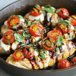To make bruschetta chicken, you need these main ingredients: - 4 boneless, skinless chicken breasts - 2 cups cherry tomatoes, quartered - 1 cup fresh basil, chopped - 1 cup mozzarella cheese, shredded - 2 tablespoons balsamic vinegar - 3 tablespoons olive oil - 3 cloves garlic, minced - Salt and pepper to taste - 1 teaspoon dried oregano These ingredients bring vibrant flavors and textures to the dish. The chicken serves as a hearty base, while the tomatoes and basil add brightness. You can enhance your bruschetta chicken with optional ingredients: - Balsamic glaze for drizzling - Fresh parsley for garnish - Red onion for a sharp flavor These ingredients can add a twist to your dish. Balsamic glaze gives a sweet finish, while parsley adds freshness. To cook bruschetta chicken, gather these tools: - Oven-safe skillet - Medium bowl for mixing - Knife and cutting board - Measuring spoons and cups Using the right tools makes cooking easier. An oven-safe skillet is key for seamless cooking from stovetop to oven. If you want to see the full recipe, check it out [here](Full Recipe). First, gather all your ingredients. You need: - 4 boneless, skinless chicken breasts - 2 cups cherry tomatoes, quartered - 1 cup fresh basil, chopped - 1 cup mozzarella cheese, shredded - 2 tablespoons balsamic vinegar - 3 tablespoons olive oil - 3 cloves garlic, minced - Salt and pepper to taste - 1 teaspoon dried oregano - Balsamic glaze for drizzling (optional) Preheat your oven to 400°F (200°C). In a bowl, mix the cherry tomatoes, basil, garlic, balsamic vinegar, 1 tablespoon of olive oil, salt, and pepper. Let this sit for a bit. It will enhance the flavors. Next, season both sides of the chicken breasts with salt, pepper, and oregano. Heat 2 tablespoons of olive oil in an oven-safe skillet over medium-high heat. When hot, add the chicken breasts. Sear each side for about 4-5 minutes until they turn golden brown. After browning, take the skillet off the heat. Spoon the tomato mixture over each chicken breast. Top with the shredded mozzarella cheese. Now, put the skillet in the preheated oven. Bake for 20-25 minutes until the chicken is cooked through and the cheese is melted and bubbly. Once it's done, remove the skillet from the oven and let it rest for 5 minutes. For a special touch, drizzle with balsamic glaze before serving. Enjoy your delicious bruschetta chicken! For the full recipe, you can refer back to the beginning. To cook chicken perfectly, start with even thickness. Pound the chicken breasts to about one inch thick. This helps them cook evenly. Season both sides well with salt, pepper, and oregano. For best results, use a hot skillet. Sear the chicken for 4-5 minutes on each side until golden brown. This gives it a nice crust. Finally, bake it in the oven to finish cooking. This method keeps the chicken juicy and tender. Marinades add great flavor to your chicken. Mix balsamic vinegar, olive oil, and minced garlic in a bowl. Add salt and pepper for taste. Let the chicken sit in this mix for at least 30 minutes. If you have time, marinate it overnight in the fridge. This allows the chicken to absorb more flavor. You can also toss in fresh herbs like basil. The longer it marinates, the tastier it becomes. Presentation matters when serving bruschetta chicken. Start with a warm plate for serving. Place the chicken in the center. Spoon some of the marinated tomato mixture over the top. Sprinkle fresh basil on for color. A drizzle of balsamic glaze adds a nice touch. Serve with a side of green salad or crusty bread. This makes for a beautiful and tasty meal. Check out the Full Recipe for more details! {{image_2}} You can switch up the chicken for other proteins. Try using turkey breasts or pork chops. These options cook similarly and hold the bruschetta toppings well. For a seafood twist, use salmon fillets. The rich flavor of salmon pairs nicely with the fresh toppings. Just adjust the cooking time to ensure everything cooks evenly. If you prefer a meatless meal, there are great options. Grilled portobello mushrooms make an excellent base. They are thick and juicy, perfect for holding toppings. You can also try firm tofu. Press the tofu to remove excess water, then grill or bake until golden. Top with the same fresh tomato mix for a satisfying dish. Get creative with your toppings! Besides the classic tomato and basil, consider using roasted red peppers or artichokes. They add a nice flavor and texture. You could also sprinkle some feta cheese for a tangy twist. For a kick, add jalapeños or a drizzle of hot sauce. Experiment with flavors to find what you love best! For the full recipe, check out the details above. To keep your leftover bruschetta chicken fresh, let it cool first. Then, place it in an airtight container. Store it in the fridge for up to three days. Make sure to keep the chicken and toppings separate if you want the best texture. If you want to prepare meals ahead, freezing is a great option. Wrap each piece of bruschetta chicken tightly in plastic wrap. Then, place them in a freezer-safe bag or container. This way, it can last up to three months. When you're ready to eat, just thaw it overnight in the fridge. To reheat bruschetta chicken, preheat your oven to 350°F (175°C). Place the chicken on a baking sheet. Cover it with foil to keep it moist. Heat for about 15 to 20 minutes, or until warmed through. You can also use the microwave, but it may make the chicken a bit dry. Enjoy your delicious leftovers! Yes, you can use different cheeses. Cheddar or feta can add a nice twist. You can also try goat cheese for a tangy flavor. Just remember to adjust the amount based on how strong you want the cheese taste to be. Experimenting with cheese can make your bruschetta chicken unique. To check if the chicken is done, use a meat thermometer. The internal temperature should reach 165°F (75°C). If you don’t have a thermometer, you can cut into the chicken. The meat should be white, not pink or red. Juices should run clear, too. Always check in the thickest part of the chicken for the best results. Bruschetta chicken pairs well with many sides. Here are some tasty options: - Garlic bread for a crunchy bite - A fresh garden salad for a light touch - Steamed vegetables like broccoli or green beans - Pasta with olive oil or marinara sauce These sides balance the flavors and make a complete meal. Enjoy your cooking adventure with the full recipe! Bruschetta chicken is simple and fun to make. You learned about key ingredients, tools, and steps to cook it perfectly. Remember to use marinades for extra flavor and try different toppings or proteins. Proper storage will keep leftovers fresh for later. This dish is great for any meal, and you can tailor it to fit your taste. Enjoy cooking and sharing your bruschetta chicken creations with loved ones. It’s a dish that brings joy and flavor to the table.