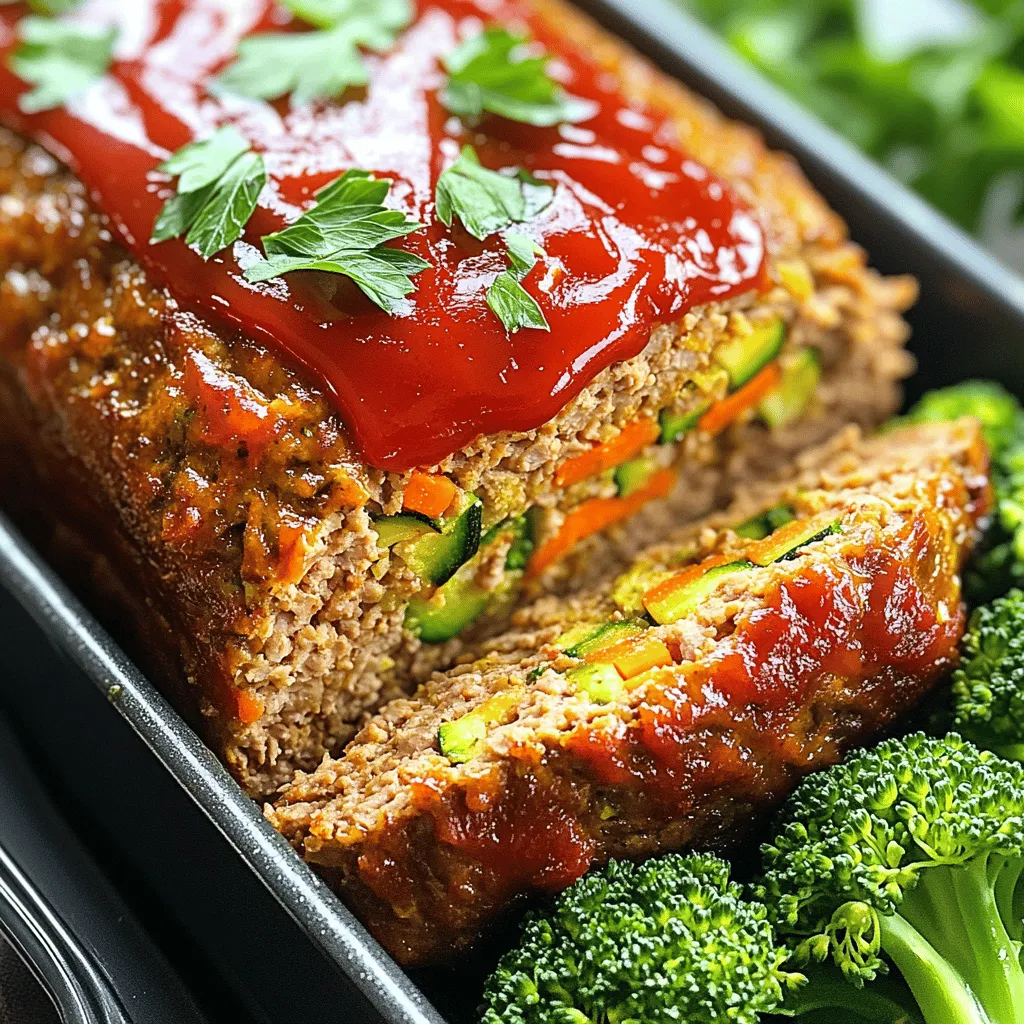 To make a moist and healthy turkey meatloaf, you will need: - 1 lb ground turkey - 1 cup rolled oats - 1/2 cup finely chopped onion - 2 cloves garlic, minced - 1/2 cup grated zucchini (squeeze out excess moisture) - 1/2 cup grated carrot - 1/4 cup low-sodium chicken broth - 1 large egg - 2 tablespoons Worcestershire sauce - 1 tablespoon Dijon mustard - 1 teaspoon dried thyme - 1 teaspoon dried oregano - Salt and pepper to taste - 1/4 cup ketchup (for topping) These ingredients create a tasty and healthy meatloaf. The ground turkey keeps the dish lean, while oats add fiber for extra nutrition. The veggies, like zucchini and carrot, provide moisture and flavor. You can enhance your turkey meatloaf with these optional ingredients: - 1/2 cup bell pepper, finely chopped - 1/4 cup fresh parsley, chopped - 1 teaspoon smoked paprika - 1 tablespoon hot sauce Adding these items gives your meatloaf a personal touch. The bell pepper adds crunch. Fresh parsley brings brightness, while smoked paprika gives a nice depth of flavor. If you want to make this dish even healthier, consider these substitutes: - Replace ground turkey with lean ground chicken. - Use quinoa instead of rolled oats. - Swap ketchup for a homemade tomato sauce. These changes keep the meatloaf moist while reducing calories and sodium. Every bite can still be delicious and nutritious, letting you enjoy guilt-free comfort food. For the full recipe, check out the complete details. To start, gather all your ingredients. You will need: - 1 lb ground turkey - 1 cup rolled oats - 1/2 cup finely chopped onion - 2 cloves garlic, minced - 1/2 cup grated zucchini (squeeze out excess moisture) - 1/2 cup grated carrot - 1/4 cup low-sodium chicken broth - 1 large egg - 2 tablespoons Worcestershire sauce - 1 tablespoon Dijon mustard - 1 teaspoon dried thyme - 1 teaspoon dried oregano - Salt and pepper to taste - 1/4 cup ketchup (for topping) Preheat your oven to 350°F (175°C). In a large bowl, mix the turkey, oats, onion, and garlic. Add in the zucchini and carrot. Then, pour in the chicken broth, egg, Worcestershire sauce, and mustard. Season with thyme, oregano, salt, and pepper. Use your hands or a spatula to combine everything, but don’t over mix. This keeps the meatloaf moist. Once mixed, shape the mixture into a loaf in a loaf pan. Smooth the top for even baking. Spread the ketchup on top for a tasty glaze. Place the loaf pan in the preheated oven. Bake for 50 to 60 minutes. The meatloaf should be golden brown and firm. This step is key to locking in flavor and moisture. To ensure your meatloaf is cooked, use a meat thermometer. Insert it into the center of the loaf. It should read 165°F (74°C). If you don’t have a thermometer, cut into the meatloaf. The juices should run clear, not pink. Let the meatloaf cool in the pan for about 10 minutes. This helps it set up for easier slicing. Try this recipe for a delicious meal! For the full recipe, check out the details above. To keep your turkey meatloaf moist, use the right ingredients. Ground turkey can be dry, so add grated zucchini and carrot for moisture. The rolled oats also help hold in liquid. Make sure to squeeze out excess moisture from the zucchini. This step is key to avoid a soggy loaf. Mixing in low-sodium chicken broth adds flavor and helps with texture. Lastly, avoid overmixing the meatloaf; it can make it tough. There are a few common mistakes I see often. First, don’t skip the egg. It binds the loaf and adds moisture. Next, be careful with the salt. Too much can dry out the meat. Also, check the oven temperature. If it’s too high, the outside will cook too fast, leaving the inside raw. Lastly, don’t forget to let it rest after baking. This helps the juices redistribute and keeps it juicy. For serving, slice the meatloaf and place it on a nice platter. Garnish with fresh parsley for color. Pair it with steamed broccoli or a garden salad for a balanced meal. Mashed potatoes or quinoa also work well. If you want a fun twist, serve it in a sandwich with whole grain bread. Enjoy your delicious creation! For the full recipe, check out the [Full Recipe]. {{image_2}} You can make your turkey meatloaf even tastier. Add-ins can boost flavor and texture. Try mixing in: - 1/2 cup chopped bell peppers for sweetness. - 1/4 cup diced mushrooms for earthiness. - 1/2 cup shredded cheese for creaminess. - Fresh herbs like parsley or basil for a bright touch. These add-ins can change the flavor profile. They also make your meatloaf unique. Experiment with your favorites to find the best mix. If you need gluten-free options, you can replace oats with almond flour. It keeps the texture light while cutting carbs. For a low-carb twist, try using cauliflower rice instead of oats. This option adds moisture without extra carbs. Both swaps will keep your meatloaf healthy and delicious. Meatloaf muffins are a fun twist on the classic recipe. They cook faster and are perfect for meal prep. To make them, use a muffin tin instead of a loaf pan. Portion the meat mixture into each muffin cup. Bake them for about 25-30 minutes. This method gives you perfectly sized portions. Plus, kids love them! After you enjoy your moist and healthy turkey meatloaf, let any leftovers cool down. Once cool, wrap the meatloaf tightly in plastic wrap or foil. You can also place it in an airtight container. This helps keep it fresh and tasty. Store it in the fridge for up to four days. Make sure to label your container with the date. This way, you can track how long it has been stored. If you want to keep your turkey meatloaf longer, freezing is a great option. Slice the meatloaf into pieces for easy serving later. Wrap each slice in plastic wrap, then place them in a freezer-safe bag. Be sure to remove as much air as possible. You can freeze it for up to three months. When you’re ready to enjoy it, just thaw it in the fridge overnight. To reheat your turkey meatloaf, preheat your oven to 350°F (175°C). Place the slices in a baking dish and cover with foil. Heat for about 20-25 minutes or until the meatloaf is warm throughout. You can also reheat it in the microwave. Use a microwave-safe plate and cover it with a damp paper towel. Heat in 30-second intervals until it’s warm. Enjoy your meal again with the same great taste! You can use ground chicken as a substitute for ground turkey. Both meats are lean and cook well. If you want to try something different, ground beef works too. Choose a lean cut to keep it healthier. Ground pork offers a richer taste but has more fat. Always check the fat content to fit your diet. To make meatloaf without breadcrumbs, use rolled oats. They add texture and help bind the meat. You can also use mashed potatoes or cooked quinoa. Both options keep the meatloaf moist and tasty. Just remember to adjust the liquid in your recipe to avoid excess moisture. Meatloaf lasts about three to four days in the fridge. Store it in an airtight container to keep it fresh. If you want to keep it longer, freeze it. Frozen meatloaf can last up to three months. Just thaw it in the fridge before reheating. For the best taste, eat it within a week. You learned how to make a tasty turkey meatloaf. We discussed the key ingredients and some healthy swaps. You now know how to prepare, bake, and check for doneness. I shared tips to keep it moist and common mistakes to avoid. You can even try fun variations, like meatloaf muffins. Proper storage keeps your leftovers fresh. Overall, turkey meatloaf is simple and full of flavor. Enjoy making it your own!