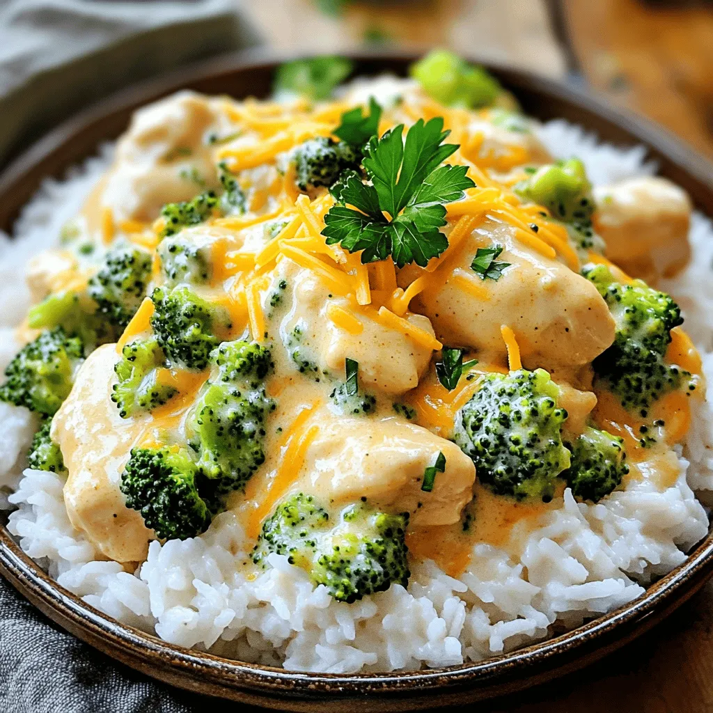 To make this dish, gather these key ingredients: - 4 boneless, skinless chicken breasts - 1 packet ranch seasoning mix - 1 cup cream cheese, softened - 1 cup low-sodium chicken broth - 1 cup frozen broccoli florets - 1 cup shredded cheddar cheese - 1 tablespoon garlic powder - Salt and pepper to taste These ingredients come together to create a creamy, flavorful meal that’s sure to please. You can add a twist to your dish with these ideas: - Use Greek yogurt instead of cream cheese for a lighter option. - Swap broccoli for other veggies like carrots or green beans. - Try different cheese, like mozzarella or pepper jack, for a new flavor. - Add cooked bacon bits for extra crunch and flavor. These options can help you customize the dish to fit your taste. For this recipe, you’ll need a few simple tools: - A crockpot to slow-cook your meal. - A mixing bowl to blend the cream cheese and broth. - Measuring cups and spoons for accuracy. - A fork or two to shred the chicken at the end. Having these tools handy makes the cooking process smooth and easy. For the full recipe, check out the details above. Start with your ingredients ready. You need four boneless, skinless chicken breasts. Place them at the bottom of the crockpot. Next, sprinkle one packet of ranch seasoning mix over the chicken. This adds great flavor. In a bowl, mix one cup of softened cream cheese, one cup of low-sodium chicken broth, one tablespoon of garlic powder, and a pinch of salt and pepper. Stir until smooth. Pour this creamy mixture over the chicken, covering it well. Then, add one cup of frozen broccoli florets on top. Cover the crockpot with the lid. For low heat, cook for six to eight hours. If you're short on time, use the high setting. Cook for about four hours. Check the chicken to make sure it is cooked through. It should be tender and easy to shred. About thirty minutes before serving, add one cup of shredded cheddar cheese on top. Cover again to let the cheese melt. Once done, shred the chicken gently with two forks. Mix everything together for a creamy consistency. Serve your dish over fluffy rice or creamy mashed potatoes. For a nice touch, garnish with fresh parsley. This adds color and freshness. Enjoy your flavorful dinner delight! For the complete recipe, check out the Full Recipe section. To keep your chicken tender, start with good quality meat. Use boneless, skinless chicken breasts. These cook well and soak up all the flavors. Make sure to cook it on low for 6-8 hours. This slow cooking helps the chicken stay juicy. If you are short on time, you can use high heat for 4 hours. Just watch it closely. Shredding the chicken just before serving keeps it moist. When using a crockpot, avoid opening the lid too often. Each time you open it, heat escapes. This can make the cooking time longer. Always put the lid back on tightly after checking. Layering ingredients is also key. Put the chicken at the bottom and other items on top. This helps everything cook evenly. Lastly, always use the right amount of liquid. Too little can dry out your dish. If you want to serve more people, simply double the recipe. Use 8 chicken breasts and double the cream cheese and ranch mix. For fewer servings, cut the recipe in half. You can also adjust the amount of broccoli. If you want a veggie-packed meal, add more. Remember, the cooking time stays the same if you adjust the ingredients this way. For the full recipe, check the section above. {{image_2}} You can make this dish low-carb by swapping out some ingredients. Use cauliflower rice instead of regular rice. This change cuts carbs but keeps the meal filling. You can also skip the cream cheese and use a low-carb cheese. This keeps the creamy texture while being keto-friendly. Feel free to add more veggies to the crockpot. Carrots, bell peppers, or green beans work great. They add color and nutrients, making the dish even better. You can also mix in other proteins, like shrimp or turkey. Just adjust the cooking time to ensure everything cooks perfectly. If you want new tastes, try different seasonings. Swap the ranch mix with taco seasoning for a fun twist. You can also use Italian herbs for a fresh flavor. Each option gives the dish a new vibe and keeps it exciting. For more ideas, check out the Full Recipe. Store any leftover Crockpot Creamy Ranch Chicken in an airtight container. This helps keep it fresh. Let it cool down before sealing. Place it in the fridge for up to three days. Ensure you label your container with the date. This way, you can keep track of its freshness. When reheating, use the stove or microwave. Heat gently to avoid drying out the chicken. If using the microwave, cover the dish with a damp paper towel. This keeps moisture in. Stir occasionally to ensure even heating. You can add a splash of chicken broth for extra creaminess. You can freeze this dish for up to three months. First, let it cool completely. Then, place it in a freezer-safe container. If you want, divide it into smaller portions. This makes it easy to thaw and reheat. To thaw, move it to the fridge overnight. Reheat it on the stove or in the microwave. Enjoy your flavorful dinner delight whenever you crave it! Yes, you can use frozen chicken breasts. Just place them in the crockpot straight from the freezer. The cooking time will be a bit longer, so plan for around 8-10 hours on low. This method keeps the chicken juicy and tender. To add heat, mix in cayenne pepper or red pepper flakes. You can also use spicy ranch seasoning. Another option is to add diced jalapeños to the crockpot. These choices will give your dish a nice kick without overpowering the creamy flavor. This dish pairs well with fluffy rice or creamy mashed potatoes. You can also serve it with steamed vegetables or a fresh salad for a balanced meal. Try adding garlic bread for a tasty side option, too! Yes, you can prep ingredients the night before. Simply chop, mix, and store them in the fridge. In the morning, load everything into the crockpot. This makes getting dinner ready a breeze. For the full recipe, check the details above. In this post, we explored making Crockpot Creamy Ranch Chicken. We covered key ingredients, cooking steps, and tips for a tasty dish. I shared variations for diets and serving ideas. Remember, cooking in a crockpot is easy and fun. Use what you like and enjoy your meals. Don’t hesitate to experiment with flavors and ingredients. You can make this recipe your own!