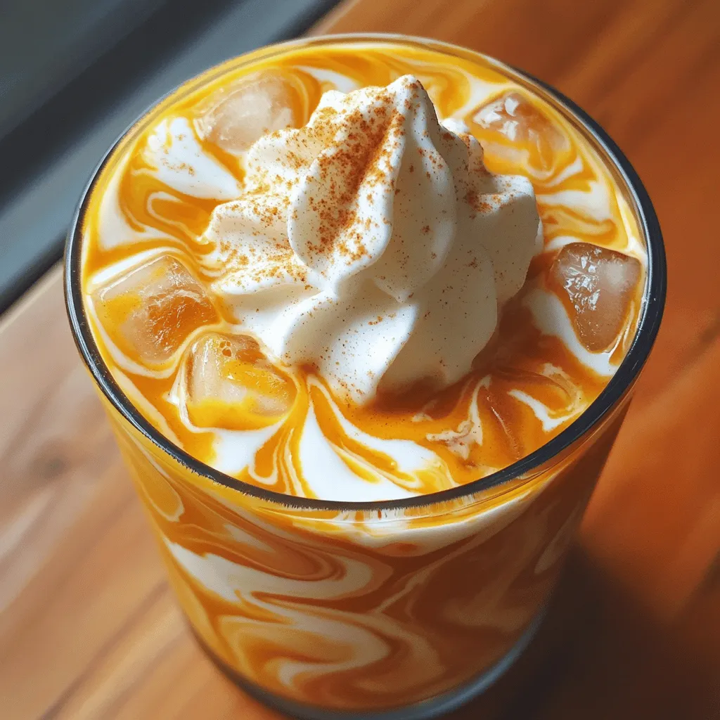 To make a tasty pumpkin cream cold brew, you need the following items: - 1 cup cold brew coffee - 1/2 cup heavy cream - 1/4 cup pumpkin puree - 2 tablespoons maple syrup - 1 teaspoon vanilla extract - 1/2 teaspoon pumpkin pie spice - 1/4 teaspoon cinnamon - Ice cubes - Whipped cream (for topping) - Additional pumpkin pie spice (for garnish) You can swap some items if needed: - Use almond milk or coconut cream in place of heavy cream for a lighter touch. - If maple syrup is not available, honey or agave syrup works well. - For a caffeine-free option, try decaf cold brew coffee. - You can skip pumpkin pie spice and use nutmeg or ginger instead. Accurate measuring helps your drink taste great: - Use a liquid measuring cup for the heavy cream. - For pumpkin puree, pack it into the measuring cup for the right amount. - If you don’t have a scale, remember that 1 cup of liquid is about 8 ounces. - Always level off dry ingredients like spices with a knife for precision. This recipe is simple yet delicious. For the full recipe, check the section above. To start, gather your ingredients for the pumpkin cream. You will need heavy cream, pumpkin puree, maple syrup, vanilla extract, pumpkin pie spice, and cinnamon. 1. In a mixing bowl, combine: - 1/2 cup heavy cream - 1/4 cup pumpkin puree - 2 tablespoons maple syrup - 1 teaspoon vanilla extract - 1/2 teaspoon pumpkin pie spice - 1/4 teaspoon cinnamon 2. Whisk these together until well mixed. The cream should thicken slightly. You can also use a hand blender for a fluffier mix. Next, let’s brew the cold brew coffee. If you already have some ready, that’s great! If not, here’s a quick guide. - Use coarsely ground coffee beans for the best taste. - Mix 1 cup of cold brew coffee with 4 cups of cold water. - Let it steep in the fridge for 12 to 24 hours. - Once done, strain it to remove the grounds. Now, you have smooth cold brew ready to use. Now for the fun part—putting it all together! 1. Fill a glass with ice cubes. 2. Pour in the cold brew coffee, filling it about 3/4 full. 3. Gently spoon or pour the pumpkin cream over the coffee. You can let it float on top or swirl it in for a fun look. 4. Top it with a dollop of whipped cream. 5. Add a sprinkle of pumpkin pie spice for a tasty finish. 6. Stir gently before sipping, or enjoy the beautiful layers. This pumpkin cream cold brew is quick to make and delicious. For more details, check the Full Recipe. To get the best pumpkin cream, start with cold heavy cream. Cold cream whips better and faster. Mix it with pumpkin puree, maple syrup, vanilla, pumpkin pie spice, and cinnamon. Whisk until it thickens. You can use a hand mixer for more fluff. Aim for a creamy, smooth texture that holds a shape. This gives your drink a great look and feel. Presentation makes this drink even more fun. Use a clear glass to show off the layers. Pour the cold brew over ice first. Then, add the pumpkin cream on top. For extra flair, finish with whipped cream and a sprinkle of pumpkin pie spice. You can even add a cinnamon stick for a warm touch. This makes your drink not just tasty but also beautiful. Many people make a few simple mistakes. First, don’t skip the whisking step. If you don’t mix well, the cream won’t be thick. Second, avoid using warm ingredients. Warm cream won’t whip properly. Lastly, be careful with the ice. Too much ice can water down your coffee. Follow these tips to enjoy a perfect Pumpkin Cream Cold Brew every time. Check the Full Recipe for more details. {{image_2}} You can turn this cold brew into an iced pumpkin latte. Just use hot brewed coffee instead of cold brew. Make the pumpkin cream the same way. Pour it over your hot coffee. It gives a warm twist to the cold drink. If you want a dairy-free option, use coconut cream or almond milk. Both add a nice flavor and texture. For coconut cream, chill a can overnight. Scoop out the solid part and whip it. Almond milk works, but it may not be as thick. Want to spice it up? Add a splash of caramel syrup for sweetness. You can also mix in some cocoa powder for a mocha twist. Try adding nutmeg or ginger for a warm kick. Each change makes your drink unique. For the full recipe, check the section above. To keep your leftover pumpkin cream fresh, store it in an airtight container. Place it in the fridge right after making it. Use the cream within three days for the best taste. Before using, give it a good stir. The texture may change a bit after sitting. Store your cold brew coffee in a sealed container in the fridge. It stays fresh for up to two weeks. Avoid keeping it in direct sunlight, as heat can spoil the flavor. If you make a large batch, consider using smaller containers. This way, you can pour out just what you need. - Cold Brew Coffee: 1-2 weeks in the fridge. - Heavy Cream: 1-2 weeks after opening, check for freshness. - Pumpkin Puree: Can last 3-5 days once opened, or freeze for longer storage. - Maple Syrup: Up to a year if stored properly. - Spices: Keep in a cool, dry place for up to 6 months for best flavor. For the full recipe, check out the details on making your Pumpkin Cream Cold Brew. Yes, you can use regular coffee. Brew it strong to match the cold brew's flavor. Let it cool before using. Cold brew is smoother and less acidic, making it a favorite. If you want a rich taste, stick with cold brew. To make this recipe sugar-free, swap maple syrup with a sugar-free sweetener. You can use stevia or erythritol. Both options work well to keep the flavor sweet without added sugar. Adjust the amount based on your taste. Always check the sweetener package for the right ratio. Yes, you can make a vegan version. Use coconut cream or almond milk instead of heavy cream. These options give a nice creaminess. For sweetening, choose maple syrup or a vegan sweetener. This way, you keep all the great flavors while making it plant-based. You now have all the details to make a great Pumpkin Cream Cold Brew. We covered the key ingredients, clever substitutions, and how to measure them. You’ve learned how to make the pumpkin cream and brew the cold coffee. We also discussed tips for texture, presentation, and mistakes to avoid. Try out variations like the iced pumpkin latte or dairy-free options. Store any leftovers correctly to keep them fresh. With this guide, your drinks will impress everyone. Enjoy your tasty creations!