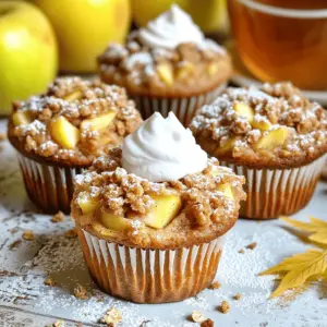 - 2 cups all-purpose flour - 1 cup granulated sugar - 1 tablespoon baking powder - 1 teaspoon baking soda - 1 teaspoon ground cinnamon - ½ teaspoon salt - 1 large egg - 1 cup buttermilk (or milk with 1 tablespoon vinegar added) - ½ cup vegetable oil - 1 teaspoon vanilla extract - 2 cups peeled and diced apples (such as Granny Smith or Honeycrisp) Crumb Topping: - ½ cup rolled oats - ½ cup brown sugar - ½ teaspoon ground cinnamon - ¼ cup all-purpose flour - ¼ cup cold butter, cubed I use precise measurements for the best results. Always use level cups for flour and sugar. This keeps the muffins light and fluffy. The baking powder and baking soda help the muffins rise. Using fresh apples brings out the best flavor. The buttermilk adds moisture and tang. If you can’t find buttermilk, mix milk with vinegar as a substitute. You can swap granulated sugar for brown sugar for a richer taste. If you want a healthier muffin, try whole wheat flour instead of all-purpose flour. For a nutty crunch, add ½ cup of chopped nuts to the batter. Start by gathering all your ingredients. You need flour, sugar, baking powder, baking soda, cinnamon, salt, an egg, buttermilk, vegetable oil, vanilla, and apples. For the crumb topping, you will need rolled oats, brown sugar, cinnamon, flour, and cold butter. Preheat your oven to 350°F (175°C). Line your muffin tin with paper liners or spray it with cooking spray. 1. In a large bowl, mix the flour, sugar, baking powder, baking soda, cinnamon, and salt. Stir this until it's well combined. 2. In another bowl, whisk the egg, buttermilk, vegetable oil, and vanilla. Mix until everything blends together. 3. Pour the wet mix into the dry mix. Stir gently until just combined. Don’t overmix; a few lumps are okay. 4. Now, fold in the diced apples. Make sure they spread evenly in the batter. 5. For the crumb topping, mix the rolled oats, brown sugar, cinnamon, flour, and cold butter in a different bowl. Use your fingers or a pastry cutter to make it crumbly. 6. Scoop the muffin batter into the prepared muffin cups. Fill each about ¾ full. 7. Generously sprinkle the crumb topping on top of each muffin. Bake the muffins in the oven for 18-20 minutes. Check if they are done by inserting a toothpick in the center. If it comes out clean, they're ready! Once baked, let them cool in the tin for about 5 minutes. Then, transfer them to a wire rack to cool completely. Serve them warm for the best taste! You can also dust them with powdered sugar or pair them with whipped cream. Enjoy your creations! For the complete recipe, see the Full Recipe. Mixing the batter well is key to tasty muffins. Start with dry ingredients. In a big bowl, blend flour, sugar, baking powder, baking soda, cinnamon, and salt. Make sure they mix well. Next, whisk the wet ingredients in a separate bowl. This includes the egg, buttermilk, oil, and vanilla. When you combine wet and dry, stir gently. You want to mix just until it comes together. Overmixing can make the muffins tough. It's okay if you see a few lumps; they will bake out. Lastly, fold in your diced apples carefully. This keeps them from breaking apart. A great crumb topping adds texture and flavor. Start with rolled oats, brown sugar, cinnamon, and flour in a bowl. Mix these dry ingredients together first. Then, add cold butter in small cubes. Use your fingers or a pastry cutter to blend. You want a mixture that looks like coarse crumbs. Make sure not to melt the butter. Cold butter helps create a crunchy topping. Once mixed, sprinkle it generously on top of your muffin batter. This will bake into a sweet, crispy layer. Many mistakes can happen when baking muffins. Here are a few to watch for: - Not measuring ingredients: Always use the right measurements for success. - Using warm ingredients: Cold or room temperature ingredients work best. - Overfilling muffin cups: Fill them about ¾ full. This allows room for rising. - Skipping the toothpick test: Check muffins with a toothpick before you take them out. If it comes out clean, they are ready. For a foolproof baking experience, follow these tips closely. You’ll end up with perfect apple muffins each time! For the full recipe, check out the details above. {{image_2}} You can add a twist to your apple muffins with spices and nuts. Try adding nutmeg for warmth. A pinch of ginger can bring a nice zing. If you want crunch, mix in chopped walnuts or pecans. They pair well with the apples. You can even add raisins for extra sweetness. These small changes make a big difference. To make your muffins healthier, swap some flour for whole wheat flour. This adds fiber and nutrients. You can also cut the sugar by using applesauce. It keeps the muffins moist while reducing calories. If you like, try using honey or maple syrup instead of sugar. These options add natural sweetness. Change your muffins with seasonal fruits. In fall, add pumpkin puree for a cozy flavor. Mix in dried cranberries for a tart kick during winter. You can even use fresh blueberries in the summer. Each season brings new tastes to explore. Enjoy the versatility of these muffins! After baking your apple muffins, let them cool completely. This step is key to keeping them fresh. Place them in an airtight container. You can also wrap them in plastic wrap. Store them at room temperature for up to three days. If you want them to last longer, consider freezing them. To freeze your muffins, first, cool them completely. Then, wrap each muffin in plastic wrap. Place the wrapped muffins in a freezer bag or a freezer-safe container. Label the bag with the date. You can freeze them for up to three months. When you want one, just take it out and let it thaw at room temperature. For the best taste, reheat your muffins in the oven. Preheat your oven to 350°F (175°C). Place the muffins on a baking sheet. Heat them for about 10 minutes. You can also microwave them for about 20-30 seconds. However, the oven will keep the crumb topping crispier. Enjoy your muffins warm for the best flavor! For the complete recipe, check the Full Recipe. Yes, you can! You may swap apples for other fruits like pears or berries. Each fruit adds its own taste. Use fruit that is soft when cooked. Make sure to chop them small. This keeps your muffins light and moist. Muffins may not rise due to old baking powder or baking soda. Check their dates before use. Overmixing the batter can also cause flat muffins. Mix until just combined. Lastly, ensure your oven is at the right temperature. An oven thermometer can help with this. To check, insert a toothpick into the center of a muffin. If it comes out clean, they are done. If wet batter sticks to the toothpick, bake for a few more minutes. Muffins should also look golden brown on top. Trust your eyes and the toothpick test! For the full recipe, refer to the [Full Recipe]. This blog post shared how to make delicious apple muffins. You learned the key ingredients and their amounts. We covered how to prepare and bake the muffins step-by-step. You also found tips for mixing batter and making the crumb topping. Variations like spices and healthy swaps were discussed. Finally, I shared how to store and reheat leftovers. Baking can be fun and rewarding. I hope you feel ready to try these muffins. Enjoy making them!