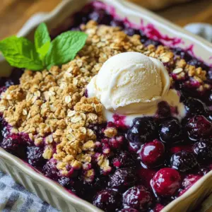 You can use either fresh or frozen Saskatoon berries. They add a sweet, unique taste. If you can't find them, blueberries work well too. For this recipe, you need about 2 cups. If using frozen berries, there’s no need to thaw them before cooking. I like adding a bit of lemon juice to brighten the flavor. Use 1 tablespoon of lemon juice. Granulated sugar sweetens the berries. Start with 1/4 cup but adjust to your taste. A teaspoon of vanilla extract gives a warm, rich note. You can also add cornstarch for thickness, about 1 tablespoon. The topping is what makes this crisp special. Use 1 cup of rolled oats for a hearty texture. Combine it with 1/2 cup of all-purpose flour for structure. Brown sugar adds deep sweetness, so use 1/3 cup. A pinch of salt (1/4 teaspoon) enhances all the flavors. Ground cinnamon (1/2 teaspoon) brings warmth to the mix. Finally, add 1/3 cup of melted unsalted butter to bind everything together. For the full recipe, check out the details above. First, gather your ingredients. You will need 2 cups of fresh or frozen Saskatoon berries. If you cannot find them, blueberries work too. In a medium bowl, add the berries. Then, squeeze in 1 tablespoon of lemon juice. This adds a nice zing. Next, sprinkle in 1/4 cup of granulated sugar. Adjust this if you like it sweeter or less sweet. Add 1 tablespoon of cornstarch. This helps thicken the juice from the berries. Finally, pour in 1 teaspoon of vanilla extract for flavor. Mix gently until everything is well coated. Spread this berry mixture evenly in a greased 8x8-inch baking dish. Now, let’s make the topping. In another bowl, combine 1 cup of rolled oats, 1/2 cup of all-purpose flour, and 1/3 cup of brown sugar. Add 1/4 teaspoon of salt and 1/2 teaspoon of ground cinnamon. The cinnamon adds warmth. Pour 1/3 cup of melted unsalted butter over this mixture. Stir until the mix looks crumbly. It should come together but still be loose. This topping will give your crisp a delightful crunch. With both parts ready, it’s time to bake. Evenly sprinkle the oat topping over the berry mixture in the baking dish. Preheat your oven to 350°F (175°C). Place the dish in the oven and bake for 30 to 35 minutes. You want the top to be golden brown and the berries to bubble. Once done, take it out and let it cool for a few minutes. This step is important for the flavors to settle. Serve warm, and consider adding a scoop of vanilla ice cream or a dollop of whipped cream on top for extra joy. For the full recipe, check the earlier section. Enjoy every bite of your delicious Saskatoon Berry Crisp! To get the best texture, focus on your oat topping. Use rolled oats, not quick oats. Quick oats can turn mushy. Mix the oats with flour, brown sugar, salt, and cinnamon. Pour melted butter over this mix. Stir it until it looks crumbly. This helps create a nice, crunchy layer. Saskatoon berries are sweet but can vary. Start with 1/4 cup sugar. Taste the berry mix before baking. If you want it sweeter, add more sugar. You can also use honey or maple syrup for a different flavor. Just remember, adjust slowly to find your sweet spot. Serve your Saskatoon berry crisp warm. A scoop of vanilla ice cream on top makes it special. You can also add whipped cream for extra creaminess. For a fresh touch, sprinkle mint leaves on top. This adds color and a burst of flavor. I love to enjoy it with friends and family after dinner. It’s a perfect treat for any occasion. For the full recipe, check the section above. {{image_2}} You can easily swap Saskatoon berries for other fruits. Blueberries work well if you can’t find Saskatoon berries. Raspberries or blackberries also add a nice twist. Each fruit brings its own flavor. Try mixing berries for a fun blend. You can create your own unique taste with these options. If you need a gluten-free version, swap regular flour for a gluten-free blend. Look for oats labeled gluten-free, as some may contain gluten. This change keeps the crisp tasty and safe for everyone. You won’t lose any flavor or texture. Enjoy the same great dessert without worry. Add seasonal spices for a fun twist. In the fall, try adding nutmeg or allspice for warmth. In the summer, fresh mint or lemon zest brightens the dish. You can also mix in chopped apples or peaches for extra sweetness. These additions make your Saskatoon berry crisp even more delightful. Explore different flavors each time you bake! To keep your Saskatoon berry crisp fresh, let it cool. Once cooled, cover it tightly with plastic wrap or foil. You can also transfer it to an airtight container. Store it in the fridge for up to three days. This way, you can enjoy it later without losing flavor. When you want to enjoy your crisp again, preheat your oven to 350°F (175°C). Place a portion of the crisp in an oven-safe dish. Cover it with foil to keep it from drying out. Heat for about 15-20 minutes, or until warm. You can also use a microwave. Just heat for 30 seconds at a time until warm. To freeze your Saskatoon berry crisp, let it cool completely first. Cut it into squares for easy serving. Wrap each square in plastic wrap and place them in a freezer bag. Squeeze out the air before sealing. You can freeze it for up to three months. When you're ready to eat, thaw it in the fridge overnight and reheat as needed. This makes it simple to have a treat ready anytime! Saskatoon berries are small, sweet, and juicy fruits. They look like blueberries but have a unique flavor. These berries grow on shrubs in Canada and the northern U.S. They are often used in jams, pies, and desserts. I love them in my Saskatoon berry crisp. They add a fresh taste and vibrant color to the dish. Yes, you can use frozen berries in this recipe. Frozen Saskatoon berries work just as well as fresh ones. They save time and are often more convenient. Just make sure to thaw them before mixing. You may need to adjust the sugar if the berries are sweeter. Always taste before you add more sugar. The crisp is done when the top is golden brown. You will see the berries bubbling around the edges. This usually takes about 30 to 35 minutes in the oven. Let it cool for a few minutes before serving. This helps the juices thicken up a bit. This blog covered how to make a delicious Saskatoon berry crisp. We talked about using fresh or frozen berries, sweeteners, and toppings. You learned step-by-step how to prepare the berry mixture, make the oat topping, and bake it to perfection. For best results, focus on perfecting the crisp texture and adjust sweetness to your taste. Don’t forget to try different fruits or gluten-free options! With these tips in mind, you can enjoy a tasty dessert anytime.