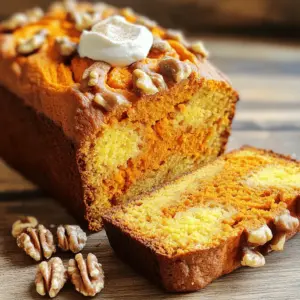 - 1 cup pumpkin puree - 1/2 cup vegetable oil - 3/4 cup brown sugar - 1/2 cup granulated sugar - 2 large eggs - 1 teaspoon vanilla extract - 1 1/2 cups all-purpose flour - 1 teaspoon baking soda - 1/2 teaspoon baking powder - 1 teaspoon ground cinnamon - 1/2 teaspoon ground nutmeg - 1/2 teaspoon ground ginger - 1/4 teaspoon ground cloves - 1/2 teaspoon salt - 1 cup walnuts Canned vs. fresh pumpkin puree: Canned pumpkin is easy and saves time. It is also smooth and consistent. Fresh pumpkin gives a vibrant flavor but takes longer to prepare. Alternatives for vegetable oil: You can use melted coconut oil or applesauce. These options add moisture and can change the taste. Sugar substitutes for health-conscious bakers: Try using honey or maple syrup. They add sweetness and can make the bread a bit more moist. 1. Preheat oven and prepare the loaf pan. Set your oven to 350°F (175°C). Grease a 9x5 inch loaf pan with cooking spray or butter. This step helps the bread come out easily after baking. 2. Mixing wet ingredients. In a large bowl, combine 1 cup of pumpkin puree, 1/2 cup of vegetable oil, 3/4 cup of brown sugar, and 1/2 cup of granulated sugar. Stir until smooth. This mix brings sweetness and moisture to your bread. 3. Incorporating dry ingredients. In another bowl, whisk together 1 1/2 cups of all-purpose flour, 1 teaspoon of baking soda, 1/2 teaspoon of baking powder, 1 teaspoon of ground cinnamon, 1/2 teaspoon of ground nutmeg, 1/2 teaspoon of ground ginger, 1/4 teaspoon of ground cloves, and 1/2 teaspoon of salt. Slowly add the dry mix to the pumpkin mix. Stir until just combined. Watch out! Overmixing can make your bread tough. 1. Pouring batter into the pan. Carefully pour the batter into your prepared loaf pan. Use a spatula to smooth the top. This helps the bread bake evenly. 2. Baking time and temperature. Place the pan in the oven. Bake for 60 to 70 minutes. Check with a toothpick; it should come out clean when the bread is done. 1. Allowing to cool in the pan. Once baked, take the pan out of the oven. Let it cool in the pan for about 10 minutes. This resting time helps it firm up. 2. Transferring to a wire rack. After 10 minutes, carefully turn the bread out onto a wire rack. Let it cool completely before slicing. This cooling step keeps your bread from becoming soggy. For the best texture in your spiced pumpkin walnut bread, use room temperature ingredients. Cold eggs or oil can make mixing hard. When you mix, be gentle. Overmixing can make the bread tough. Just stir until you see no dry flour. To boost flavor, add warm spices like allspice or cardamom. You can also mix in dried fruits, like raisins or cranberries. They add sweetness and chewiness. If you want more crunch, toss in extra nuts like pecans or almonds. Slice your bread and serve it warm. A dollop of cream cheese or butter makes it even better. For a pretty touch, sprinkle a bit of cinnamon on top. Place a few whole walnuts on the side for visual appeal. This makes your dish inviting and delicious. {{image_2}} For a gluten-free version, you can use alternative flours. Some great options are almond flour, coconut flour, or a gluten-free all-purpose blend. These flours give you a nice texture and flavor. However, you may need to adjust the liquid in your recipe. For binding agents, consider using ground flaxseed or chia seeds mixed with water. This helps hold the bread together. A typical ratio is one tablespoon of flaxseed or chia seeds mixed with three tablespoons of water. Let it sit for about five minutes until it thickens. If you want a vegan version, you can easily replace the eggs. Common substitutes include a flax egg, which I just mentioned, or unsweetened applesauce. To make a flax egg, mix one tablespoon of flaxseed meal with two and a half tablespoons of water. Let it sit until it thickens. For a dairy-free option, simply use plant-based milk instead of regular milk. Almond milk or oat milk works well. You can also add a bit of coconut oil for extra richness. Feel free to add chocolate chips or dried fruit for extra sweetness. Dark chocolate chips pair wonderfully with the spices in the bread. Dried cranberries or raisins also add a nice chewy texture. You can experiment with different nuts, too. Pecans or hazelnuts can offer a unique twist. Try mixing in different nuts to find your favorite flavor combination. The possibilities are endless! To store your spiced pumpkin walnut bread, keep it at room temperature. Place it in an airtight container. This helps keep it moist and fresh for up to four days. If you notice any mold, discard the bread right away. If you want to extend its life, consider refrigeration. Wrap the bread tightly in plastic wrap first. Then place it in an airtight container. This will keep it fresh for about a week. However, refrigeration may change the texture a bit. Freezing is a great way to save your bread for later. To freeze, slice the bread first. Then wrap each slice in plastic wrap. After that, place the wrapped slices in a freezer bag. This method helps prevent freezer burn. To thaw, remove the slices from the bag. Leave them on the counter for about an hour. You can also thaw them in the microwave for a quick option. In the freezer, the bread lasts for up to three months. When you're ready to enjoy your bread, reheating is easy. For the best results, use the oven. Preheat it to 350°F (175°C). Place the slices on a baking sheet and heat them for about 10 minutes. You can also use a toaster oven for single slices. This method keeps the bread soft and warm. Avoid using a microwave if possible, as it may make the bread dry. Enjoy your delicious slices fresh and warm! Spiced Pumpkin Walnut Bread lasts about 3 to 5 days at room temperature. Keep it in an airtight container to stay fresh. You can also store it in the fridge for up to a week. This keeps it moist and flavorful for longer. Yes, you can make this bread ahead of time. It tastes better the next day as the flavors meld. Bake it, let it cool, and store it in an airtight container. You can also freeze it for up to 3 months. Just thaw it before serving. If you have nut allergies, you can use seeds instead. Sunflower seeds or pumpkin seeds work well. You can also skip the nuts altogether. The bread still tastes great without them. Yes, you can make mini loaves! Use mini loaf pans and reduce the baking time. Bake them for about 30 to 40 minutes. Check for doneness with a toothpick. They should come out clean when done. Absolutely! You can use pumpkin pie spice for a quick option. Replace the individual spices with 2 teaspoons of pumpkin pie spice. This gives a warm, cozy flavor, perfect for fall baking. This blog post covered everything you need to make delicious spiced pumpkin walnut bread. We talked about essential ingredients, step-by-step instructions, and helpful tips for great results. You can even try variations to suit your diet or taste. Baking this bread is simple and rewarding. Whether you enjoy it warm or cold, it will surely be a hit. Use the tips for storage and reheating to keep it fresh. Enjoy your baking adventure!
