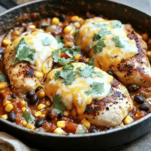 To make this tasty salsa chicken, gather these items: - 4 boneless, skinless chicken breasts - 1 cup salsa (spicy or mild, your choice) - 1 cup corn (fresh, frozen, or canned) - 1 cup black beans, rinsed and drained - 1 teaspoon cumin - 1 teaspoon chili powder - 1 cup shredded cheddar cheese - 2 tablespoons olive oil - Salt and pepper to taste - Fresh cilantro for garnish You can easily swap ingredients. If you want less spice, choose mild salsa. For a crunch, use fresh corn. Canned or frozen corn works too. Black beans add protein and fiber. You can replace them with pinto beans if you like. If you don’t have cheddar cheese, try Monterey Jack or Colby for a twist. Choosing fresh ingredients can make a big difference. When picking chicken, look for bright pink color. Avoid any that has a gray hue. For salsa, check the jar or container for freshness dates. Fresh corn should feel firm and not mushy. When selecting beans, rinse them well to remove extra salt. Fresh cilantro should look bright green and not wilted. Always smell your ingredients; they should smell fresh and clean. Following these tips helps you create a better dish! Start by preheating your oven to 375°F (190°C). This helps cook the chicken evenly. Take four boneless, skinless chicken breasts. Pat them dry with paper towels. This step helps the seasoning stick better. Next, season both sides of the chicken with salt, pepper, cumin, and chili powder. Make sure to cover every inch. This will give your chicken great flavor. In a large oven-safe skillet, heat two tablespoons of olive oil over medium heat. Once the oil is hot, add the seasoned chicken breasts. Sear each side for about 4-5 minutes. Look for a golden brown color. This step locks in the juices. After searing, take the chicken out and set it aside on a plate. In the same skillet, pour in one cup of salsa, one cup of corn, and one cup of rinsed black beans. Stir the mixture well. Let it cook for a few minutes to blend the flavors. Nestle the seared chicken breasts back into the skillet. Spoon some of the salsa mixture over each piece. This keeps the chicken moist. Now, sprinkle one cup of shredded cheddar cheese evenly on top. Transfer the skillet to the oven. Bake for 25-30 minutes. Check that the chicken reaches an internal temperature of 165°F (75°C). After baking, let it rest for a few minutes. Garnish with fresh cilantro before serving. Enjoy your tasty salsa chicken! When making Salsa Chicken, avoid overcooking the chicken. It should be juicy and tender. If you cook it too long, it will dry out. A good tip is to use a meat thermometer. Chicken is done when it reaches 165°F (75°C). Another mistake is using too much seasoning. The salsa brings a lot of flavor already. So, be careful not to overpower it with spices. Stick to the recipe for a balanced taste. Start by searing the chicken in olive oil. This step adds a great golden crust. Cook it for about 4-5 minutes on each side. This gives it flavor and keeps it moist. After searing, use the same skillet for the salsa mixture. This helps capture all the chicken flavor. Make sure to stir well to combine the ingredients. Nestle the chicken back in the salsa to soak up more flavor before baking. To boost the flavor, consider adding fresh lime juice. A squeeze right before serving brightens the dish. You can also add jalapeños for some heat. If you prefer a milder taste, use mild salsa. Fresh cilantro is a must for garnish. It adds a fresh touch and looks pretty. You can also try different cheeses, like pepper jack, for a twist. These small changes can make your Salsa Chicken unique and delicious! {{image_2}} You can easily swap ingredients to fit your taste. Want to add more veggies? Try bell peppers or zucchini. If you like a kick, add jalapeños to the salsa. You can also change the beans. Pinto beans or kidney beans work great too. For a different flavor, use a fresh salsa or a fruit salsa like mango. You can even use turkey or tofu instead of chicken. You can make salsa chicken in different ways. The Instant Pot is quick and easy. Just add all the ingredients, seal the lid, and cook on high for about 10 minutes. For a slow cooker, combine everything and cook on low for 6-8 hours. This method makes the chicken super tender. You can also bake it in the oven as the recipe shows. Each method gives you tasty results. Salsa chicken is great on its own, but you can enhance it. Serve it with rice or quinoa for a full meal. You can also pair it with tortilla chips or warm tortillas. For a fresh touch, add a salad with lime dressing. If you like cheese, top it with more shredded cheese or avocado slices. Don't forget to sprinkle fresh cilantro for color and flavor. To store leftover salsa chicken, let it cool first. Then, place it in an airtight container. Make sure to keep the salsa mixture with the chicken. Store it in the fridge for up to three days. This helps keep it fresh and tasty. When you want to eat your salsa chicken again, take it out of the fridge. Preheat your oven to 350°F (175°C). Place the chicken in an oven-safe dish. Add a splash of water to keep it moist. Cover it with foil to prevent drying out. Heat for about 20 minutes or until warm. If you want to freeze salsa chicken, pack it in airtight containers. You can also use freezer bags, removing as much air as possible. Label the bags with the date. Frozen salsa chicken lasts up to three months. To thaw, place it in the fridge overnight. Then, reheat as mentioned above. Yes, you can use frozen chicken breasts. Just make sure to thaw them first. This helps them cook evenly. I recommend placing them in the fridge overnight. If you need them fast, you can use the microwave. Just be careful not to cook them in the microwave. Salsa chicken pairs well with many sides. Here are some great options: - Rice (white or brown) - Quinoa - Tortilla chips - Mixed greens salad - Avocado slices - Roasted vegetables These sides not only taste great, but they also add color and texture to your meal. To check if chicken is cooked, use a meat thermometer. It should read 165°F (75°C) inside. If you don’t have a thermometer, cut into the chicken. The meat should be white, not pink. Always ensure it’s safe before serving. This keeps you and your loved ones healthy. In this post, we explored how to create delicious Salsa Chicken. You learned about key ingredients, tips for selecting fresh items, and how to prepare them. We also covered cooking methods, common mistakes, and tasty variations. Remember, this dish is flexible and fun. Customize it to suit your taste. Storing leftovers is easy, and reheating keeps the flavor alive. Enjoy making this meal your own!