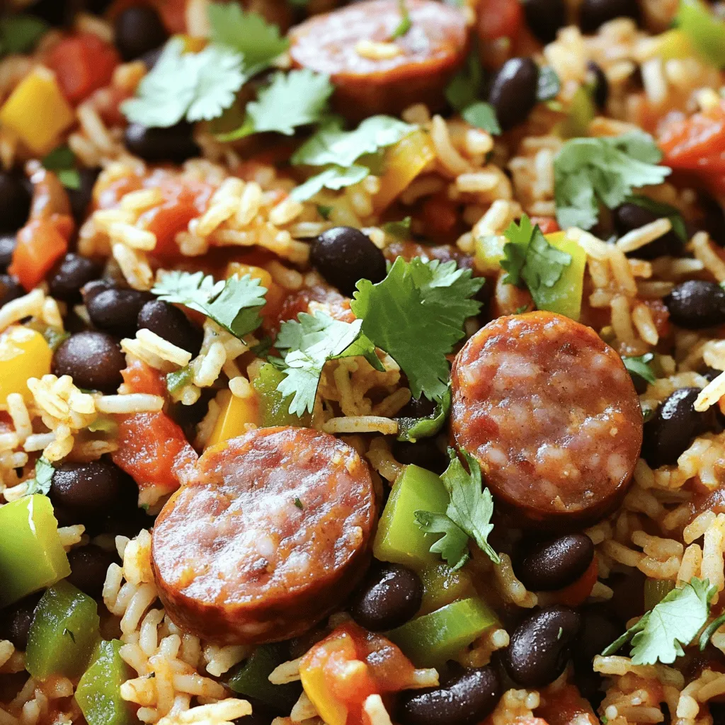 One Pot Sausage Black Beans & Rice Flavorful Meal