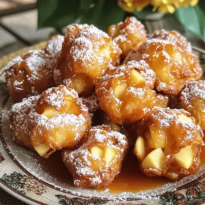 To make delicious apple fritter bites, you will need: - 2 medium apples (Granny Smith or Honeycrisp), peeled and diced - 1 cup all-purpose flour - 1/2 cup granulated sugar - 1 teaspoon baking powder - 1/2 teaspoon cinnamon - 1/4 teaspoon nutmeg - 1/4 teaspoon salt - 1/2 cup milk - 1 large egg - 1 teaspoon vanilla extract - 1/4 cup powdered sugar (for dusting) - Oil for frying If you want to try different flavors, you can use other apple types like Fuji or Pink Lady. For a dairy-free option, swap the milk for almond or oat milk. When cooking, accurate measurements matter. Here’s how to measure: - Cups: Use a dry measuring cup for flour and sugar. Fill it, then level it with a knife. - Teaspoons: Use a measuring spoon. Scoop and level off for accuracy. For the best results, always measure flour by spooning it into the cup, not scooping directly. This keeps the flour from packing down, which can make your fritters too dense. Start by prepping the apples. Use two medium apples like Granny Smith or Honeycrisp. Peel and dice them into small pieces. This helps them cook evenly and mix well in the batter. Next, gather your dry ingredients. In a medium bowl, mix together one cup of all-purpose flour, half a cup of granulated sugar, one teaspoon of baking powder, half a teaspoon of cinnamon, a quarter teaspoon of nutmeg, and a quarter teaspoon of salt. Stir this mixture well, so all the flavors blend together. In a separate bowl, combine your wet ingredients. Whisk together half a cup of milk, one large egg, and one teaspoon of vanilla extract. Pour this wet mixture into the dry ingredients. Stir gently, but don’t overmix. A few lumps are okay. Finally, fold in your diced apples until they are evenly spread throughout the batter. Now it’s time to fry! Heat oil in a deep skillet or a heavy-bottomed pot. Aim for a temperature of about 350°F (175°C). This is important. If the oil is too cool, the fritters will soak up too much oil and become greasy. If it’s too hot, they will cook too fast on the outside and stay raw inside. When the oil is ready, use a small cookie scoop or tablespoon. Carefully drop small portions of the apple batter into the hot oil. Fry them in batches. Overcrowding the pot can cool the oil down too much, which makes frying harder. Cook each batch for about 2 to 3 minutes on each side, until they turn golden brown. Once your fritter bites are done, remove them from the oil. Place them on paper towels to drain off any excess oil. While they are still warm, dust them with powdered sugar. This adds sweetness and makes them look even more tempting. For a beautiful presentation, serve the apple fritter bites on a decorative plate. You can drizzle extra powdered sugar or caramel sauce over them. A sprinkle of cinnamon on top adds an extra touch and boosts the flavor. Enjoy these delightful treats with family and friends! For the complete instructions and more tips, check the Full Recipe. To keep your fritter bites light and fluffy, avoid overmixing the batter. Stir gently until the wet and dry ingredients just come together. It’s okay to have some lumps! This small step helps keep the fritters airy. Aim for a thick yet pourable consistency. If it feels too runny, add a bit more flour. Frying time can change based on the size of your bites. Smaller bites cook faster, about 2-3 minutes per side. For larger pieces, add an extra minute. Always check for a golden color. If they brown too fast, reduce the heat slightly. If you run into mishaps, don’t worry. Use a slotted spoon to flip them gently. Spice up your fritters with a pinch of nutmeg or a splash of vanilla extract. Both add a lovely depth of flavor. You can also mix in chopped nuts for crunch. For a sweet finish, drizzle warm caramel or chocolate sauce. These pair perfectly with the warm apple taste. Enjoy experimenting with flavors! {{image_2}} You can change up the flavor of your apple fritter bites. Try using different fruits like pears or peaches. These fruits add a new twist and keep things fun. You can also add flavored extracts, like almond or maple. A dash of nutmeg or ginger can make them even more exciting. If you want a healthier treat, consider baking instead of frying. Baking gives you a lighter bite with less oil. You can also lower the sugar by using honey or maple syrup. These swaps keep the taste but cut back on calories. Pair these fritter bites with ice cream or whipped cream for a treat. They also make a great addition to brunch. Serve them with coffee or hot chocolate for a festive feel. These bites are perfect for any celebration or cozy gathering. For the full recipe, check out the detailed steps to create these irresistible apple fritter bites! To keep your apple fritter bites fresh, store them in an airtight container. This helps keep them soft and tasty. You can line the container with paper towels to absorb any moisture. This method helps them stay crisp longer. Store them at room temperature for up to two days. If you want to keep them longer, place the container in the fridge. They can last up to a week that way. To reheat your apple fritter bites, use an oven or an air fryer. These methods help keep the fritters crispy. Preheat your oven to 350°F (175°C). Place the fritters on a baking sheet and heat for about 5-7 minutes. For the air fryer, set it to 350°F (175°C) and heat for about 3-5 minutes. Both methods work well and keep the bites delicious. Enjoy your warm treats again! What kind of apples are best for apple fritter bites? Granny Smith and Honeycrisp are my favorites. They give a nice balance of sweet and tart. Their firm texture holds up well during cooking. This makes them perfect for fritters. Can I freeze apple fritter bites, and how? Yes, you can freeze them! Once cooled, place them in an airtight container. They can last up to three months in the freezer. Reheat them in the oven to keep them crispy. Can I substitute the milk in this recipe? Absolutely! You can use almond milk or oat milk. Both options work well in this recipe. Just make sure they are unsweetened for best results. What oil is best for frying the fritter bites? I recommend using vegetable oil or canola oil. These oils have high smoke points. They fry the bites evenly without burning. Can I bake these fritter bites instead of frying them? Yes, you can bake them! Preheat your oven to 375°F (190°C). Place the fritter bites on a lined baking sheet. Bake for about 15-20 minutes, flipping halfway through. How can I make apple fritter bites gluten-free? Use a gluten-free flour blend instead of all-purpose flour. This swap keeps the flavor and texture delicious. Make sure other ingredients are also gluten-free, such as baking powder. For these irresistible apple fritter bites, you need simple ingredients. Here’s a quick list: - 2 medium apples (Granny Smith or Honeycrisp), peeled and diced - 1 cup all-purpose flour - 1/2 cup granulated sugar - 1 teaspoon baking powder - 1/2 teaspoon cinnamon - 1/4 teaspoon nutmeg - 1/4 teaspoon salt - 1/2 cup milk - 1 large egg - 1 teaspoon vanilla extract - 1/4 cup powdered sugar (for dusting) - Oil for frying First, mix the dry ingredients in one bowl. In another, whisk the milk, egg, and vanilla. Combine both mixtures and fold in the apples. Heat oil to about 350°F. Drop small scoops of batter into the oil and fry until golden. Dust with powdered sugar while warm. This simple process leads to a tasty treat! For a full recipe with detailed steps, check [Full Recipe]. To create delicious apple fritter bites, we covered everything from ingredients to storage. You learned how to pick the right apples and measure them accurately. We also explored cooking techniques for frying and enhancing flavors. Plus, I shared tips for variations and healthier alternatives. Embrace these ideas to make your fritter bites memorable. Enjoy your culinary adventure, and share these tasty treats with friends and family!