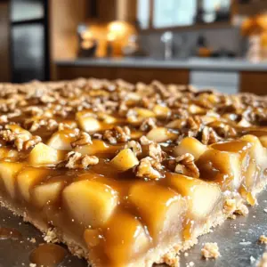 To make delicious caramel apple pie bars, you need: - 2 cups all-purpose flour - 1/2 cup granulated sugar - 1/4 teaspoon salt - 1 teaspoon cinnamon - 1/2 cup unsalted butter, melted - 1 large egg - 4 cups apples, peeled, cored, and diced (mix tart and sweet apples) - 1/2 cup brown sugar - 1 tablespoon lemon juice - 1 teaspoon vanilla extract - 1/2 cup caramel sauce (store-bought or homemade) - Extra caramel sauce for drizzling on top You can add some fun twists to your bars: - 1/4 cup chopped walnuts or pecans for crunch - A pinch of nutmeg for extra warmth - Dried cranberries for a tart kick Choosing the best apples is key. Here’s how to pick them: - Mix tart and sweet: Use a blend like Granny Smith for tartness and Fuji for sweetness. - Freshness matters: Look for firm apples without bruises or soft spots. - Seasonal choices: Fall is the best time for fresh apples. They taste great and are crispier. By following these tips, your caramel apple pie bars will shine with flavor! First, preheat your oven to 350°F (175°C). This step is key to getting the perfect bake. Next, take a 9x13 inch baking pan and line it with parchment paper. Leave some paper hanging over the edges. This will help you lift the bars out easily later. In a large mixing bowl, combine 2 cups of all-purpose flour, 1/2 cup of granulated sugar, 1/4 teaspoon of salt, and 1 teaspoon of cinnamon. Mix these dry ingredients well. Pour in 1/2 cup of melted unsalted butter. Then add 1 large egg to the bowl. Stir until a crumbly dough forms. This dough will be the base of your bars. In another bowl, take 4 cups of diced apples. Peel, core, and dice them first. A mix of tart and sweet apples works best for great flavor. Toss the apples with 1/2 cup of brown sugar, 1 tablespoon of lemon juice, and 1 teaspoon of vanilla extract. Make sure the apples are well coated with this mix. Press about two-thirds of the dough firmly into the bottom of your prepared pan. This will form your crust. Spread the apple mixture evenly over the crust. Drizzle half of the caramel sauce over the apples. If you like, sprinkle 1/4 cup of chopped walnuts or pecans on top. Crumble the remaining dough over the apples. Bake in your preheated oven for 30 to 35 minutes. Look for a golden brown top and tender apples. Once baked, take the pan out of the oven and let it cool completely. This step is important! After cooling, drizzle the remaining caramel sauce over the top for added sweetness. Cut the cooled bars into squares and serve. Enjoy your delicious caramel apple pie bars! To make the best crust, start with cold butter. Cut it into small pieces. This keeps the crust flaky and light. Use a fork or your fingers to mix the butter into the flour mixture. You want small crumbs, not a dough. Press two-thirds of the crust into the pan firmly. This step is key for a strong base. You can change the sweetness based on your taste. If you prefer less sweet, cut back on the brown sugar. You can also add more tart apples. This balances the flavors well. Taste the apple mixture before adding caramel. Adjust it until you find what you love. Making homemade caramel sauce is easy and fun! Use sugar, cream, and butter in a pot. Heat them slowly until they melt together. Stir well to avoid lumps. Let it cool before drizzling on your bars. Homemade caramel gives a richer taste than store-bought. Plus, you can customize the sweetness! {{image_2}} You can make these bars even tastier by adding spices. Try using nutmeg or allspice with the cinnamon. Just a pinch will add warmth and depth. You can also add ginger for a spicy kick. Mix these spices into the flour before making the crust for a big flavor boost. While apples are the star, other fruits work well too. Try adding pears for a sweet twist. Cherries can also add a nice tartness. Just keep the total fruit amount the same. This way, you maintain the right texture and sweetness in the bars. You can make these bars gluten-free easily. Use almond flour or a gluten-free flour blend. Just follow the same measurements. For a vegan option, swap the butter with coconut oil and the egg with flaxseed meal mixed with water. This keeps the bars moist and delicious. To keep your caramel apple pie bars fresh, store them in an airtight container. Place parchment paper between layers to avoid sticking. If you have extra caramel sauce, keep it in a separate container. You can also cover the entire dish tightly with plastic wrap. This helps lock in moisture and flavor. When stored correctly, these bars last for about 3 to 5 days at room temperature. For longer storage, keep them in the fridge. They can stay fresh for up to a week in the refrigerator. Just remember to seal them well to avoid drying out. If you want to enjoy warm caramel apple pie bars, reheating is easy. Preheat your oven to 350°F (175°C). Place the bars on a baking sheet and cover them with foil. Heat for about 10-15 minutes, or until warm. You can also use a microwave for quick reheating. Just warm them for 20-30 seconds. Add a drizzle of caramel sauce before serving for extra flavor! Yes, you can use frozen apples. Just thaw them first. Make sure to drain any extra liquid. This helps keep the bars from getting too soggy. I recommend using a thick caramel sauce. Store-bought works well, but homemade is even better. A rich, creamy sauce adds great flavor to your bars. You can prepare the bars a day in advance. Just store them in the fridge after baking. Let them cool fully before wrapping tightly. This keeps them fresh and tasty. Serve them warm with a drizzle of caramel sauce on top. A scoop of vanilla ice cream on the side makes it extra special. Guests will love this sweet treat! Yes, you can freeze the bars! Cut them into squares and wrap them well. Use plastic wrap or an airtight container. They can last up to three months in the freezer. Just thaw them in the fridge before enjoying. You now have a complete guide to making caramel apple pie bars. We explored key ingredients, step-by-step instructions, and clever tips for success. I shared ways to customize your pie bars and variations to keep things fresh. Remember to store them properly for the best taste. With this knowledge, you can create delicious treats that everyone will love. Enjoy your baking and share these bars with friends and family for a sweet moment!