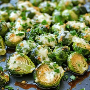- 1 lb Brussels sprouts, trimmed and halved - 3 tablespoons olive oil - 4 cloves garlic, minced - 1/2 cup grated Parmesan cheese - 1 teaspoon garlic powder - 1/2 teaspoon salt - 1/2 teaspoon black pepper - 1 tablespoon balsamic vinegar (optional) - Fresh parsley, chopped (for garnish) Gathering the right ingredients is key for great flavor. First, choose fresh Brussels sprouts. They should be firm and bright green. Trim the ends and cut them in half for even cooking. Next, get quality olive oil. It adds richness and helps the Brussels sprouts crisp up nicely. The garlic is crucial to this dish. Use fresh cloves for the best taste. Mince them finely so they mix well. Parmesan cheese brings a salty, nutty flavor. Grate it fresh for the best texture and melt. For seasoning, garlic powder adds a nice boost. Salt and black pepper bring out the flavors. If you like a hint of sweetness, balsamic vinegar is perfect. It adds depth and tang. Fresh parsley adds a pop of color and freshness when serving. These ingredients work together to create a dish that is both tasty and satisfying. - Preheat the oven to 425°F (220°C). - In a large mixing bowl, combine: - 1 lb Brussels sprouts, trimmed and halved - 3 tablespoons olive oil - 4 cloves garlic, minced - 1 teaspoon garlic powder - 1/2 teaspoon salt - 1/2 teaspoon black pepper - Toss the mixture until the Brussels sprouts are well coated. - Spread the seasoned Brussels sprouts in one layer on a baking sheet. - Roast in the oven for 20 minutes. - After 20 minutes, take the baking sheet out and sprinkle with: - 1/2 cup grated Parmesan cheese - Return to the oven and roast for another 10 to 15 minutes. - The Brussels sprouts should be crispy and golden brown. - Drizzle with balsamic vinegar right before serving, if you like. - Garnish with chopped fresh parsley for a nice touch. Serve hot. - Use a single layer for even roasting. Crowding leads to steaming. - Adjust oven temperature for personal preference. Higher heat gives more crunch. - Experiment with different seasonings. Try smoked paprika or Italian herbs. - Consider adding lemon zest for brightness. This adds a nice fresh taste. - Plate the Brussels sprouts attractively. A colorful dish catches the eye. - Use fresh herbs for garnish. Parsley adds a touch of green and flavor. {{image_2}} For a tasty twist, you can try different cheeses. Pecorino Romano adds a sharp bite. Asiago gives a nutty flavor that pairs well with Brussels sprouts. If you want a plant-based meal, use vegan cheese. Many brands offer great alternatives that melt nicely. Want to spice things up? Add red pepper flakes for a nice kick. Just a pinch will do! You can also add chopped bacon or pancetta. This will bring a rich, savory flavor that makes the dish even better. If you want to save time, try using an air fryer. This method cooks the sprouts faster while keeping them crispy. Just set it to 375°F and cook for about 15 minutes. For a fun twist, grill your Brussels sprouts. This method adds a smoky flavor that is hard to resist. Just place them on a grill basket, and enjoy! Cool your Garlic Parmesan Roasted Brussels Sprouts completely before storage. This step helps keep them fresh. Once cooled, place the sprouts in an airtight container. Store them in the refrigerator for up to three days. Keeping them sealed prevents moisture loss and retains flavor. To reheat, the oven method works best. Preheat your oven to 350°F (175°C). Place the sprouts on a baking sheet and heat for about 10–15 minutes. This keeps them crispy and delicious. If you need a quicker option, use the microwave. Heat on medium power for 1–2 minutes, checking to avoid sogginess. You can freeze these sprouts, which is great for meal prep. Portion the sprouts into smaller bags or containers before freezing. This makes it easy to grab a serving later. To reheat from frozen, bake at 350°F (175°C) for 20–25 minutes. Alternatively, let them thaw overnight in your fridge for even cooking. Yes, you can use frozen Brussels sprouts, but fresh is best. Frozen sprouts tend to be softer. If you use them, thaw and drain them first. Pat them dry to avoid sogginess. This helps them crisp up better when roasted. Adjust the cooking time to about 25-30 minutes to ensure they cook through. Roast the Brussels sprouts for 20 minutes at 425°F. After that, add Parmesan and roast for another 10-15 minutes. The goal is to have them crispy and golden brown. You can check for doneness by piercing one with a fork. It should be tender inside. Adding balsamic vinegar is not required but highly recommended. It gives a tangy flavor that balances the rich cheese. If you prefer, you can use lemon juice or skip it entirely. Both options still taste great and add a unique twist. You learned how to make delicious roasted Brussels sprouts. We covered the main ingredients, seasoning tips, and variations. You can try new cheeses or cooking methods to make this dish your own. Remember to store leftovers properly for future meals. Roasting these sprouts provides great flavor, and you can adjust the spice to fit your taste. Enjoy experimenting and sharing this simple yet tasty recipe with others. Happy cooking!